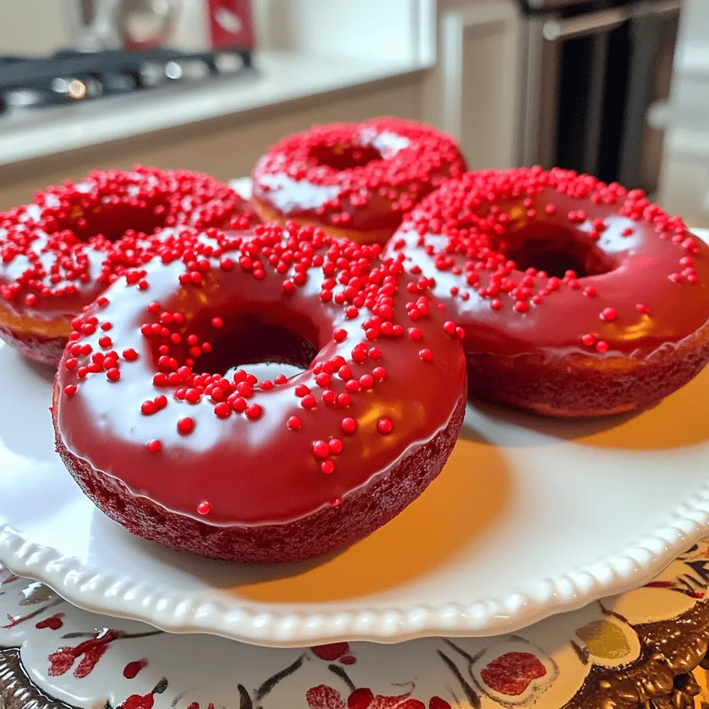 Red velvet donuts are a fun twist on classic red velvet cake. They have a rich red color and a soft, moist texture. Many people love their unique flavor, which combines cocoa and buttermilk. This flavor profile gives them a subtle chocolate taste with a slight tang.