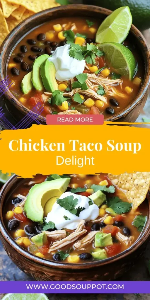 Warm up with my Flavorful Slow Cooker Chicken Taco Soup that’s both easy to make and packed with vibrant flavors! This dish combines tender chicken, hearty beans, and zesty spices for a comforting meal that everyone will love. Customize it to fit any dietary needs and discover delightful variations with toppings. Ready to explore this delicious recipe? Click through to check out the full recipe and start cooking today!