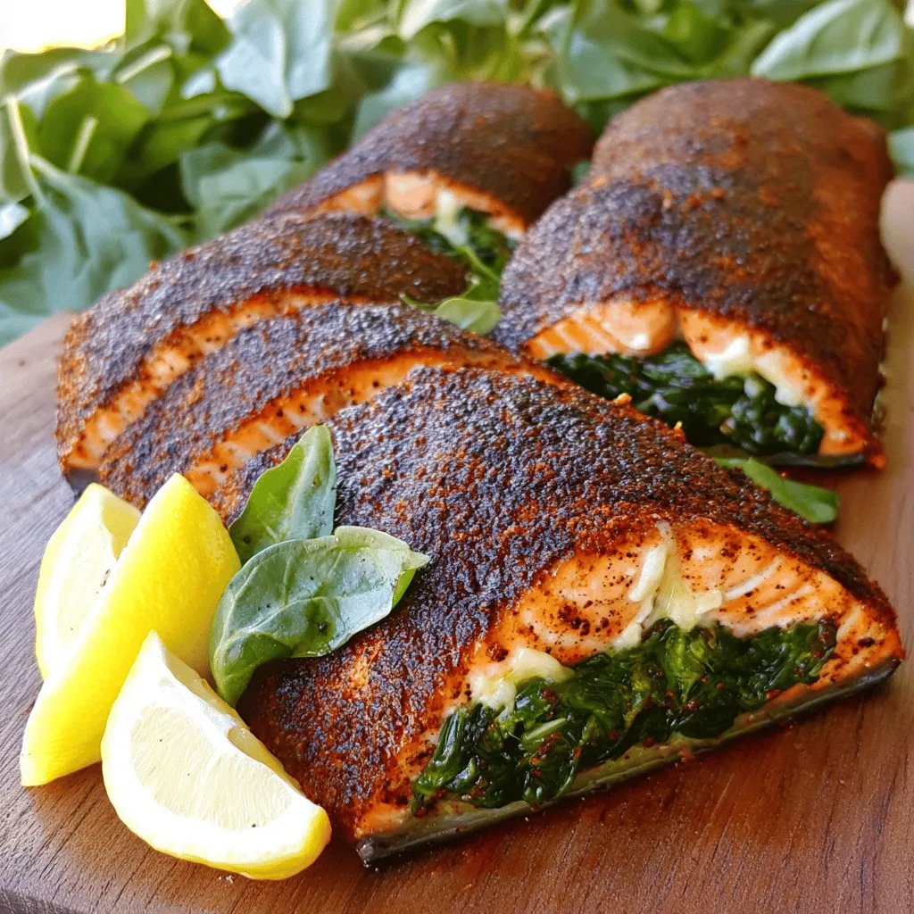 Cooking blackened salmon is simple with the right ingredients. For this dish, you need fresh salmon fillets, spinach, and Parmesan cheese. Let's look at what you will need.