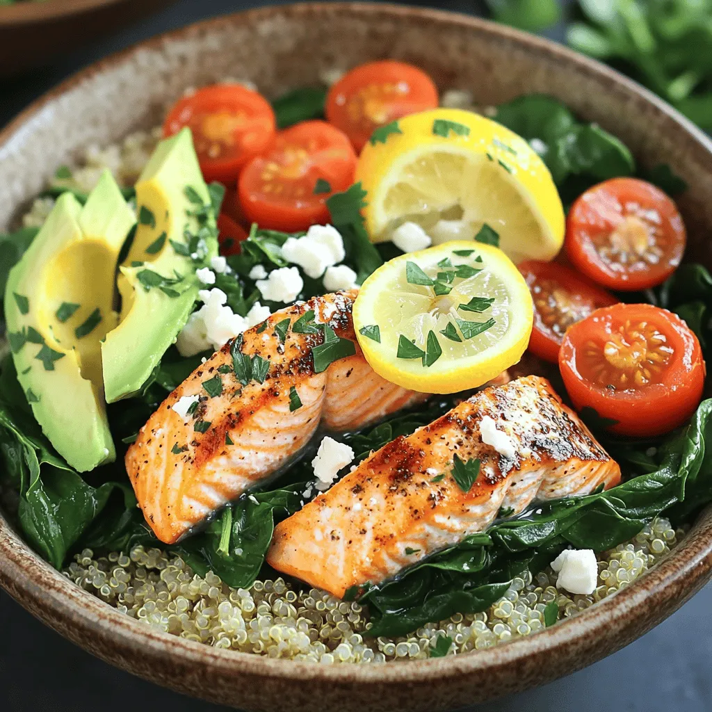 The epic garlic-lemon salmon power bowl recipe shines with fresh, vibrant ingredients. Each part adds great flavor and nutrition.