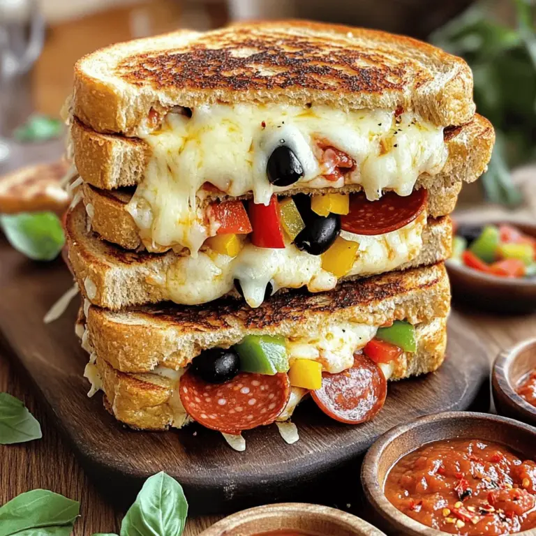To make a great pizza grilled cheese, you need a few key ingredients. First, you need good bread. I love thick-cut sourdough. It holds up well and gives a nice crunch. Next, cheese is a must. I recommend using mozzarella since it melts beautifully.