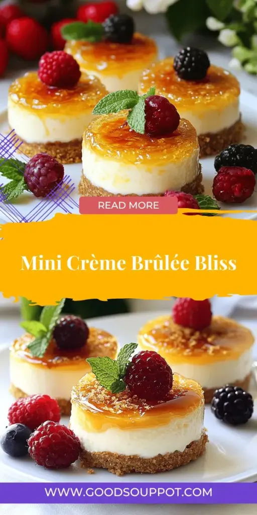 Indulge in the perfect blend of creamy and crunchy with Mini Crème Brûlée Cheesecakes! This exquisite dessert combines rich cheesecake filling with a caramelized sugar topping in individual servings, making them ideal for gatherings. Discover step-by-step instructions to create this irresistible treat that will impress your guests and satisfy your sweet tooth. Click to explore this delightful recipe and elevate your dessert game!