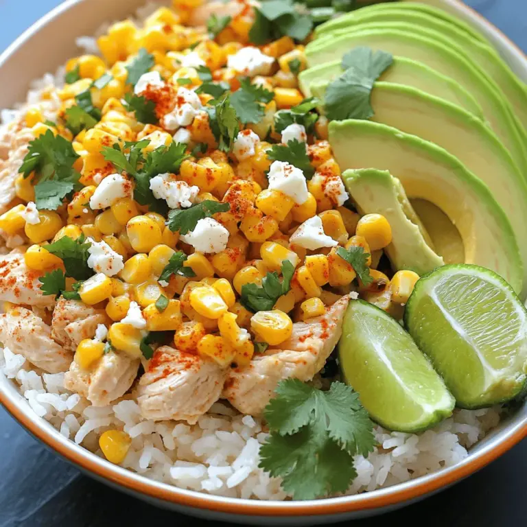 To make a great Street Corn Chicken Rice Bowl, you need simple, fresh ingredients. The base is jasmine rice, which gives a nice, fluffy texture. You will also need grilled chicken breast. This adds protein and keeps the dish hearty.