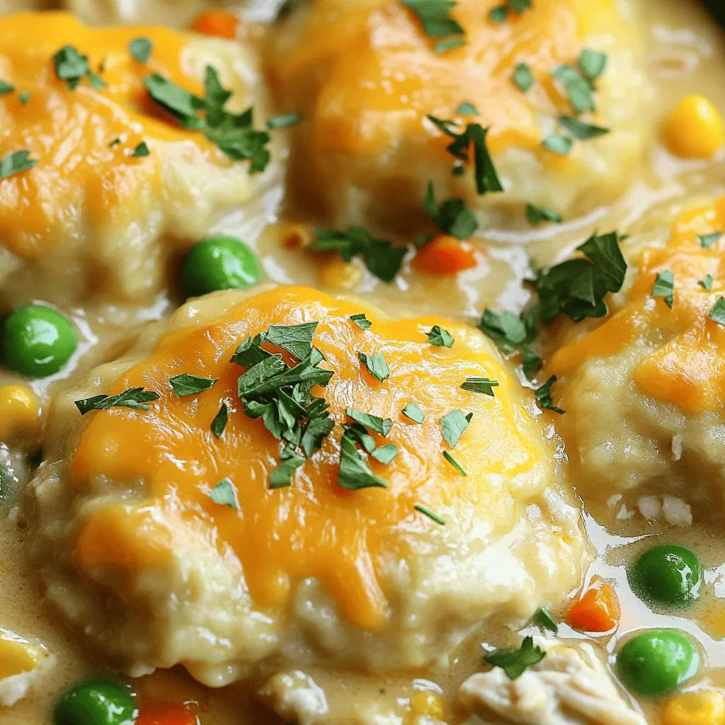 The right ingredients make a hearty chicken and dumplings casserole. First, you need good chicken. I use 2 cups of cooked, shredded chicken. This chicken gives the dish its rich flavor.