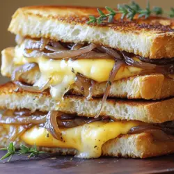 To create a delicious Gooey French Onion Grilled Cheese, gather these key ingredients: