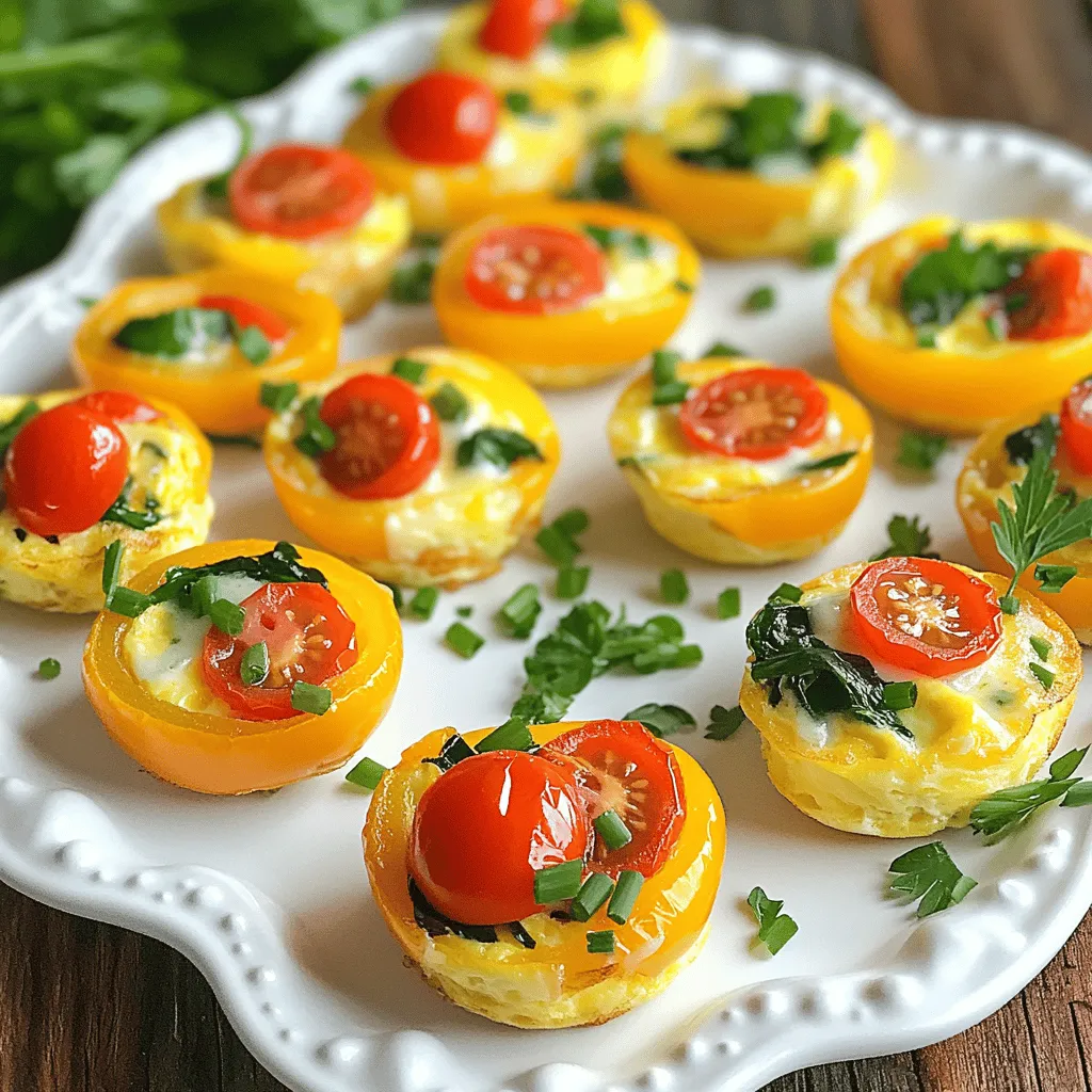 - <strong>Eggs and Dairy</strong> – 6 large eggs – 1/4 cup milk” /></p>
</p>
<h2>Variations</h2>
</p>
<h3>Customizing Your Omelet Bites</h3>
</p>
<p>You can easily change the taste of your veggie and cheese omelet bites. Start by adding different vegetables. Try mushrooms, zucchini, or kale. Each veggie brings a unique flavor and texture. You can mix and match based on what you have at home. Here are some great options:</p>
</p>
<p>– Bell peppers (red, green, yellow)</p>
<p>– Spinach or kale</p>
<p>– Mushrooms, sliced</p>
<p>– Zucchini, diced</p>
<p>– Broccoli, chopped</p>
</p>
<p>Next, look at cheese variations. You can use any cheese you love. Cheddar is popular, but mozzarella, feta, or pepper jack also work well. Each cheese adds its own zing to the bites. You can even mix cheeses for a fun twist.</p>
</p>
<h3>Dietary Modifications</h3>
</p>
<p>If you need gluten-free options, you’re in luck! This recipe is already gluten-free. Just make sure to check any added ingredients, like spices or sauces, for hidden gluten.</p>
</p>
<p>For vegan alternatives, replace eggs with a mix of silken tofu and nutritional yeast. Blend until smooth and add your favorite veggies and seasonings. This swap keeps the bites tasty and satisfying. You can also use a plant-based cheese if you want that cheesy flavor.</p>
</p>
<p>These variations let you create your perfect veggie and cheese omelet bites. You can find all the details in the [Full Recipe]. Enjoy getting creative in the kitchen!</p>
</p>
</p>
<h2>Storage Info</h2>
</p>
<h3>How to Store Omelet Bites</h3>
</p>
<p>To keep your veggie and cheese omelet bites fresh, use these methods:</p>
</p>
<p>– <strong>Refrigeration</strong>: Place cooled bites in an airtight container. They last up to four days in the fridge.</p>
<p>– <strong>Freezing</strong>: For longer storage, freeze bites in a single layer on a baking sheet. After they freeze, transfer them to a freezer-safe bag. They can last for up to three months.</p>
</p>
<p>Proper storage helps maintain taste and texture.</p>
</p>
<h3>Reheating Instructions</h3>
</p>
<p>To enjoy your omelet bites again, follow these reheating tips:</p>
</p>
<p>– <strong>Best Practices for Reheating</strong>: Use the oven or microwave. For the oven, preheat to 350°F (175°C). Place bites on a baking sheet and heat for about 10 minutes. In the microwave, warm them for 30 seconds to 1 minute until hot.</p>
<p>– <strong>Keeping the Flavor Intact</strong>: Add a few drops of water before microwaving. This keeps them moist and tasty.</p>
</p>
<p>These steps will help your omelet bites stay delicious and ready to eat!</p>
</p>
<h2>FAQs</h2>
</p>
<h3>Common Questions About Veggie and Cheese Omelet Bites</h3>
<p><strong>How long do veggie and cheese omelet bites last?</strong></p>
<p>Veggie and cheese omelet bites can last up to five days in the fridge. Store them in an airtight container for the best freshness. If you want to keep them longer, freeze them. They can last up to three months in the freezer.</p>
</p>
<p><strong>Can I make them ahead of time?</strong></p>
<p>Yes, you can make veggie and cheese omelet bites ahead of time. Prepare them and store them in the fridge for easy snacking. You can also freeze them and reheat when you need a quick meal.</p>
</p>
<p><strong>What can I substitute for eggs in this recipe?</strong></p>
<p>If you want an egg-free option, use a flaxseed meal or a chickpea flour mix. Combine three tablespoons of water with one tablespoon of flaxseed meal for each egg. For chickpea flour, mix three tablespoons of flour with three tablespoons of water for each egg.</p>
</p>
<h3>Additional Tips</h3>
<p><strong>Can I bake these in a different pan?</strong></p>
<p>Yes, you can use a different pan, like a regular baking dish. Just adjust the baking time. Baking in a larger pan may take longer, so check for doneness often.</p>
</p>
<p><strong>What is the nutritional value of veggie and cheese omelet bites?</strong></p>
<p>Veggie and cheese omelet bites are a great source of protein and vitamins. Each bite contains protein from eggs and cheese. The veggies add fiber and nutrients, making them a healthy snack option. For specific values, check the ingredients you use in the full recipe.</p>
</p>
<p>Making veggie and cheese omelet bites is simple and fun. We covered the key ingredients like eggs, vegetables, and seasonings. You learned step-by-step how to prepare, bake, and serve them. Plus, we shared tips for the perfect texture and ideas for flavor pairings. You can customize these bites with different ingredients and even make them gluten-free or vegan. Don’t forget to store and reheat them properly for the best taste. Enjoy these delicious bites as a nutritious snack or meal anytime!</p>
</div>