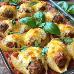 For this Hearty Stuffed Shells & Meatball Bake, you will need these key ingredients: