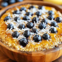 To make a tasty Blueberry Oatmeal Bake, you need simple ingredients. Here’s what to gather: - 2 cups rolled oats - 2 cups almond milk (or any milk of your choice) - 1 cup fresh or frozen blueberries - 1/2 cup maple syrup (or honey) - 1/4 cup almond butter (or peanut butter) - 1 ripe banana, mashed - 1 teaspoon vanilla extract - 1 teaspoon baking powder - 1 teaspoon cinnamon - 1/4 teaspoon salt These ingredients work together to create a warm and delicious dish. Feel free to customize your bake with these fun add-ins: - 1/2 cup chopped walnuts - 1/4 cup shredded coconut These optional ingredients add extra texture and flavor. If you love nuts or coconut, include them! You may not have all the ingredients on hand. Here are some easy swaps: - Use any milk you prefer instead of almond milk. - Maple syrup can be replaced with honey. - If you don’t have almond butter, peanut butter works well. These substitutions still create a delightful Blueberry Oatmeal Bake. Try the [Full Recipe] for complete details and enjoy your cooking adventure! Preheating the Oven Start by preheating your oven to 350°F (175°C). This step ensures even cooking. While the oven heats, you can prep your baking dish. Mixing Dry & Wet Ingredients In a large bowl, mix the rolled oats, baking powder, cinnamon, and salt. Stir them well. In another bowl, combine almond milk, maple syrup, almond butter, mashed banana, and vanilla extract. Blend these until smooth. Pour the wet mix into the dry mix. Stir gently until just combined. Then, fold in blueberries, walnuts, and coconut if you like. To bake, pour the mixture into your greased baking dish. Spread it evenly. Bake for 30 to 35 minutes. The top should turn golden brown. A toothpick should come out clean when inserted. Let it cool for about 10 minutes once done. This cooling step helps it set better. When ready to serve, cut the baked oatmeal into squares. Use a sharp knife for clean cuts. You can serve it warm, drizzled with extra maple syrup or a dollop of yogurt. This adds a nice touch. For a pretty presentation, place the squares on a rustic wooden board. Garnish with fresh blueberries and a sprinkle of coconut. This makes it look inviting and delicious! To make the best blueberry oatmeal bake, use ripe bananas. They add natural sweetness and moisture. Mix your dry and wet ingredients separately before combining. This step helps the baking powder work better. When you fold in the blueberries, do it gently. You want them to stay whole. This gives a lovely burst of flavor in each bite. Bake until the top is golden brown. A toothpick inserted in the center should come out clean. Let it cool for a bit before slicing. This helps the squares hold their shape better. One mistake is overmixing the batter. This can make your bake tough. Another is not measuring the ingredients correctly. Too much or too little can change the texture. Make sure your oven is at the right temperature. An oven thermometer can help with this. Also, do not skip the resting time after baking. It allows the flavors to settle and the squares to firm up. To boost flavor, add spices like nutmeg or cardamom. These spices pair well with blueberries. You can also mix in some lemon zest for a fresh twist. If you love chocolate, add dark chocolate chips. They melt beautifully and add richness. For a crunch, sprinkle some nuts or seeds on top before baking. These small changes can take your blueberry oatmeal bake to new heights. For the full recipe, don’t forget to check it out! {{image_2}} You can swap blueberries for other fruits in this bake. Try diced apples for a crisp bite. Raspberries add a tart twist, while bananas bring sweetness. Chopped peaches or pears also work well. Just keep the fruit amount around one cup. To make this dish vegan, use plant-based milk and maple syrup. Almond butter is a great choice for a nutty flavor. For gluten-free options, choose certified gluten-free rolled oats. This way, everyone can enjoy the dish without worry. You can boost the flavor with spices or extracts. Add nutmeg for warmth, or try ginger for a spicy kick. A splash of almond or coconut extract can add depth. Mix and match to find your favorite flavor combo. After enjoying your Blueberry Oatmeal Bake, let it cool completely. Then, cut the bake into squares. Place the squares in an airtight container. Store them in the fridge for up to five days. This keeps the flavors fresh and tasty. You can freeze leftovers too! Wrap each square tightly in plastic wrap. Then, place them in a freezer bag. This helps prevent freezer burn. The oatmeal bake can last for up to three months in the freezer. When you are ready to eat, just thaw it in the fridge overnight. To reheat, you can use the microwave or the oven. For the microwave, place a square on a plate. Heat for about 30 seconds, or until warm. For the oven, preheat it to 350°F (175°C). Place the squares on a baking sheet and heat for about 10-15 minutes. This keeps the texture nice and warm. Enjoy your tasty treat again! Yes, you can use frozen blueberries. They work just as well as fresh ones. Just add them straight into the mix without thawing. This keeps your bake moist and tasty. The Blueberry Oatmeal Bake lasts about four days in the fridge. Store it in an airtight container. This keeps it fresh for breakfast or snacks. Serve the baked oatmeal warm. Drizzle some maple syrup on top for extra sweetness. You can also add yogurt or a dollop of whipped cream. Fresh fruit like banana slices or strawberries make great toppings too. Yes, this recipe is perfect for meal prep. You can make it ahead and store it. Just bake, cool, and cut into squares. It’s easy to grab for breakfast during busy days. Check out the Full Recipe for more details. Blueberry oatmeal bake is a simple dish made with healthy ingredients. You can customize it with add-ins or substitutes. Follow the easy steps for great results. Remember to avoid common mistakes for the best flavor. Store leftovers well, and don't hesitate to freeze some for later. This dish fits many diets too. Enjoy making this fun and tasty meal, perfect for breakfast or snacks!