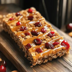 For my Cherry Almond Granola Bars, I use simple and healthy ingredients. They come together quickly and taste amazing. Here’s what you need: - 2 cups rolled oats - 1 cup almonds, chopped - ½ cup dried cherries - ½ cup honey or maple syrup - 1/2 cup almond butter - 1 teaspoon vanilla extract - ½ teaspoon cinnamon - ¼ teaspoon salt - ¼ cup sunflower seeds (optional) Each ingredient plays a role in making these bars delicious and nutritious. The rolled oats give a hearty base. Chopped almonds add crunch, while dried cherries bring sweetness. Honey or maple syrup serves as a natural sweetener. Almond butter adds creaminess and healthy fats. Vanilla extract gives a warm flavor. Cinnamon and salt enhance the taste. If you want more crunch, add sunflower seeds. These ingredients create a perfect blend for a healthy snack. You can find the full recipe in the section above. Start by preheating your oven to 350°F (175°C). This ensures even cooking. Next, take an 8x8 inch baking dish and line it with parchment paper. This makes it easy to remove the bars later. In a large mixing bowl, mix the rolled oats, chopped almonds, and dried cherries. If you want, add sunflower seeds for extra crunch. Sprinkle in the cinnamon and salt. Stir it all together until well mixed. In a small saucepan, add almond butter and honey (or maple syrup). Heat it on low. Stir it often until it melts and becomes smooth. After that, remove it from the heat. Then, add the vanilla extract and give it a good stir. Pour the almond butter mixture over the dry ingredients. Mix it well until everything is coated. Then, transfer this mixture into your prepared baking dish. Press it down firmly and evenly. Use a spatula or your hands to make it compact. Place the baking dish in your preheated oven. Bake for about 20-25 minutes. Look for golden brown edges to know it’s ready. Once done, let it cool in the pan for 10 minutes. After that, lift the bars out using the parchment paper. Place them on a wire rack to cool completely. Once cool, cut them into bars or squares. For the full recipe, check out the earlier section. To make chewy granola bars, you need the right balance of wet and dry ingredients. The almond butter and honey blend helps hold everything together. If you want them chewier, add a bit more almond butter. You can also reduce the oats slightly to keep the bars moist. You can swap ingredients based on what you have. Instead of almonds, use walnuts or pecans. If you don’t have dried cherries, try cranberries or raisins. For honey, maple syrup works great, too. Almond butter can be replaced with peanut butter for a different taste. These changes keep your bars fun and interesting. When you press the mixture into the pan, use a spatula or your hands. It’s important to press firmly and evenly. This helps the bars stay together. Wetting your hands with a little water can help prevent sticking. Make sure to pack the mixture tightly, or they may crumble later. For more detailed steps, check the Full Recipe. Enjoy making your delicious Cherry Almond Granola Bars! {{image_2}} You can change the nuts and seeds in this recipe for Cherry Almond Granola Bars. Use walnuts, pecans, or cashews for different flavors. Add pumpkin seeds or flax seeds for extra crunch and nutrition. Just remember to keep the total amount of nuts and seeds the same. This will keep the bars balanced and tasty. If you want to change the sweetness, you have options. You can use agave nectar, brown rice syrup, or even coconut sugar. Each sweetener adds its own flavor. Just make sure to use the same amount as honey or maple syrup. Experiment to find what you like best in your granola bars. Spices can bring your Cherry Almond Granola Bars to life. Try adding nutmeg or ginger for a warm flavor. You can also mix in a bit of cocoa powder for a chocolate twist. Adding a pinch of sea salt can enhance the sweetness, too. These small changes can make each batch unique and exciting to eat. For the full recipe, visit the Cherry Almond Granola Bars section. To keep your Cherry Almond Granola Bars fresh, use an airtight container. Line the container with parchment paper for easy removal. This method helps maintain their chewy texture and rich flavor. You can also wrap each bar in plastic wrap. This keeps them protected and ready to grab. When stored properly, these bars last up to one week at room temperature. If you want them to last longer, store them in the fridge. They can stay fresh for about two weeks in the fridge. Just remember, the cooler the place, the better they stay. Freezing is a great option for long-term storage. Cut the bars into squares, then wrap each one in plastic wrap. Place them in a freezer-safe bag or container. They can last for up to three months in the freezer. When you're ready to eat, let them thaw in the fridge overnight. Enjoy a quick, healthy snack anytime! For the full recipe, check the details above. You can use fresh cherries, but they change the texture. Fresh cherries add more moisture, so your bars may not hold together as well. If you choose fresh cherries, chop them small and reduce other liquid ingredients. Each bar has about 150 calories. It includes 6 grams of protein, 7 grams of fat, and 20 grams of carbs. They also provide fiber, vitamins, and minerals. This snack gives you energy without added junk. To make these bars vegan, replace honey with maple syrup. Use almond butter that is 100% plant-based. Check your vanilla extract for any additives. Follow the Full Recipe for the best results. Almonds are rich in healthy fats and protein. They help keep your heart healthy and support brain function. Cherries provide antioxidants and vitamins. They help reduce inflammation and improve sleep. Together, they make a great snack! These cherry almond granola bars are easy to make and healthy. We covered the key ingredients, simple steps, and creative variations. You learned how to mix flavors and store your bars well. These tips will help you make them chewy and tasty. Enjoy customizing your recipe! Now, you can make delicious, healthy snacks at home. Your kitchen is ready for fun and flavor!