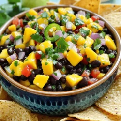To make Mango Black Bean Salsa, gather these fresh items: - 1 ripe mango, diced - 1 cup canned black beans, rinsed and drained - 1 red bell pepper, finely chopped - 1 small red onion, finely chopped - 1 jalapeño, deseeded and minced (optional for heat) - 2 tablespoons fresh cilantro, chopped - Juice of 1 lime - 1 tablespoon olive oil - Salt and pepper to taste I love using fresh ingredients. They add great taste and color. Ripe mango gives a sweet, juicy burst. Fresh cilantro brings a vibrant herb flavor. But canned black beans work well too. They save time and still taste good. Just rinse them to get rid of extra salt. Using fresh peppers and onions boosts the salsa's crunch. This mix of fresh and canned makes my salsa easy and quick. You can switch some ingredients for fun. Try peach or pineapple instead of mango. Both fruits add a sweet twist. For beans, use canned corn for a nice crunch. If you want less heat, skip the jalapeño. For more flavor, add a dash of cumin or smoked paprika. The key is to play around and find what you like best. Check the full recipe for more ideas! To start, gather all your ingredients. You will need: - 1 ripe mango, diced - 1 cup canned black beans, rinsed and drained - 1 red bell pepper, finely chopped - 1 small red onion, finely chopped - 1 jalapeño, deseeded and minced (optional for heat) - 2 tablespoons fresh cilantro, chopped - Juice of 1 lime - 1 tablespoon olive oil - Salt and pepper to taste Begin by dicing the mango. Make sure it is ripe for the best flavor. Then, rinse and drain the black beans. Chop the red bell pepper and onion finely. If you like heat, mince the jalapeño. Finally, chop the cilantro. In a large mixing bowl, combine the mango, black beans, red bell pepper, red onion, and jalapeño if you chose to use it. Next, add the chopped cilantro. Mix everything well to combine the flavors. In a small bowl, whisk together the lime juice and olive oil. This will be your dressing. Pour the dressing over the salsa mixture. Gently toss everything together. Be careful not to mash the mango as you mix. Season with salt and pepper to taste. Adjust the lime juice if you want it zestier. Let the salsa sit for at least 15 minutes. This resting time helps the flavors meld together. You can make this ahead of time for a party. Serve the salsa in a colorful bowl. Garnish with extra cilantro leaves for a fresh look. This salsa pairs wonderfully with tortilla chips. You can also use it as a topping for grilled chicken or fish. Enjoy your fresh and flavorful Mango Black Bean Salsa! For the full recipe, check out the detailed instructions above. To dice mango well, start with a ripe fruit. A ripe mango gives the best flavor. First, slice the mango lengthwise on either side of the pit. Then, make crisscross cuts in the flesh. Use a spoon to scoop out the cubes. This method keeps the cubes intact and prevents mushy bits. Always choose mangoes that have a slight give when you press them. Those are the sweetest ones! To boost the flavor of your mango black bean salsa, add fresh herbs. Cilantro adds a bright note. You can also try mint for a refreshing twist. A pinch of cumin or smoked paprika can add depth. Adjust the lime juice for more acidity. Adding a dash of hot sauce can give it a kick. Taste as you go to find your perfect balance. To save time, prep ingredients in advance. Chop your veggies and store them in the fridge. You can also rinse and drain the black beans ahead of time. For quick dicing, use a mango slicer tool. It makes the task much easier. Make the salsa an hour before serving. This allows flavors to meld beautifully. Check the Full Recipe for more details on preparation time! {{image_2}} You can make this salsa even more exciting by adding other fruits. Try diced pineapple for a sweet touch. Papaya or kiwi can also bring unique flavors. These fruits mix well with mango and add a nice twist. They make your salsa more colorful and tasty. If you like heat, add more jalapeño. For less spice, skip the jalapeño or use a milder pepper. You can also add a pinch of cayenne for a subtle kick. Always taste as you go to find the right balance for your palate. You don’t have to stick to black beans. Kidney beans or pinto beans can work great too. Feel free to swap in corn for a crunchier texture. Diced cucumber can add freshness and crunch. These swaps keep your salsa fun and interesting. For the full recipe, check out the section above! To keep your mango black bean salsa fresh, use an airtight container. Place the salsa in the container and seal it tightly. Store it in the fridge for best results. This helps keep the flavors vibrant and fresh. Mango black bean salsa lasts about 3 to 4 days in the fridge. If you want to keep it longer, consider freezing it. Use a freezer-safe container and leave some space at the top. This allows the salsa to expand when it freezes. You can store it for up to 3 months this way. Salsa is best served cold. If it loses some freshness after a few days, give it a stir. Add a bit more lime juice or fresh cilantro to wake it up. If you freeze the salsa, thaw it in the fridge overnight. Before serving, mix it well to restore the texture. Enjoy your salsa with chips or grilled dishes! For the full recipe, check out the recipe section above. Mango black bean salsa is very versatile. You can serve it with tortilla chips for a crunchy snack. It also goes well on grilled chicken or fish. Try it on tacos or burritos for a fresh twist. You can even add it to salads for extra flavor and texture. Mango black bean salsa can last about 3 to 5 days in the fridge. The flavors will blend and deepen over time. Make sure to store it in an airtight container to keep it fresh. If you notice any off smells or changes in texture, it’s best to toss it. Yes, you can make mango black bean salsa in advance. It’s great to prepare a few hours before serving. This time allows the flavors to meld together nicely. Just remember to keep it covered in the fridge. For the best taste, serve it within a couple of days. I don’t recommend freezing mango black bean salsa. The texture of mango and other fresh ingredients may change. If you do freeze it, use it in cooked dishes after thawing. This way, you can still enjoy the flavors without worrying about texture. Absolutely! You can control the heat in your salsa. For less spice, skip the jalapeño or use a smaller amount. If you want more heat, add extra jalapeño or try a hotter pepper. Taste as you go to find your perfect level of spice. Yes, mango black bean salsa is quite healthy! It is rich in vitamins, fiber, and protein. The mango adds natural sweetness, while black beans pack a protein punch. Enjoy this salsa guilt-free as a snack or meal topping. The combination of sweet mango and savory black beans gives this salsa a unique flavor. The fresh ingredients make it bright and colorful. It stands out from traditional salsas, offering a refreshing twist. You can enjoy it any time of year, but it shines in summer. Definitely! You can mix in other fruits like pineapple or kiwi. These fruits add different flavors and textures. Just make sure to balance the sweetness with lime juice and salt. Experiment to find your favorite fruit combinations. For the full recipe, check out the Full Recipe section. In this article, we explored the key ingredients for Mango Black Bean Salsa. You learned how fresh and canned options differ and discovered alternatives. We shared helpful steps for preparation, mixing, and serving. Tips on dicing mango and enhancing flavors made your salsa even better. Remember, the right ingredients and smart tips lead to great flavor. Don’t hesitate to try unique variations and enjoy your salsa as a fresh dip or topping. With this guide, you’re ready to impress with your Mango Black Bean Salsa. Get cooking!