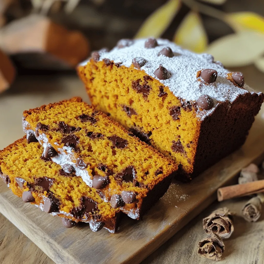 To make vegan chocolate chip pumpkin bread, you need the following: - 1 cup pumpkin puree - 1/2 cup melted coconut oil - 1/2 cup maple syrup - 1/4 cup almond milk - 1 teaspoon vanilla extract - 1 1/2 cups all-purpose flour - 1 teaspoon baking soda - 1/2 teaspoon baking powder - 1 teaspoon ground cinnamon - 1/2 teaspoon ground nutmeg - 1/4 teaspoon salt - 1/2 cup vegan chocolate chips These ingredients work together to create a moist and flavorful bread. Pumpkin puree brings natural sweetness and moisture. The melted coconut oil adds richness. Maple syrup offers a warm flavor, while almond milk keeps it light. You can make easy swaps for some ingredients if needed: - Coconut oil: Use vegetable oil or applesauce for a lower-fat option. - Plant-based milk: Any non-dairy milk works well. Try soy, oat, or cashew milk. - Flour alternatives: For gluten-free bread, use almond flour or gluten-free all-purpose flour. These swaps ensure you can still enjoy this delightful treat, no matter your dietary needs. If you want the full recipe, check out the entire guide! 1. First, preheat your oven to 350°F (175°C). This ensures even baking. 2. Next, grease a 9x5 inch loaf pan with coconut oil. You can also use parchment paper for easy removal. 3. In a large bowl, combine the pumpkin puree, melted coconut oil, maple syrup, almond milk, and vanilla extract. Whisk these wet ingredients until smooth. 1. In a separate bowl, whisk together the flour, baking soda, baking powder, ground cinnamon, ground nutmeg, and salt. This makes sure the leavening agents mix well. 2. Gradually add the dry ingredients to the wet mixture. Stir gently until just combined. Do not overmix; this keeps the bread soft. 3. Now, fold in the vegan chocolate chips evenly. This adds sweet, rich flavor throughout the loaf. 1. Pour the batter into your greased loaf pan. Smooth the top with a spatula for a nice finish. 2. Bake in the preheated oven for 50-60 minutes. Check doneness by inserting a toothpick; it should come out clean. 3. After baking, allow the bread to cool in the pan for about 10 minutes. Then, transfer it to a wire rack to cool completely. This recipe is a joyful mix of flavors and textures. Enjoy making your vegan chocolate chip pumpkin bread! For the complete recipe, check out the Full Recipe section. To make the best vegan chocolate chip pumpkin bread, focus on a few key tips. - Avoid overmixing for texture: Mix the wet and dry ingredients gently. This helps keep the bread light and fluffy. Stir until just combined. Overmixing can make the bread tough. - Ensuring even distribution of chocolate chips: After mixing the batter, fold in the chocolate chips carefully. This way, you spread them evenly throughout the dough. You want each slice to have a bit of chocolate. - Tips for keeping the bread moist: Use fresh pumpkin puree or a high-quality canned version. Coconut oil adds moisture, so don't skip it. Also, let it cool properly to keep its soft texture. Now that your bread is baked, let’s talk about how to serve it. - Best accompaniments for pumpkin bread: Enjoy it plain, or add a spread like vegan butter. It pairs well with coffee or chai tea, too. - Presentation ideas for serving: Slice the bread and place it on a nice plate. Dust it lightly with powdered sugar. A sprinkle of cinnamon on top adds a lovely touch. - How to store leftovers for freshness: Keep leftover bread in an airtight container. It stays fresh for about three days at room temperature. You can also freeze slices for later. Just wrap them tightly in plastic wrap. For the full recipe, check out the Vegan Chocolate Chip Pumpkin Bread details above. {{image_2}} You can easily change the flavor of your Vegan Chocolate Chip Pumpkin Bread. Here are some fun ideas: - Adding nuts or seeds: Chopped walnuts or pecans can add a nice crunch. You can also use sunflower seeds or pumpkin seeds for extra texture. - Incorporating dried fruits: Try mixing in raisins or dried cranberries. They bring a sweet and chewy element to the bread. - Adjusting spices for different tastes: If you love spice, add more cinnamon or ginger. You can even try a pinch of cloves for a warm flavor. If you have special dietary needs, you can still enjoy this treat. Here are some ways to modify the recipe: - Gluten-free modifications: Swap all-purpose flour for a gluten-free flour blend. Make sure the blend contains xanthan gum for better texture. - Sugar-free alternatives: You can use mashed bananas or applesauce instead of maple syrup. This will cut the sugar but keep it sweet. - Additional vegan enhancements: For a protein boost, add ground flaxseeds or chia seeds. They help with binding and add healthy fats. These variations let you tailor the bread to your tastes and needs. You can find the full recipe at the beginning for all the details. To keep your vegan chocolate chip pumpkin bread fresh, you have a few easy options. - Short-term storage: Wrap the bread in plastic wrap or foil. Store it in an airtight container at room temperature for up to three days. This keeps it moist and tasty. - Freezing options: For longer storage, slice the bread first. Wrap each slice in plastic wrap, then place them in a freezer bag. This method helps prevent freezer burn. You can freeze the bread for up to three months. - Defrosting tips: When you’re ready to enjoy it, take a slice out. Let it thaw at room temperature for about 30 minutes. You can also warm it in the toaster or microwave for a few seconds. This brings back its delicious flavor. How long does vegan pumpkin bread last? At room temperature, it stays fresh for about three days. However, the bread might dry out after a couple of days. - Signs of spoilage: Look for mold or an off smell. If it feels dry or hard, it’s time to toss it. - Best practices for extending freshness: Store it in a cool, dry place. Use airtight containers to keep out air and moisture. If you notice it getting stale, try toasting it for a warm treat. This can help revive its texture and flavor. Can I use fresh pumpkin instead of canned? Yes, you can use fresh pumpkin. Cook it first, then puree it. Fresh pumpkin adds a nice flavor. It may change the texture slightly, but it’s still great! How do I know when the bread is done baking? You can check with a toothpick. Insert it into the center of the bread. If it comes out clean, the bread is done. The top should also be golden brown. Can I substitute maple syrup with another sweetener? Sure! You can use agave syrup or brown sugar. Just keep the same amount. Honey is not vegan, but it works if you don’t mind that. What are the best vegan egg substitutes? Some great options are flaxseed meal, chia seeds, or applesauce. For each egg, use 1 tablespoon of flaxseed meal mixed with 2.5 tablespoons of water. Let it sit until it thickens. How does vegan baking differ from traditional baking? Vegan baking avoids eggs and dairy. You need to find substitutes. This can change texture and moisture. It’s often healthier and can taste just as good! Can I make this recipe in a muffin form instead? Yes! Just divide the batter into a muffin tin. Bake for about 20-25 minutes. Check with a toothpick to see if they are done. Enjoy your pumpkin muffins! For the full recipe, check the provided details above. This blog covered key steps to make delicious vegan pumpkin bread. You learned about the key ingredients, easy instructions, and helpful tips for baking. Remember, choosing the right substitutes can enhance your recipe. Enjoy adding your special twist with variations and flavors. Store your bread properly to keep it fresh and tasty. Now, you have all the tools to bake and enjoy this delightful treat! Get started and savor the joy of baking.