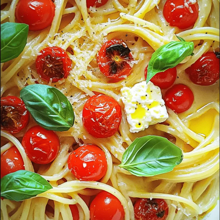- 200g pasta of your choice (penne or fusilli recommended) - 200g feta cheese - 2 cups cherry tomatoes, halved - 1/4 cup extra virgin olive oil - 4 cloves garlic, minced - 1 teaspoon dried oregano - 1/2 teaspoon red pepper flakes (optional) - Salt and pepper to taste - 1/4 cup grated Parmesan cheese (for topping) - Fresh basil leaves, for garnish You can use different types of pasta if you want. Gluten-free or whole grain pasta works well too. If you need a dairy-free option, look for plant-based feta cheese. You can also switch up the herbs. Try thyme or basil for a fresh taste. Experiment with spices like Italian seasoning for added depth. - Preheating the oven Start by preheating your oven to 400°F (200°C). This ensures even cooking for your dish. - Preparing the baking dish with tomatoes and feta In a large baking dish, place 2 cups of halved cherry tomatoes and 200g of feta cheese in the center. Drizzle 1/4 cup of extra virgin olive oil over them. Next, add 4 minced garlic cloves, 1 teaspoon of dried oregano, and salt and pepper to taste. If you like some heat, add 1/2 teaspoon of red pepper flakes. Toss the tomatoes gently to coat them with oil and seasoning. - Baking time and temperature for the dish Place the baking dish in the oven. Bake for 30 minutes. Look for blistered tomatoes and soft, slightly melted feta. - Cooking pasta to al dente While the feta and tomatoes bake, cook 200g of pasta according to package directions until it is al dente. Drain the pasta and set it aside. - Mashing feta and tomatoes After baking, take the dish out of the oven. Use a fork to mash the feta and tomatoes together. This creates a creamy sauce that will coat the pasta. - Mixing in cooked pasta Add the cooked pasta to the baking dish. Mix well to ensure every piece of pasta is coated in that creamy feta sauce. - Final baking for cheese melting Sprinkle 1/4 cup of grated Parmesan cheese on top. Return the dish to the oven for an additional 5-7 minutes. This melts the cheese and gives it a nice golden touch. Enjoy your creamy baked feta pasta! For more details, check the Full Recipe. To ensure the right sauce consistency, mix well after baking. The feta and tomatoes should blend into a creamy texture. If it's too thick, add a splash of pasta water. This helps achieve a silky sauce that clings well to the pasta. For baking the feta and tomatoes, use a wide dish. This allows for even cooking and helps the tomatoes blister nicely. Make sure to preheat your oven to 400°F (200°C). This temperature creates a perfect balance between softening the feta and roasting the tomatoes. You can cook pasta in many ways. Boiling pasta in salted water is standard, but you can also try baking it. For baked pasta, cook it halfway before mixing with the sauce. This method helps absorb flavors better. You can use different cooking dishes. A ceramic dish retains heat well and distributes it evenly. A glass dish is also great for watching your food as it cooks. Just ensure the dish is oven-safe for best results. To boost flavor, add fresh herbs like basil or parsley. Toss them in right before serving for a burst of freshness. You can also sprinkle in spices like Italian seasoning or smoked paprika for depth. Pair your baked feta pasta with a simple salad. A garden salad with a lemon vinaigrette balances the meal. You can also serve it with crusty bread to soak up the creamy sauce. {{image_2}} You can easily make baked feta pasta more colorful and healthy. Adding greens like spinach or kale boosts nutrition. Simply toss in a few handfuls. They wilt nicely while baking and add great flavor. You can also mix in veggies like zucchini or bell peppers. Cut them into small pieces for even cooking. They add texture and taste to the dish. Want to make your dish heartier? Adding protein is a great idea. You can use cooked chicken, shrimp, or even chickpeas for a plant-based option. For a vegetarian twist, try adding lentils or tofu. These add protein without changing the dish's flavor. Each option provides a unique taste while making it filling. Serve baked feta pasta with a side salad or garlic bread for a complete meal. A light arugula salad pairs well with the creamy pasta. You can easily prep this dish in advance. Just bake and cool it, then refrigerate. Reheat it before serving for a quick weeknight meal. For the best taste, enjoy it fresh but leftovers can be just as good. For the full recipe, check the earlier section. To keep your baked feta pasta fresh, store it in an airtight container. Let it cool down first, then seal it tight. Place it in the fridge. When you want to eat it again, simply reheat it in the microwave. Heat it for about 1-2 minutes or until it's warm. Stir it halfway through to ensure even heating. You can also use an oven. Preheat it to 350°F (175°C) and heat for about 10 minutes. This keeps the pasta creamy. To freeze baked feta pasta, first let it cool completely. Then, pack it in a freezer-safe container. You can also use freezer bags. Make sure to remove as much air as possible. When you're ready to eat, take it out of the freezer. Let it thaw in the fridge overnight. For quick thawing, you can use the microwave on low power. Once thawed, reheat it in the oven or microwave until hot. Baked feta pasta can last in the fridge for about 3-5 days. Store it well to keep it fresh longer. Signs that it has spoiled include a sour smell or off texture. If you see mold, throw it away. Always trust your senses. If it looks or smells bad, it’s best to discard it. Enjoy your meals while they are fresh! Can I make this dish ahead of time? Yes, you can prepare this dish ahead. Cook the pasta and prepare the sauce. Store both in the fridge. When ready to serve, mix them and bake until warm. What can I use instead of feta cheese? If you need a swap, try goat cheese or ricotta. Both will give a nice creamy texture. You can also use dairy-free options like almond-based cheese. Is baked feta pasta healthy? This dish can be a healthy choice. It has fresh tomatoes, garlic, and olive oil. Use whole grain pasta for added fiber. Watch your portion sizes for a balanced meal. How do I make it spicier? To spice things up, add more red pepper flakes. You can also use sliced jalapeños or a dash of hot sauce. Adjust to your taste! Can I use different pasta shapes? Absolutely! Feel free to use any pasta you like. Penne and fusilli work well, but spaghetti or farfalle are great choices too. Can I bake this dish in a different oven type (e.g., convection)? Yes, you can use a convection oven. Just lower the temperature by about 25°F (15°C) and check for doneness a bit sooner. What pairings go well with baked feta pasta? This dish pairs nicely with a fresh salad. You could also serve it with garlic bread or grilled veggies for a complete meal. How do I know when it's done cooking? Look for blistered tomatoes and soft feta. The pasta should be hot and well-coated. A quick taste test will help too! This blog post covered a tasty baked feta pasta recipe, including key ingredients and substitutions. You learned how to prepare, cook, and enhance the dish for great flavor. I also shared tips for variations and storage to keep your meal fresh. Remember, it's a flexible recipe. Feel free to adjust ingredients or add your favorite veggies and proteins. Enjoy making this dish, and don’t hesitate to experiment to find your perfect version!