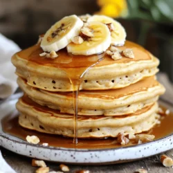 - 1 large ripe banana, mashed - 1 cup all-purpose flour (or whole wheat flour for a healthier option) - 1 cup almond milk (or any plant-based milk) The star of these pancakes is the ripe banana. It adds natural sweetness and moisture. You can use all-purpose flour or switch to whole wheat for a healthier choice. Almond milk is my go-to plant-based milk, but any type works well. - 2 tablespoons maple syrup (plus extra for serving) - 1 tablespoon coconut oil (or vegetable oil) - Toppings: sliced bananas, chopped nuts, berries, or vegan chocolate chips Maple syrup brings extra sweetness. Coconut oil adds richness, but you can use any oil. Toppings are fun! Sliced bananas, nuts, berries, or even chocolate chips can make your pancakes special. For the Full Recipe, check the detailed steps to create these delicious pancakes. First, you need to mash the banana. Use a fork to break it down. Aim for a smooth texture, but some small lumps are okay. This adds a nice bite to your pancakes. Next, measure out the flour and other dry ingredients. Use one cup of all-purpose flour or whole wheat flour. Add one tablespoon of baking powder, half a teaspoon of cinnamon, and a quarter teaspoon of salt. Mix these dry ingredients in a bowl. This step helps ensure an even rise and flavor. Now, combine your ingredients in separate bowls. In a large bowl, mix the mashed banana, almond milk, maple syrup, vanilla extract, and melted coconut oil. Whisk until smooth. Then, take your bowl of dry ingredients and gradually add it to your wet mixture. Stir gently until just combined. It's important not to overmix the batter. A few lumps will help keep the pancakes fluffy. Heat a non-stick skillet over medium heat. Lightly grease it with a bit of coconut oil. Once it's hot, pour about a quarter cup of batter for each pancake. Cook for about two to three minutes. You’ll see bubbles form on the surface, and the edges will look set. When ready, flip the pancake and cook for another two to three minutes until golden brown. Repeat this with the remaining batter. Serve the pancakes warm, topped with sliced bananas and a drizzle of maple syrup. For the full recipe, check out the detailed instructions above! For the best pancakes, focus on the batter consistency. Your batter should be thick but pourable. If it’s too runny, your pancakes will not hold their shape. If it’s too thick, they may not cook through. The ideal cooking temperature is medium heat. If it's too hot, the outside may burn before the inside cooks. A non-stick skillet works great for even cooking. You can boost flavor by adding a pinch of nutmeg or a dash of vanilla. A bit of vanilla extract makes a big difference! For toppings, try sliced bananas, chopped nuts, or a sprinkle of cinnamon. Vegan chocolate chips are a fun treat too! Serve your pancakes warm on a plate. Drizzle with maple syrup for sweetness. You can stack them high for a fun look. Pair your pancakes with a glass of almond milk or fresh fruit juice for a tasty breakfast! {{image_2}} You can make these vegan banana pancakes gluten-free. Use gluten-free flour like almond or oat flour. These flours have great taste and texture. When using gluten-free flour, the batter may be thicker. You might need to add a bit more almond milk to get the right consistency. Adjust your cooking time too. Gluten-free pancakes can take a bit longer to cook. Keep an eye on them and check for doneness by looking for bubbles. Want to spice things up? Add nuts or vegan chocolate chips to the batter. Chopped walnuts or pecans give a nice crunch. If you love chocolate, sprinkle in some vegan chocolate chips. You can also use flavored almond milk. Try vanilla or chocolate almond milk for extra flavor. This simple change can make your pancakes even more delicious. Make your breakfast fun by stacking your pancakes. Layer them high and add toppings between each layer. You can use sliced bananas, nuts, or berries. For a different twist, try making vegan crepes. Just thin out the batter with more almond milk. Cook them in the same way, but for a shorter time. Fill them with fruits or vegan yogurt for a tasty treat. To keep leftover pancakes fresh, place them in an airtight container. Make sure they cool before sealing. Store them in the fridge for up to three days. If you want to enjoy them later, freezing is a great option. To freeze pancakes, stack them with parchment paper in between each one. This prevents them from sticking together. Place the stack in a freezer bag or container. They can last up to two months in the freezer. When ready to eat, reheat them in the microwave or toaster. Heat for about 30 seconds in the microwave or until warm in a toaster. For easy meal prep, you can make the pancake batter in advance. Store the batter in the fridge for up to two days. This way, you can whip up fresh pancakes each morning. You can also pour the batter into individual cups for a grab-and-go option. Just shake the cup and pour it onto the skillet when you’re ready to cook. Yes, you can! Here are some options: - Whole wheat flour: Adds fiber and a nutty flavor. - Oat flour: Makes pancakes soft and gluten-free. - Almond flour: Adds richness, but pancakes may be denser. - Coconut flour: Absorbs more liquid; use less and add more milk. Each flour changes the texture and taste. Experiment to find your favorite! Yes, they are great for meal prep! Here are some tips: - Make the batter ahead: Store in the fridge for up to 24 hours. - Cook and freeze pancakes: Layer with parchment paper to avoid sticking. - Store in an airtight container: Keep in the fridge for up to 3 days. You can easily reheat them in the toaster or microwave. If you don’t have bananas, try these substitutes: - Applesauce: Use 1/2 cup for one banana. - Pumpkin puree: Adds flavor and moisture; use the same amount. - Silken tofu: Blend until smooth; use 1/4 cup for one banana. Adjust sweetness as needed, depending on the substitute. Look for these signs to tell if pancakes are ready: - Bubbles forming: Small bubbles appear on the surface. - Edges look set: The edges should not be wet or shiny. - Golden brown color: Flip when the bottom is a nice golden hue. Cooking times may vary, so keep an eye on them! In this post, we explored how to make delicious pancakes using simple ingredients. We discussed the key components, from ripe bananas to various flour options. The step-by-step instructions guide you through preparation and cooking. I shared tips for the perfect texture and serving ideas. Remember, you can tweak the recipe to fit your diet or taste. Enjoy making pancakes your way, and don’t hesitate to try new flavors! Your breakfast creations can be both fun and tasty.