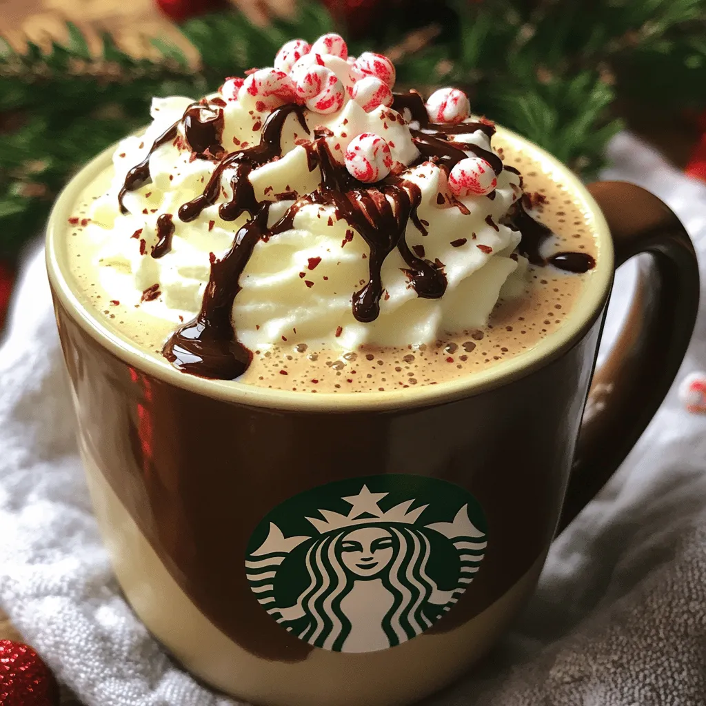To make your own Copycat Starbucks Peppermint Mocha, you need a few key ingredients: - 1 cup brewed espresso (or strong coffee) - 1 cup milk (dairy or non-dairy) - 2 tablespoons chocolate syrup - 1 tablespoon peppermint syrup (or extract) - Whipped cream, for topping - Crushed peppermint candies, for garnish - Cocoa powder or extra chocolate syrup, for drizzling (optional) These ingredients create the rich and festive flavor that makes this drink so special. The espresso gives a strong base, while the milk adds creaminess. Chocolate and peppermint blend beautifully for that holiday feel. You can tweak the recipe a bit to fit your taste. Here are some fun options: - Different types of milk, like almond or oat, for a unique twist - More or less chocolate syrup to adjust sweetness - A splash of vanilla extract for extra flavor - A sprinkle of cinnamon for a warm spice note Feel free to mix and match these ingredients. The goal is to make it just how you like it! To whip up your Peppermint Mocha, you’ll need a few handy tools: - Espresso machine or coffee maker - Small saucepan for heating milk - Whisk for mixing ingredients - Large mug for serving - Spoon for stirring and garnishing Having the right tools makes the process smooth and fun. Enjoy creating your drink just like at Starbucks! For the full recipe, check out the details above. To start, you need to brew your espresso or strong coffee. Using a dark roast coffee gives a deep flavor. If you have an espresso machine, use it. If not, a coffee maker works just fine. Brew one cup of espresso or a strong coffee. In a small saucepan, heat one cup of milk over medium heat. Watch it closely to avoid boiling. You want it steaming but not bubbling. Once hot, take it off the heat. Add two tablespoons of chocolate syrup and one tablespoon of peppermint syrup. Whisk until the mixture is smooth and well blended. Grab a large mug and pour in your brewed espresso. Slowly add the chocolate-peppermint milk mixture. Stir gently to combine the flavors. Top with whipped cream for a creamy finish. Sprinkle crushed peppermint candies on top for a festive crunch. For an extra treat, drizzle cocoa powder or chocolate syrup over the whipped cream. Serve right away and enjoy your cozy drink. You can find the Full Recipe in the main article. To get the best taste, use strong coffee or espresso. This rich base shines through. Choose a good chocolate syrup; it adds depth. I like to use a peppermint syrup that is not too sweet. This balance makes the drink refreshing and tasty. The milk should be creamy, not watery. Heat it gently to avoid boiling. Whisk the milk well to create a frothy texture. This adds a nice touch to the drink. Mixing the chocolate and peppermint syrup well will help blend the flavors. Use a tall glass or festive mug for serving. Top it with a generous swirl of whipped cream. Sprinkle crushed peppermint candies on top for a bright look. You can drizzle chocolate syrup or cocoa powder for added flair. These small touches make the drink feel special. {{image_2}} You can easily make a dairy-free version of this drink. Just swap regular milk for non-dairy milk. Options like almond, soy, or oat milk work great. These alternatives still give you a creamy texture. If you want it vegan, make sure to use vegan chocolate syrup and peppermint syrup. This way, everyone can enjoy a cozy peppermint mocha. While peppermint is a classic flavor, you can mix it up. For a stronger mint taste, add more peppermint syrup. If you love chocolate, increase the chocolate syrup. You could even add a dash of vanilla extract for a sweet twist. Experimenting with these flavors can create a drink just for you. This drink is not just for winter. You can enjoy it year-round with some tweaks. In the fall, try adding pumpkin spice for a seasonal twist. During summer, serve it iced for a refreshing treat. You can also add spices like cinnamon or nutmeg for warmth. Each season brings new ways to enjoy your peppermint mocha. To keep your leftover ingredients fresh, store them separately. Place unused chocolate syrup and peppermint syrup in small containers with lids. Keep them in the fridge. Milk can also go in the fridge. Use it within a week for the best flavor. If you have leftover whipped cream, store it in an airtight container. It stays good for up to three days. When it’s time to enjoy leftovers, gently reheat the milk mixture. Pour it into a small pot over low heat. Stir it often to avoid burning. If you use a microwave, heat in short bursts. Stir between each burst until warm. Don’t let it boil, as this can change the texture. Homemade peppermint mocha tastes best right away. If you store it, enjoy it within 24 hours. After that, the flavors can fade. The milk might also separate, which affects the taste. Always check the smell and look before drinking. If it smells off or looks strange, it's best to toss it. Yes, you can use instant coffee. Just mix two teaspoons of instant coffee with hot water. This method gives you a quick brew. It won't have the same depth as espresso, but it still tastes great. Instant coffee works well for busy mornings or when you need a fast fix. To control sweetness, adjust the chocolate and peppermint syrup. Start with one tablespoon of each. Taste your drink and add more if needed. You can also use unsweetened cocoa powder for a richer flavor without extra sugar. This way, you can make your drink just right for your taste. You can get creative with toppings! Try adding crushed cookies for crunch. A sprinkle of cinnamon or nutmeg gives warmth. You can also use chocolate shavings for extra sweetness. If you like it extra festive, add marshmallows or a candy cane for a fun twist. You can now make a delicious Peppermint Mocha at home. We covered key ingredients, tools, and steps to brew it just right. You learned how to customize flavors and perfect the texture. We discussed dairy-free options and tips for festive presentation. Don’t forget to store leftovers properly to enjoy later. With this guide, you’re ready to impress yourself or friends with a great drink. Dive into this cozy treat and enjoy your coffee experience.