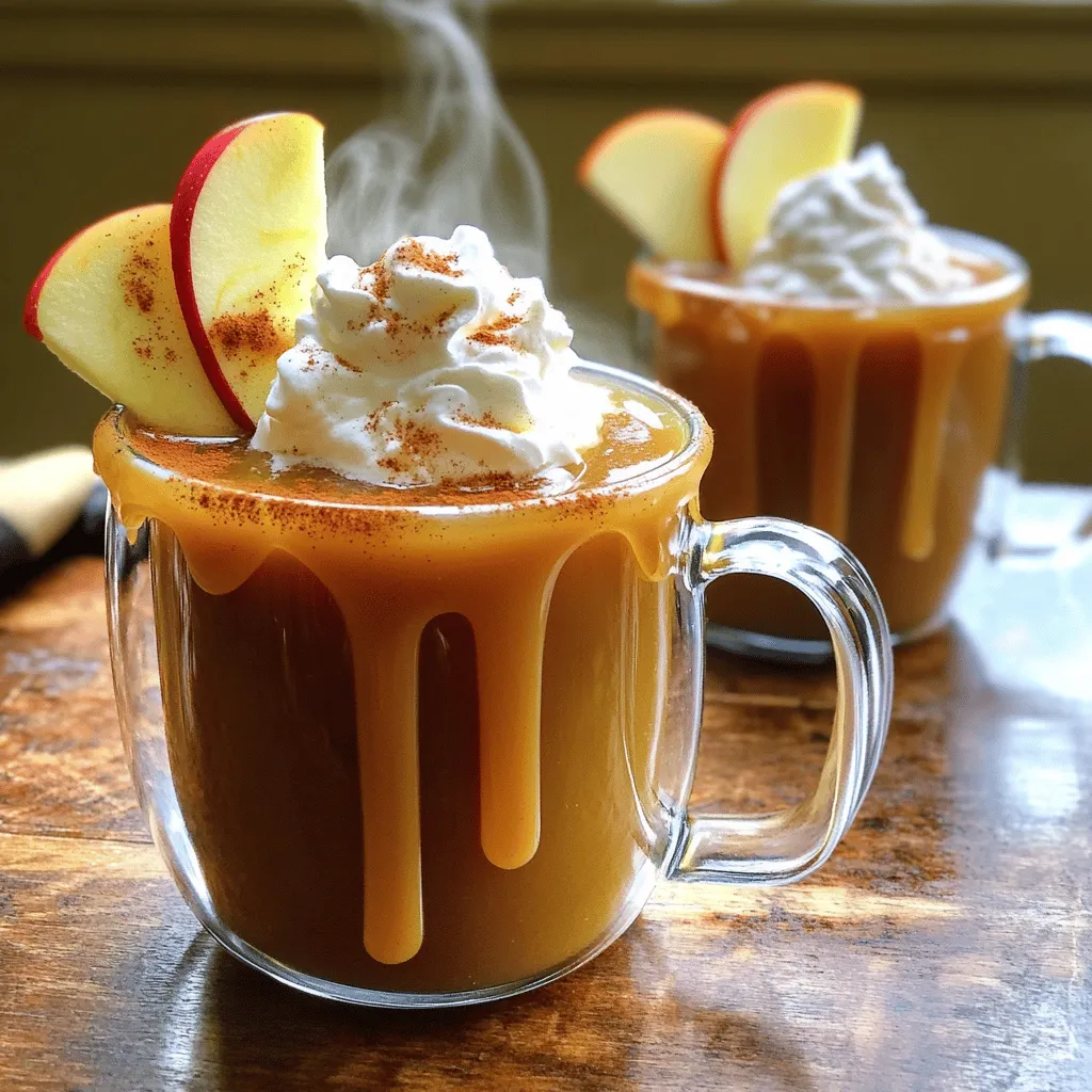 To make the perfect copycat Starbucks Caramel Apple Spice, you need simple and fresh ingredients. This drink is warm, sweet, and packed with cozy flavors. It’s easy to make at home, and you can enjoy it any time of year. Here’s what you will need for your Caramel Apple Spice Delight: - 4 cups apple cider - 1 teaspoon ground cinnamon - 1/2 teaspoon ground nutmeg - 1/4 teaspoon ground allspice - 1/4 teaspoon vanilla extract - 1 cup whipped cream (store-bought or homemade) - 1/2 cup caramel sauce (store-bought or homemade) - Apple slices and additional caramel for garnish Feel free to add your own twist! Here are some ideas: - For a spicier taste, add more cinnamon or a pinch of cloves. - Use honey or maple syrup instead of caramel sauce for a unique flavor. - Swap out apple cider for pear cider for a fun twist. - Add a splash of rum or whiskey for an adult version. These options let you make the drink your own! To make the Caramel Apple Spice, start with the apple cider. Measure out 4 cups of apple cider and pour it into a large saucepan. Next, heat the cider over medium heat. You want it to steam, but not boil. This step brings out the apple flavor. While the cider heats, gather your spices. You will need ground cinnamon, nutmeg, and allspice. Add these spices to the cider once it is hot. Also, add 1/4 teaspoon of vanilla extract. Stir well to mix the flavors. After mixing in the spices, reduce the heat to low. Let the cider simmer for about 10 minutes. This makes the flavors blend nicely. While it simmers, you can prepare whipped cream. If you want to make it from scratch, whip heavy cream until soft peaks form. This adds a nice touch to your drink. Once the cider is done, take it off the heat. Pour it into mugs or heat-proof glasses, dividing it evenly. Now comes the fun part! Top each mug of cider with a generous dollop of whipped cream. Drizzle caramel sauce over the whipped cream for sweetness. For a beautiful finish, garnish with apple slices on the rim of the mug. Add another drizzle of caramel if you like. This drink looks great and tastes even better! Check out the Full Recipe for more tips on presentation. To make whipped cream, use heavy cream. Pour it into a mixing bowl. Start whisking at medium speed. Watch for soft peaks to form. This means it is ready! If you want it sweet, add sugar. Use about 2 tablespoons for each cup of cream. You can also add vanilla extract for extra flavor. Keep your whipped cream chilled until you need it. Taste is key when making drinks. If you find your Caramel Apple Spice too sweet, add more apple cider. This will balance the flavors. If it’s not sweet enough, drizzle in more caramel sauce. Start with a little, then taste again. This way, you can find the right sweetness for you. Making caramel sauce at home is simple! You need sugar, butter, and cream. In a pot, heat 1 cup of sugar over medium heat. Stir until it melts and turns golden brown. Then, add 6 tablespoons of butter. Stir until smooth. Finally, mix in 1/2 cup of heavy cream. Let it cool before using. This sauce adds a rich touch to your drink. For the full recipe, check out the details above! {{image_2}} You can easily change the flavor of your drink. Try adding a pinch of ginger for a spicy kick. A splash of orange juice can give it a fresh twist. For a sweeter taste, add maple syrup instead of caramel. You can also experiment with different spices. A hint of cardamom or cloves can add depth to your drink. If you want a dairy-free version, use almond milk or oat milk. These options still taste great with the spices. Coconut milk adds a creamy texture and a hint of sweetness. Make sure to choose unsweetened versions if you want to control the sugar. For autumn gatherings, add pumpkin spice to the mix. This gives your drink a festive flavor. During the winter, try a peppermint-infused version. Just add a few drops of peppermint extract. For summer, serve it chilled over ice and add fresh fruit. You can also use fresh herbs like mint for a refreshing touch. These variations make your Caramel Apple Spice unique. Have fun trying new flavors and enjoy every sip! For the complete recipe, check out the Full Recipe. Store any leftover Caramel Apple Spice in an airtight container. Let it cool to room temperature first. This keeps the flavors fresh. Place it in the fridge for up to three days. If you want to save it longer, consider freezing. To reheat, pour the desired amount into a saucepan. Heat it on low heat. Stir often until warm. You can also use a microwave. Heat in a safe bowl for 30-second intervals. Stir in between until hot. Avoid boiling, as it can change the taste. You can freeze Caramel Apple Spice for up to a month. Pour it into freezer-safe containers, leaving some space at the top. This allows for expansion when frozen. When ready to use, thaw overnight in the fridge. Reheat it gently, as mentioned above. The best apple cider is fresh and unfiltered. Look for local brands or organic options. These ciders give your drink a rich, pure flavor. Avoid any that are overly sweet or artificial. A good balance of sweetness and tartness works well. It helps the spices shine and creates a warm drink. Yes, you can easily make this recipe vegan. Use plant-based whipped cream instead of dairy. You can also choose a vegan caramel sauce. Many brands offer tasty vegan options. For the apple cider, just check labels to ensure no dairy is used. This way, everyone can enjoy this warming drink. You can store the Caramel Apple Spice in the fridge for up to three days. Keep it in a sealed container to maintain freshness. When you're ready to enjoy it again, reheat it gently on the stove. Stir it well before serving. For best taste, try to enjoy it fresh! This blog post covered how to make delicious Caramel Apple Spice, step by step. You learned about key ingredients, preparation steps, and serving ideas. We also shared tips for perfect whipped cream and how to customize your drink. Remember, you can store leftovers and even freeze them for later. Enjoy exploring these variations and tips to make it your own. This drink will warm your heart in every season.
