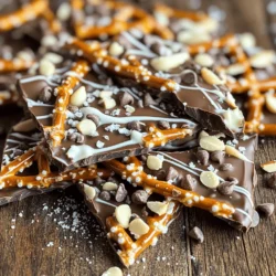 - 2 cups pretzel twists - 12 oz milk chocolate chips - 6 oz white chocolate chips You will need pretzel twists as the base. They add a nice crunch. Milk chocolate chips are key for the main layer. They bring sweet richness. White chocolate chips add a lovely drizzle and contrast. - 1/2 cup mini chocolate chips - 1/4 cup crushed nuts (almonds or pecans) - Sea salt Mini chocolate chips can bring extra chocolate flavor to the bark. Crushed nuts like almonds or pecans give it a nice crunch. A sprinkle of sea salt adds a pop of flavor. This salt makes the sweet taste even better. How to prepare the baking sheet Start by lining a large baking sheet with parchment paper. This makes it easy to lift the bark later. The paper prevents sticking and helps keep your bark intact. Tips for melting chocolate chips Use a microwave-safe bowl for melting chocolate chips. Heat them in 30-second intervals to avoid burning. Stir well between each interval until smooth and creamy. Spreading the milk chocolate Once the milk chocolate is melted, pour it onto the lined baking sheet. Use a spatula to spread it evenly. Aim for a thickness of about 1/4 inch. This gives your bark a nice texture. Placing the pretzels and drizzling white chocolate Immediately place the pretzel twists on top of the melted chocolate. Press them down gently so they stick well. Next, melt the white chocolate in the same way. Drizzle it over the pretzels using a spoon or piping bag. Create a zig-zag pattern for a fun look. Adding toppings and chilling While the white chocolate is still warm, sprinkle the mini chocolate chips and crushed nuts over the top. Add a light sprinkle of sea salt for extra flavor. Once done, place the baking sheet in the fridge for about 30 minutes. This helps the chocolate set and harden. Breaking into pieces After the chocolate is firm, lift it off the parchment paper. Break it into irregular pieces. The different sizes add to the fun and texture. Presentation tips Arrange the pretzel bark pieces on a decorative plate. You can also use a clear jar tied with a ribbon for gifting. This makes your chocolate-covered pretzel bark look as good as it tastes. To melt chocolate well, you can use a microwave or a double boiler. I like the microwave for its speed. Heat milk chocolate chips in short bursts of 30 seconds. Stir well after each round. This keeps it smooth and creamy. If you opt for a double boiler, fill a pot with water. Place a bowl on top, making sure it does not touch the water. Heat gently. Stir until melted. This method helps avoid burning. Be careful not to let any water touch your chocolate. Even a drop can cause it to seize. If your chocolate does seize, don’t worry! You can add a teaspoon of vegetable oil to save it. For even coating, arrange your pretzels in a single layer on the melted chocolate. Press them down gently so they stick. Leave some space between them for a nice look. When you drizzle white chocolate, use a spoon or piping bag. Move your hand in a zig-zag pattern for a fun design. This adds layers of flavor and makes it pretty. Serve your pretzel bark on a nice plate. For a fun twist, use a clear jar tied with a ribbon. It makes a great gift! Pair your treat with milk, coffee, or hot chocolate. The sweet and salty mix works well with many drinks. You can also try serving it with ice cream for a yummy dessert. {{image_2}} You can change the taste of your chocolate covered pretzel bark easily. Try using dark chocolate instead of milk chocolate. Dark chocolate adds a rich flavor that pairs well with the salty pretzels. You can also add flavor extracts like vanilla or almond. Just a few drops can elevate the taste to a new level. Make your bark fit any occasion. For holidays, add colored sprinkles to the top. This makes it festive and fun. You can also create themed chocolate bark for special events. Think about using seasonal colors or shapes for a unique touch. Want to make your bark gluten-free? Use gluten-free pretzels. Many brands offer tasty options. If you need a vegan bark, switch to dairy-free chocolate chips. This lets everyone enjoy your delicious treat without worries. To keep your chocolate covered pretzel bark fresh, use an airtight container. Glass or plastic containers work well. Make sure to layer parchment paper between the pieces. This prevents them from sticking together. Store the bark in a cool, dry place away from sunlight. The bark stays fresh for about one week at room temperature. For longer storage, move it to the fridge. It can last up to two weeks when refrigerated. Yes, you can freeze pretzel bark! This is a great option for saving some for later. To freeze, wrap the bark tightly in plastic wrap. Then, place it in a freezer-safe bag or container. Make sure to remove as much air as possible. When you want to enjoy it, take it out of the freezer. Let it thaw in the fridge overnight. This keeps the bark from getting too soft. Once thawed, enjoy your sweet treat! Chocolate covered pretzel bark is a sweet and salty treat. It combines crunchy pretzels with smooth chocolate. The bark has layers of milk and white chocolate. This treat is easy to make and fun to share. You can break it into pieces for snacking or gifting. To keep your pretzel bark crunchy, follow these tips: - Use fresh pretzels. Stale pretzels can ruin the texture. - Avoid over-melting the chocolate. This keeps the bark firm. - Chill the bark quickly. This helps it set without losing crunch. - Store it in a cool, dry place. Avoid the fridge, as moisture can make it soft. Yes, you can use different types of chocolates in your bark. Here are some ideas: - Dark chocolate: It adds a rich flavor. - White chocolate: For a sweeter touch, use more white chocolate. - Flavored chocolates: Try mint or caramel chocolates for a twist. Feel free to mix and match to find your favorite combination! Making chocolate covered pretzel bark is fun and easy. You need pretzel twists, milk chocolate chips, and white chocolate chips. Optional toppings like nuts and sea salt add flavor. Follow the step-by-step guide for perfect results. Remember to melt chocolate correctly and arrange pretzels well. You can also try different chocolates or flavors for variety. Store your bark in a cool place, and it lasts well. With these tips, you can create tasty treats for any occasion. Enjoy making this sweet and salty snack!