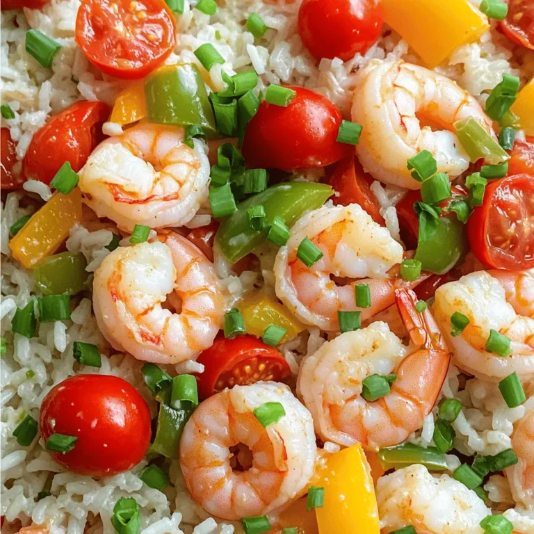 - 1 lb shrimp, peeled and deveined - 1 cup uncooked long-grain white rice - 1 medium onion, diced - 3 cloves garlic, minced - 1 bell pepper (red or green), diced - 1 cup cherry tomatoes, halved - 2 cups vegetable broth - 1 cup heavy cream - 2 tablespoons Cajun seasoning - 1 tablespoon olive oil - Salt and pepper to taste - Chopped green onions for garnish I love using fresh, high-quality ingredients. They really enhance the flavors in this dish. Start with one pound of shrimp. Make sure they are peeled and deveined. This saves time and keeps the dish clean. Next, grab one cup of uncooked long-grain white rice. The rice will soak up all the yummy flavors. You will also need a medium onion, diced to add sweetness. Three cloves of minced garlic bring depth. One bell pepper, either red or green, adds color and crunch. I prefer red for its sweetness, but green works great too. Don't forget the cherry tomatoes! One cup of these, halved, adds freshness and a pop of color. For cooking, you’ll need two cups of vegetable broth. This broth is the base for your rice. One cup of heavy cream creates a rich, creamy texture. Two tablespoons of Cajun seasoning are key for that bold flavor. A tablespoon of olive oil helps sauté the veggies. Finally, add salt and pepper to taste. To finish, top your dish with some chopped green onions. They add a nice crunch and a fresh taste. This combination of ingredients makes for a creamy, spicy, and delightful meal! - Heat olive oil in a large pot or skillet. - Sauté onion and bell pepper until softened. Start by pouring the olive oil into your pot. Let it warm up over medium heat. Next, toss in the diced onion and bell pepper. You want to cook them until they soften. This step takes about five minutes. The smell will fill your kitchen and get you excited. - Add minced garlic and shrimp, then season with Cajun seasoning. - Cook until shrimp turn pink. Now, add the minced garlic to the pot. Stir it for about one minute. This helps release its flavor. Next, add the shrimp and sprinkle in the Cajun seasoning. Stir well. Cook until the shrimp turn pink, which takes around three to four minutes. This is where the magic happens! - Add uncooked rice and cook until slightly transparent. - Pour in vegetable broth and simmer until rice is tender. Once the shrimp are done, take them out of the pot. Now, add uncooked rice. Cook it for one or two minutes until it looks slightly transparent. This step helps the rice absorb flavors. Next, pour in the vegetable broth and bring it to a boil. Lower the heat and cover the pot. Let it simmer for about fifteen minutes. Check if the rice is tender and has absorbed most of the liquid. - Stir in heavy cream and cherry tomatoes. - Return shrimp and vegetables to the pot, mix, and heat through. It's time to bring everything together! Stir in the heavy cream and halved cherry tomatoes. Return the shrimp and veggies to the pot. Mix everything well. Cook for another three to five minutes until it's all heated through. The dish should look creamy and inviting. Enjoy your delicious meal! - Best type of shrimp for this recipe I recommend using large, peeled, and deveined shrimp. They cook quickly and stay juicy. Fresh shrimp adds a sweet flavor, but frozen shrimp works well too. Just thaw it before cooking. - How to choose quality Cajun seasoning Look for Cajun seasoning with bold spices like paprika, cayenne, and garlic. A good blend should have a nice kick but not be too hot. Read labels to avoid fillers. You can also make your own for a fresh taste. - Tips for ensuring rice is perfectly cooked Use long-grain white rice for the best texture. Rinse it before cooking to remove excess starch. This helps keep the rice fluffy. Make sure to follow the water ratio closely, using two cups of broth for one cup of rice. - How to achieve a creamy texture To get that rich creaminess, add the heavy cream after the rice cooks. Stir it in gently to combine. Heat it through without boiling to keep it smooth. If you want it creamier, add a splash more cream or some cheese. - Best sides to pair with One-Pot Creamy Cajun Shrimp and Rice Serve this dish with a simple green salad or garlic bread. A side of roasted vegetables also complements the flavors well. Don’t forget a wedge of lemon for brightness! - How to serve for family gatherings or meal prep For gatherings, serve it in a large bowl for sharing. Garnish with green onions for color. For meal prep, pack servings in airtight containers. This dish keeps well in the fridge for a few days, making it great for quick lunches. {{image_2}} You can change up the seafood in this dish. Try scallops, chicken, or even sausage. Each option gives a new twist. If you prefer not to use heavy cream, try coconut milk or cashew cream. Both add creaminess without the dairy. To make this dish friendlier for kids, use less Cajun seasoning. Start with just one tablespoon. You can also add some sugar to balance the heat. For spice lovers, add a pinch of cayenne or some hot sauce. This gives a nice kick. If you want a vegetarian version, skip the shrimp. Use mushrooms or firm tofu instead. Both options soak up flavor well. You can also add more veggies, like zucchini or spinach. This adds texture and color. To store leftovers, place the One-Pot Creamy Cajun Shrimp and Rice in an airtight container. This keeps the dish fresh and prevents smells from mixing. Store it in the refrigerator. It stays fresh for about three days. After that, it may lose its flavor and texture. When reheating, use the stove or microwave. On the stove, heat it in a pot over low heat. Stir often to avoid sticking. If using a microwave, cover the dish with a lid. Heat in short bursts, stirring in between. To keep the creaminess, add a splash of broth or cream while reheating. This helps restore the rich texture. Yes, you can freeze this dish. To freeze, let it cool completely. Then, place it in a freezer-safe container. It can last up to three months. When you want to eat it, move it to the fridge overnight to thaw. You can also thaw it in the microwave. After thawing, reheat as mentioned above for the best taste. How long does it take to prepare? It takes about 30 minutes to prepare this dish. You can easily make it on a busy weeknight. Can I use frozen shrimp for this recipe? Yes, you can use frozen shrimp. Just thaw them before cooking for the best results. What should I do if the rice is undercooked? If the rice is undercooked, add a bit more broth or water. Cover the pot and cook for a few more minutes. This will help the rice absorb the liquid and become tender. Is this dish suitable for meal prepping? Yes, this dish is great for meal prep. Store it in airtight containers for easy lunches or dinners later. Is it possible to make this recipe lighter? You can make this recipe lighter by using low-fat cream or skipping the cream altogether. You can add more broth for creaminess without the calories. What’s the calorie count per serving? Each serving has roughly 600 calories. This may vary based on the exact ingredients you use. This article guided you through making a delicious One-Pot Creamy Cajun Shrimp and Rice. You learned essential ingredients, cooking steps, and tips to perfect your dish. We discussed variations to suit all tastes, from spice levels to vegetarian options. Storing and reheating leftovers keeps your meal fresh and tasty. With these insights, you can confidently make a flavorful meal that pleases any crowd. Enjoy your cooking and the smiles it brings!