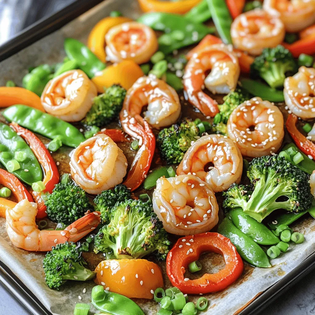 - 1 lb large shrimp, peeled and deveined - 2 cups broccoli florets - 1 cup bell peppers, sliced (mixed colors) - 1 cup snap peas - 3 tablespoons olive oil - 1/4 cup low-sodium soy sauce - 2 tablespoons honey - 1 tablespoon rice vinegar - 2 cloves garlic, minced - 1 teaspoon ginger, grated - Sesame seeds for garnish - Sliced green onions for garnish - Salt and pepper to taste Gather these fresh ingredients before you start. The shrimp should be large and plump for the best flavor. I love using bright, crunchy veggies like broccoli, bell peppers, and snap peas. They add color and texture to the dish. Olive oil helps everything cook evenly and adds richness. For the sauce, low-sodium soy sauce keeps it lighter but still flavorful. Honey adds a sweet touch, while rice vinegar gives it a bit of tang. Garlic and ginger bring warmth and depth to the sauce. Don’t forget the sesame seeds and green onions for garnish! They add a nice finish and extra crunch. The salt and pepper help to enhance the flavors of all the ingredients. Make sure your ingredients are fresh for the best taste. Fresh shrimp and crisp veggies will make your teriyaki dish shine! - Preheat the oven to 400°F (200°C). - Line a baking sheet with parchment paper for easy cleanup. - In a small bowl, whisk together: - 1/4 cup low-sodium soy sauce - 2 tablespoons honey - 1 tablespoon rice vinegar - 2 cloves garlic, minced - 1 teaspoon ginger, grated - Mix until well combined. This is your teriyaki sauce. - In a large bowl, add: - 1 lb large shrimp, peeled and deveined - 2 cups broccoli florets - 1 cup bell peppers, sliced (mixed colors) - 1 cup snap peas - Drizzle with 3 tablespoons olive oil. - Season with salt and pepper to taste. - Toss until everything is evenly coated. - Pour in half of the teriyaki sauce. Mix well. - Spread the shrimp and veggie mixture evenly on the prepared baking sheet. - Bake for 15 minutes. Stir halfway through for even cooking. - After 15 minutes, drizzle the remaining teriyaki sauce over the dish. - Bake for an additional 5 minutes. The shrimp should be pink and cooked through. When picking shrimp, look for large ones. They should be firm and smell fresh, not fishy. Fresh shrimp are the best choice. If you can't find fresh shrimp, frozen works too. Just make sure to thaw it properly. You might want to try other proteins like chicken or tofu. Both are great options for this recipe. Use seasonal veggies for the best taste. Broccoli, bell peppers, and snap peas are perfect. You can also add carrots or zucchini for more color. If you use tougher veggies, like carrots, cut them smaller. This helps them cook faster. Adjust cooking times if you add more or different veggies. For extra flavor, consider adding spices like chili flakes or sesame oil. You can also use teriyaki sauce from a bottle if you're in a rush. If you like it sweet, add more honey. For a kick, try adding fresh jalapeños. This will make your dish more exciting! {{image_2}} You can serve this dish over rice or quinoa for a hearty meal. Both options soak up the tasty teriyaki sauce well. Cook white or brown rice. Quinoa adds protein and texture. I like to add some sliced green onions on top for extra flavor. Want to make teriyaki shrimp skewers? It's easy! Just soak wooden skewers in water for 30 minutes. Thread shrimp and veggies onto the skewers. Brush with teriyaki sauce before grilling. Cook them on a hot grill for about 2-3 minutes on each side. They should be pink and cooked through. You’ll love the smoky flavor! If you're looking for plant-based options, try using tofu instead of shrimp. Firm tofu works best! Press it to remove water, then cut it into cubes. You can also add more veggies, like zucchini or mushrooms. Toss everything in the teriyaki sauce and bake as usual. This way, everyone can enjoy a delicious meal! Store any leftovers in an airtight container. This keeps the shrimp and veggies fresh. I recommend glass or plastic containers that seal well. You can keep it in the fridge for up to three days. Make sure it cools down before sealing. This helps prevent moisture build-up. You can freeze this dish if you have extras. Place the cooled dish in a freezer-safe bag or container. Remove as much air as you can. It stays good for up to three months. When you're ready to eat, thaw it in the fridge overnight. To reheat, you can use a microwave or oven. If using a microwave, heat it on medium power. Stir halfway through to make sure it heats evenly. If using an oven, bake at 350°F for about 15 minutes. This will warm it up without drying it out. Enjoy your tasty shrimp and veggies again! Yes, you can use frozen shrimp. Start by thawing the shrimp first. To do this, place the shrimp in a bowl of cold water for about 15-20 minutes. This method is quick and keeps the shrimp fresh. After thawing, peel and devein if needed. Then, follow the recipe as usual. Adjust the cooking time to ensure they cook fully. I recommend low-sodium soy sauce. This option has less salt than regular soy sauce. It helps balance the flavors without being too salty. If you prefer a stronger taste, feel free to use regular soy sauce. Just remember to adjust the amount of added salt in the recipe. Yes, you can prep this dish ahead. For meal prep, cut the veggies and shrimp a day before. Store them in an airtight container in the fridge. You can also make the teriyaki sauce in advance. Just keep it in a jar in the fridge. When ready to cook, combine everything and bake as directed. This method saves time and makes weeknight dinners easier. In this article, we explored a tasty teriyaki shrimp dish. You learned about the key ingredients, from large shrimp to vibrant veggies. We outlined easy steps to make this meal, including the sauce and baking process. I shared tips for choosing shrimp, perfecting veggies, and flavoring your dish. We also discussed tasty variations and proper storage methods. Creating this dish is simple and rewarding. Enjoy your cooking and share your results!
