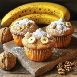 - 3 ripe bananas, mashed - 1/3 cup melted butter - 1 teaspoon baking soda - Pinch of salt - 3/4 cup sugar (adjust for sweetness preference) - 1 large egg, beaten - 1 teaspoon vanilla extract - 1 cup all-purpose flour - 1/2 cup walnuts, chopped (or any nuts of your choice) - Optional: 1/2 teaspoon ground cinnamon for added warmth To make classic banana nut muffins, gather these simple ingredients. Ripe bananas are key. They bring sweetness and moisture. Use three ripe bananas for the best flavor. The bananas should be well-mashed to blend easily. Melted butter adds richness and helps the muffins rise. You’ll need 1/3 cup of melted butter. Next, add 1 teaspoon of baking soda. This ingredient helps the muffins rise. A pinch of salt balances the sweetness. You'll want to use 3/4 cup of sugar, but feel free to adjust it to your taste. A large beaten egg helps bind the mix together. Don't forget 1 teaspoon of vanilla extract. This adds warmth and depth. For texture, use 1 cup of all-purpose flour. Finally, include 1/2 cup of chopped walnuts. They give a nice crunch. If you like, add 1/2 teaspoon of ground cinnamon for extra flavor. These ingredients work together to create muffins that are soft, sweet, and nutty. Try to use fresh, high-quality items for the best results. The joy of baking starts with gathering these essentials! First, set your oven to 350°F (175°C). This step is key for even baking. While the oven warms up, grease your muffin tin or use paper liners. This keeps the muffins from sticking. In a big bowl, mash the ripe bananas. Use a fork to get a smooth mix. Add the melted butter, stirring well. Next, mix in the baking soda and the pinch of salt. This helps the muffins rise. Now, add the sugar and stir until it blends in. Beat an egg in a small bowl, then add it and the vanilla extract to the banana mix. Stir again until everything is combined. Now, it’s time for the flour. Add it slowly to your wet mix. Use a spatula to fold it in gently. Be careful not to overmix. Lumps are okay! This keeps your muffins soft and fluffy. Next, take your chopped walnuts and gently fold them into the batter. If you want, sprinkle in some ground cinnamon for extra warmth. This adds great flavor without much effort. Scoop the batter into your prepared muffin tin. Fill each cup about 3/4 full. This gives them room to rise. Place the tin in the oven and bake for 18-20 minutes. Check doneness by inserting a toothpick in the center. If it comes out clean, they are ready. Once baked, let the muffins cool in the tin for about 5 minutes. This makes them easier to remove. Then, transfer them to a wire rack. For serving, enjoy them warm. You can dust them with powdered sugar or drizzle honey on top for added sweetness. Place them on a wooden board for a nice touch. To get soft and fluffy muffins, you need to mix carefully. Combine wet and dry ingredients until just mixed. Overmixing makes the muffins dense and tough. Use a light touch when folding in the flour. This keeps the muffins airy. You can change the sugar in this recipe. If you like sweet muffins, stick with 3/4 cup sugar. For less sweetness, you can use 1/2 cup instead. Taste the batter before baking. This helps you find the perfect balance. Mix your wet and dry ingredients separately first. This helps prevent clumps. Add the dry mix to the wet mix slowly. Use a spatula to fold in the flour gently. This keeps the muffins light and fluffy. Adding nuts or spices can boost the flavor. Walnuts add a nice crunch and depth. You might also try pecans or almonds. For warmth, add a sprinkle of cinnamon. This small touch makes a big difference. {{image_2}} You can add chocolate chips for a sweet twist. Simply mix in 1/2 cup of semi-sweet chocolate chips after folding in the flour. The chocolate adds a rich flavor that pairs well with bananas and nuts. Kids love this version, and it is a hit at parties. To make these muffins gluten-free, swap the all-purpose flour for a gluten-free blend. Look for a mix that has xanthan gum in it. This will help the muffins rise well. The taste remains just as delicious, and you won’t miss the gluten at all. Want to boost nutrition? Add dried fruits like raisins or cranberries. Toss in 1/2 cup of your favorite dried fruit when you add the nuts. You can also add seeds, like chia or flaxseeds, for extra crunch and health benefits. These additions offer delightful flavors and textures. You don't have to stick to walnuts. Try pecans, almonds, or hazelnuts instead. Each nut gives a unique taste. If you prefer a nut-free version, you can use sunflower seeds. They give a nice crunch and are safe for school snacks. To keep your banana nut muffins fresh, store them in an airtight container. This will keep moisture in and prevent them from drying out. Place the muffins at room temperature for up to three days. If you want to store them longer, consider freezing. For long-term storage, freeze the muffins. First, let them cool completely. Then, wrap each muffin in plastic wrap or foil. Place the wrapped muffins in a freezer bag. This method keeps them tasty for up to three months. When you're ready to eat one, just take it out and let it thaw. To enjoy warm muffins, reheat them in your oven. Set the oven to 350°F (175°C). Place the muffins on a baking sheet and heat for about 10 minutes. You can also use a microwave. Heat each muffin for about 15-20 seconds. This makes them soft and delicious again. To check if your muffins are done, insert a toothpick into the center. If it comes out clean, your muffins are ready. You can also lightly press the top; if it springs back, they are done. Baking takes about 18-20 minutes at 350°F. Keep an eye on them as each oven is different. Yes, you can use frozen bananas! Just thaw them and mash them well. They may be a bit more watery, so drain any excess liquid. Frozen bananas add great flavor and sweetness. This is a perfect way to avoid waste. If you prefer not to use walnuts, you can swap in any nuts you like. Pecans, almonds, or even hazelnuts work well. For nut-free options, try seeds like sunflower or pumpkin seeds. You can also skip nuts altogether for a smooth muffin. These muffins stay fresh for about 3-5 days when stored in an airtight container. For longer storage, freeze them. They can last up to three months in the freezer. Just thaw them before enjoying. Yes, you can! Just use a mini muffin tin instead of a standard one. The baking time will be shorter, about 10-12 minutes. Keep an eye on them to avoid overbaking. Mini muffins are perfect for snacks or parties! To ripen bananas quickly, place them in a brown paper bag. This traps the ethylene gas they release and speeds up the ripening process. You can also add an apple or tomato to the bag for even faster results. Check them daily until ripe. In this post, we explored how to make delicious banana nut muffins. We covered key ingredients, clear steps, helpful tips, and tasty variations. Remember, the right mix of ripe bananas and nuts creates the perfect bite. Feel free to adjust sweetness and try different nuts for fun flavors. Storing muffins properly will keep them fresh longer. Enjoy baking and sharing these treats with friends and family. Your kitchen will smell amazing, and everyone will love the muffins!