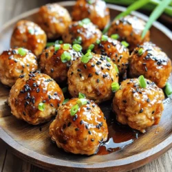 - Ground chicken: This is the main protein in our dish. It is lean and juicy. Ground chicken keeps the meatballs moist and tender, making each bite a delight. - Breadcrumbs: These help bind the meatballs. You can use regular or panko breadcrumbs for a crunchier texture. If you want a gluten-free option, try crushed rice cereal or gluten-free breadcrumbs. - Garlic and ginger: Fresh garlic adds a nice bite. Ginger gives warmth and depth. Together, they create a fantastic flavor base that sets the stage for the teriyaki sauce. - Soy sauce: This salty ingredient adds umami. It enhances the overall taste of the meatballs. A little goes a long way, so use it wisely. - Teriyaki sauce: This sweet and savory sauce is the star of the show. It coats the meatballs and brings everything together. You can use store-bought or homemade teriyaki sauce for a more personal touch. 1. Mixing the meatball ingredients: Start by gathering your ground chicken, breadcrumbs, chopped green onions, beaten egg, minced garlic, grated ginger, soy sauce, sesame oil, salt, and pepper. In a large bowl, combine these ingredients. Use your hands to mix well until everything is evenly blended. 2. Importance of getting the mixture consistent: A consistent mixture helps the meatballs hold together. If the mixture is too dry, add a bit more soy sauce or sesame oil. If it’s too wet, sprinkle in more breadcrumbs. 3. Forming meatballs: technique tips: Wet your hands with water to prevent sticking. Grab about a tablespoon of the mixture and roll it into a ball. Aim for about 1 inch in size. Place them on your prepared baking sheet, leaving some space between each meatball for even cooking. 1. Preheating your oven correctly: Preheat your oven to 400°F (200°C). This ensures that your meatballs cook evenly and get that nice, golden-brown color. 2. Tips for baking meatballs to perfection: Bake the meatballs for 15-20 minutes. Check for an internal temperature of 165°F to ensure they are fully cooked. If you want them extra crispy, you can broil them for the last 2-3 minutes. 3. How to prepare the teriyaki sauce during baking: While your meatballs are baking, heat the teriyaki sauce in a small saucepan over low heat. Stir it occasionally until it warms through. This will make it easy to coat the meatballs later. 1. Coating meatballs with teriyaki sauce: Once the meatballs are done baking, transfer them to the saucepan with the warm teriyaki sauce. Gently toss the meatballs until they are evenly coated. This adds a delicious layer of flavor. 2. Recommended resting time for flavor absorption: Let the coated meatballs sit for a couple of minutes. This resting time allows them to absorb all the tasty teriyaki sauce. If you like, sprinkle with black sesame seeds for a nice finish! - Best practices for seasoning: Use salt and pepper wisely. Season each layer of your dish. Mix the salt with the chicken and other ingredients. You can always add more later, but you can’t take it out. - Keeping meatballs moist and tender: Add breadcrumbs and an egg to help bind the meatballs. They keep moisture in. Don’t overbake them; check them at 15 minutes. You want them just cooked and juicy. - Overmixing versus under-mixing the ingredients: Mixing too much can make meatballs tough. Just blend until combined. A few lumps are okay. Under-mixing can leave dry spots. Balance is key. - Baking time miscalculations: Keep an eye on the clock. Every oven is different. Start checking at 15 minutes. Use a meat thermometer to ensure they reach 165°F. Don’t guess; check for safety. - Recommended side dishes to complement the meatballs: Serve with rice or noodles. Steamed vegetables also work well. A fresh salad adds crunch and flavor. - Creative serving ideas for gatherings: Use toothpicks for easy serving. A teriyaki dipping sauce can be a hit. Consider making sliders with mini buns for a fun twist. {{image_2}} You can easily change the meat in this recipe. Using turkey or beef works well. Both options give a new taste. Just keep the other ingredients the same. You can also try gluten-free breadcrumbs. They work just as well for texture. Want to spice things up? Try adding different spices. A pinch of chili powder or cumin can change the game. You can also add vegetables to the meatball mix. Finely chopped carrots or bell peppers add color and nutrition. Feeling adventurous? You can create Asian-inspired variations. Add some chopped water chestnuts for crunch. Or, mix in some hoisin sauce for sweetness. You can even fuse cuisines. Think teriyaki meatballs with a dash of Italian herbs. The options are endless! To keep cooked meatballs fresh, store them in an airtight container. This helps prevent air from making them dry. You can also use a glass or plastic container with a tight lid. Before sealing, let the meatballs cool to room temperature. This helps avoid condensation inside the container. For freezing, place the meatballs on a baking sheet first. Make sure they are not touching each other. Freeze them for about two hours until solid. Then, transfer them to a freezer-safe bag or container. Label the bag with the date. To thaw, place the meatballs in the fridge overnight. For reheating, bake them at 350°F (175°C) for about 15 minutes. You can also heat them in the microwave for a quick meal. In the fridge, cooked meatballs last about 3 to 4 days. If you freeze them, they can stay good for about 3 months. After that, they may lose flavor and texture. Always check for any off smells or changes in appearance before eating. You can check if chicken meatballs are done by using a meat thermometer. Insert it into the center of a meatball. The internal temperature should reach 165°F (74°C). You can also cut one open. The meat should be white and juices should run clear. If you see any pink or red, cook them a bit longer. Yes, you can make teriyaki chicken meatballs ahead of time. Prepare the meatballs and store them in the fridge for up to 24 hours before cooking. You can also freeze them. Just make sure to wrap them well to prevent freezer burn. When ready, bake straight from the freezer. Add a few extra minutes to the cooking time. If you don't have teriyaki sauce, you can make a quick substitute. Mix soy sauce with brown sugar, garlic, and ginger. This will give you a similar sweet and savory flavor. You can also use hoisin sauce or a mix of soy sauce and honey if you prefer a sweeter taste. Teriyaki chicken meatballs can be a healthy option. They use lean ground chicken and have fresh ingredients. You can control the amount of sodium by choosing low-sodium soy sauce. They are also packed with protein, which is great for muscle health. Just watch the amount of sauce you use to keep calories in check. Yes, grilling teriyaki chicken meatballs is a great idea! Just shape the meatballs as usual. Preheat your grill to medium heat and cook them for about 10-12 minutes. Turn them often to ensure even cooking. Keep a close eye on them so they don’t fall through the grates. Grilling adds a nice smoky flavor that pairs well with teriyaki sauce. In this post, we explored how to make tasty teriyaki chicken meatballs from start to finish. We covered key ingredients, step-by-step instructions, and common pitfalls to avoid. Remember to keep your mixture consistent and moisture-rich for tender meatballs. You can get creative with flavors and variations for added fun. Store leftovers properly to enjoy later. With these tips, you’ll master this dish and impress everyone at your table. Cooking should be enjoyable, and you now have everything needed for success. Dive in and enjoy your homemade teriyaki chicken meatballs!