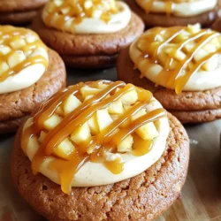 - 2 cups all-purpose flour - 1 teaspoon baking powder - 1 teaspoon baking soda - 1 teaspoon ground cinnamon - ½ teaspoon salt - ½ cup unsalted butter, softened - 1 cup brown sugar, packed - ½ cup granulated sugar - 2 large eggs - 1 teaspoon vanilla extract - 1 cup finely chopped apples (about 2 small apples) - ½ cup caramel sauce (store-bought or homemade) - ½ cup unsalted butter, softened - 2 cups powdered sugar - 3 tablespoons cream cheese, softened - 2 tablespoons caramel sauce The ingredients for caramel apple whoopie pies mix classic fall flavors with sweet caramel. The dry ingredients create a soft base. You will need flour, baking powder, baking soda, cinnamon, and salt. The wet ingredients bring in sweetness and moisture. Butter, brown sugar, granulated sugar, eggs, vanilla, apples, and caramel sauce come together to create a rich, flavorful dough. The filling is where the magic happens. It combines butter, powdered sugar, cream cheese, and caramel sauce for a creamy, sweet center. This filling balances the flavors of the apple cookies. You can use store-bought caramel or make your own for added flair. Make sure you choose fresh, crisp apples for the best taste. I like to use a mix of sweet and tart apples. This combination gives a nice depth to the whoopie pies. Each bite will remind you of fall. Preheat the oven to 350°F (175°C). Line two baking sheets with parchment paper. This step helps the cookies bake evenly and makes cleanup easier. Whisk the dry ingredients together in a medium bowl. Combine flour, baking powder, baking soda, cinnamon, and salt. In a large bowl, cream the softened butter, brown sugar, and granulated sugar until fluffy. This takes about 3-4 minutes. Next, add the eggs one at a time. Mix in the vanilla extract after that. Gradually add the dry ingredients to the wet ones until just combined. Finally, fold in the finely chopped apples gently. Using a tablespoon or cookie scoop, drop heaping spoonfuls of dough onto the prepared baking sheets. Make sure to space them about 2 inches apart. Bake for 10-12 minutes. Watch for the edges to turn lightly golden. Let the cookies cool on the baking sheet for a few minutes before moving them to a wire rack. In a medium bowl, beat together the softened butter, powdered sugar, cream cheese, and caramel sauce. Keep mixing until the mixture is smooth and creamy. This filling adds a rich flavor to each whoopie pie. Once the cookies have cooled, turn half of them upside down. Spread a generous layer of filling on each flipped cookie. Top them with the remaining cookies to create a sandwich. For a sweet touch, drizzle extra caramel sauce on top of each whoopie pie before serving. Enjoy your delightful fall treat! - Use room temperature butter. This helps mix it easily with sugar. - A cookie scoop helps make all whoopie pies the same size. This ensures they bake evenly. - Add a pinch of nutmeg for a warm touch. It pairs well with cinnamon. - Use fresh apples for the best taste and crunch. They add moisture and sweetness. - Serve with extra caramel sauce on the side. It makes dipping fun and tasty. {{image_2}} You can swap apples for other fruits. Pears and peaches work great too. They add a nice twist to the flavor. Cut them finely to mix well into the batter. This change can keep the taste fresh and exciting. If you need gluten-free options, try using almond or coconut flour. These flours can replace regular flour in the recipe. For a dairy-free filling, use vegan cream cheese and dairy-free butter. This way, everyone can enjoy these treats. Want to add more texture? Mix in some chocolate chips or chopped nuts. Walnuts or pecans can bring a crunchy surprise. You can also use cinnamon chips for a spicy kick. Each of these options can make your whoopie pies even more special. To keep your whoopie pies fresh, store them in an airtight container. This helps lock in moisture and flavor. They taste best at room temperature. You can stack them gently, but don’t squish them. If you want to keep whoopie pies longer, freeze the unfilled cookies. Place them in a freezer-safe bag or container. This way, you can make the filling later and enjoy them fresh. When ready to eat, thaw them at room temperature. These tasty treats stay good for up to 5 days at room temperature. If you freeze them, they last up to 3 months. Just remember to let them cool completely before freezing. This helps keep their texture perfect. Enjoy your delicious whoopie pies whenever you crave them! A whoopie pie is a tasty dessert made of two soft cookies. These cookies are often round and cake-like. They have a creamy filling in the middle. The filling is usually made from butter, sugar, and cream cheese. Whoopie pies come in many flavors, making them a fun treat for all ages. Yes, you can use store-bought caramel sauce. It saves time and is easy to find. However, homemade caramel sauce can taste richer and fresher. If you want to try making your own, heat sugar and cream on low heat until smooth. Consider your skill level and time when choosing. To make whoopie pies more festive, try adding seasonal spices. Cinnamon, nutmeg, or ginger can add warmth. You can also top them with chopped nuts or sprinkles. For a fun twist, use pumpkin or maple flavor in the batter. Get creative with your favorite fall flavors! You now know how to make delicious whoopie pies. Start with your dry and wet ingredients, then mix and bake. Don't forget the creamy filling! Use tips to enhance flavor and explore different fruit options. Storing them right means you get to enjoy them longer. Whether you try variations or stick to the classic, these treats always impress. Enjoy baking and sharing your tasty creations. Dive into this recipe and make your kitchen the happiest place!