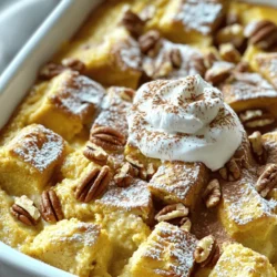 - 6 cups day-old bread, cut into cubes (such as brioche or challah) - 1 can (15 oz) pumpkin puree - 1 cup milk - 1/2 cup heavy cream The base of our bread pudding comes from day-old bread. I like using brioche or challah. They add a rich flavor and soft texture. Pumpkin puree brings warmth and moisture to the dish. It gives the pudding a lovely orange hue too. Milk and heavy cream provide a creamy base. They make the bread pudding rich and satisfying. - 1 cup brown sugar - 1 tablespoon pumpkin pie spice - 1/2 teaspoon ground cinnamon Brown sugar adds a deep sweetness. It melts into the mixture, giving a nice caramel taste. Pumpkin pie spice is key here. It brings fall flavors like nutmeg and ginger. Ground cinnamon is a must too. It adds warmth and enhances the pumpkin flavor. - Whipped cream or vanilla ice cream for serving (optional) When it comes to serving, you have choices. Whipped cream gives a light touch. It adds a nice contrast to the warm pudding. Vanilla ice cream adds a creamy, cold element. It melts slightly on the warm bread pudding. You can also add toppings like nuts or caramel. These will enhance flavors and add crunch. Start by grabbing a large bowl. In it, whisk together the pumpkin puree, three eggs, milk, and heavy cream. Add one cup of brown sugar, one teaspoon of vanilla extract, one tablespoon of pumpkin pie spice, ½ teaspoon of ground cinnamon, and a pinch of salt. Mix until smooth. This thorough mixing is key. It helps all flavors blend well. You want a nice, creamy base for your pudding. Now, it’s time for the bread. Take six cups of day-old bread, like brioche or challah, and cut it into cubes. Gently fold these cubes into your custard mixture. Make sure each piece gets coated well. This step is important. Allow the bread to soak for 15-20 minutes. This soaking makes the bread soft and flavorful. Next, prepare your slow cooker. Lightly grease the inside with cooking spray or butter. Pour the bread pudding mixture into the cooker. Spread it out evenly. Cover the slow cooker and set it to low. Cook for 4 to 5 hours until it’s set and slightly puffed. Check it after 4 hours for the best results. Once it’s done, turn off the cooker. Let the pudding cool for about 10-15 minutes before you serve. Using day-old bread is key for great texture. Fresh bread makes the pudding too soggy. Day-old bread absorbs the custard without falling apart. If you have a slow cooker that cooks hot, reduce the time to 3-4 hours. Always check for doneness after 3 hours to avoid overcooking. Adding a splash of vanilla extract boosts the flavor. It gives a warm and sweet note to the dish. You can also try different spices. Nutmeg or ginger can add a nice twist to the classic pumpkin pie spice. Experimenting with flavors keeps your bread pudding fresh and exciting. Serve the pudding warm for the best taste. Warm bread pudding feels cozy and inviting. Top it with whipped cream or a scoop of vanilla ice cream. A drizzle of caramel sauce or a sprinkle of nuts can add a crunchy touch. Enjoy your delightful creation with friends and family! {{image_2}} You can swap the type of bread in this recipe. Sourdough adds a nice tang. Gluten-free bread works well, too, for those with dietary needs. Using day-old bread is key. It soaks up the custard better. For a dairy-free option, use almond milk or coconut milk. Substitute heavy cream with coconut cream for a rich taste without dairy. To enhance flavor, try adding chocolate chips. They melt and add a sweet touch. You can also mix in dried fruits like raisins or cranberries. These add a chewy texture. Beyond pumpkin pie spice, explore seasonal spices. Nutmeg and ginger bring warmth and depth. A hint of cardamom can make your pudding unique. Cooking in ramekins is a fun twist. It lets you serve individual portions. Just adjust your cook time to about 2-3 hours on low. Smaller servings cook faster. This way, everyone can enjoy their own dish. Plus, ramekins look great on the table! To store leftovers, place them in an airtight container. This keeps the bread pudding fresh. You can also cover it tightly with plastic wrap. It’s best to refrigerate the pudding within two hours of serving. This prevents bacteria growth. Enjoy it within three to four days for best taste. To freeze bread pudding, wait until it cools completely. Cut it into pieces for easy thawing. Wrap each piece in plastic wrap, then place them in a freezer bag. Make sure to remove as much air as possible. You can freeze it for up to three months. To thaw, move the pudding to the fridge overnight. Reheat it in the oven for a warm treat. You can reheat bread pudding in the microwave or oven. If using the microwave, place a piece on a plate. Heat it for 30 seconds, checking if it’s warm enough. For the oven, preheat it to 350°F. Place the pudding in a baking dish and cover it with foil. Heat for about 15-20 minutes. This helps keep the texture soft and moist. Enjoy your delicious bread pudding warm! Yes, you can use fresh pumpkin. It gives a nice, vibrant flavor. To make fresh pumpkin puree, start with a small pumpkin. Cut it in half and remove the seeds. Roast the halves until soft, about 45 minutes at 400°F. Let it cool, then scoop out the flesh and blend until smooth. This will make about 1 and 3/4 cups of puree, perfect for our recipe. You may need to adjust the spices, as fresh pumpkin can taste less sweet than canned. Always remember to keep the texture consistent. For this bread pudding, brioche or challah works best. They soak up the custard well and stay soft. Sourdough can add a tangy flavor but may not absorb as much liquid. Whole grain bread can add nutrition but might change the taste. Use day-old bread for the best texture. Fresh bread can become too mushy. You can experiment with different breads to find your favorite. You can prep this recipe in advance. First, make the custard mixture and coat the bread cubes. Place this in the slow cooker insert, cover, and refrigerate overnight. The next day, just take it out and cook it as usual. This makes it super easy for parties or busy days. You can also mix the dry ingredients ahead and store them in a bag. This way, you can save time during the final prep. This article covered making a delicious slow cooker pumpkin bread pudding. We looked at key ingredients, like day-old bread and pumpkin puree. I shared step-by-step instructions, helpful tips, and variations to suit your taste. Remember, the best part is sharing this warm treat with friends. Try different breads and toppings to make it your own. Enjoy every bite and make lasting memories. Your journey in the kitchen just got more fun.