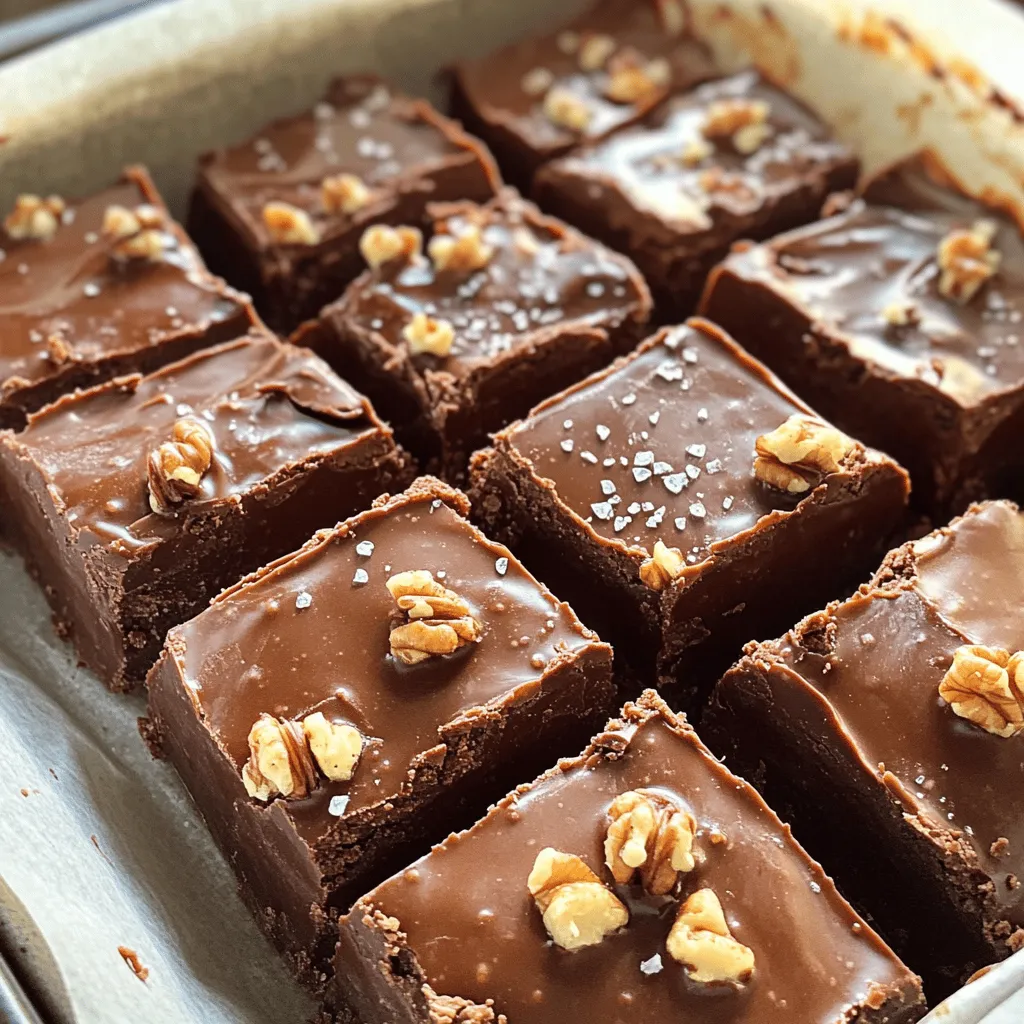 To make Cottage Cheese Chocolate Fudge, you need a few simple items. Here’s your list: - 1 cup cottage cheese (well-drained) - 1/2 cup unsweetened cocoa powder - 1/2 cup maple syrup or honey - 1/4 cup almond butter - 1 teaspoon vanilla extract - 1/4 teaspoon salt - 1/2 cup chopped nuts (walnuts or pecans) - Optional: sprinkle of sea salt for topping Each ingredient plays a key role in the taste and texture of the fudge. Cottage cheese gives it a creamy base, while cocoa powder adds rich chocolate flavor. Sweeteners like maple syrup or honey give the fudge its sweetness. Almond butter adds creaminess and a nutty taste. Don’t forget the vanilla extract! It boosts the chocolate flavor. The salt balances the sweetness, making every bite delicious. Chopped nuts add a nice crunch, but you can skip them if you prefer a smooth fudge. Lastly, a sprinkle of sea salt on top can enhance the overall flavor, making it even more tempting. Gather all these ingredients, and you’ll be ready to whip up this easy and tasty treat. - Step 1: Blending ingredients Start by gathering your ingredients. You need cottage cheese, cocoa powder, maple syrup or honey, almond butter, vanilla extract, and salt. In a food processor, add the cottage cheese and cocoa powder first. Then, pour in the maple syrup or honey, almond butter, vanilla extract, and salt. Blend everything until it is smooth and creamy. Scrape down the sides to mix well. - Step 2: Mixing in nuts Once your fudge mixture is creamy, it’s time to add the nuts. I like to use walnuts or pecans for their nice crunch. Add the chopped nuts to the food processor. Pulse lightly a few times. This keeps the nuts chunky and adds great texture to the fudge. - Step 3: Preparing the baking dish Now, you need a small baking dish. An 8x8 inch dish works great. Line the dish with parchment paper. Make sure to leave some overhang. This will help you lift the fudge out later. - Step 4: Spreading the fudge mixture Pour the fudge mixture into your lined baking dish. Use a spatula to spread it evenly. Get it nice and smooth on top. If you want, sprinkle a little sea salt on top for an extra flavor kick. - Step 5: Freezing time Place the dish in the freezer. Let the fudge chill for about 2 to 3 hours. You want it to be firm before cutting. - Step 6: Cutting and serving Once your fudge is firm, lift it out of the dish using the parchment paper. Place it on a cutting board. Cut it into squares. Now, you can enjoy your Cottage Cheese Chocolate Fudge! It’s a fun treat that everyone will love. To make the best Cottage Cheese Chocolate Fudge, start with well-drained cottage cheese. This step is key. If the cheese has too much liquid, your fudge will be soft. Press the cottage cheese in a strainer or use cheesecloth to remove excess moisture. This gives your fudge a nice, firm texture. When blending, I recommend using a food processor. Blend until the mixture is smooth and creamy. Scrape down the sides often. This ensures everything mixes well. You want a uniform texture for the best bite. To boost the chocolate flavor, consider adding a pinch of espresso powder. It deepens the taste without being too strong. Another option is to mix in a bit of cinnamon for warmth. This adds a twist to the usual chocolate flavor. You can also play with extracts. Try adding almond extract for a nutty note. Or, add a dash of peppermint extract for a fresh taste. These small additions can transform your fudge into something special. For a great presentation, cut the fudge into neat squares. Place them on a pretty plate. A sprinkle of sea salt on top adds a nice touch. It makes the fudge look fancy and tastes great too. When it comes to drinks, serve your fudge with coffee or a glass of milk. Both pair well with chocolate. If you want something fruity, a berry smoothie works too. These pairings make your treat even more enjoyable. {{image_2}} You can easily customize this fudge with different ingredients. Here are some ideas: - Alternatives for almond butter: If you have a nut allergy or just prefer a different taste, use sunflower seed butter or tahini. Both options work well and keep the fudge creamy. - Sweetener swaps: Maple syrup provides a nice flavor, but you can use agave nectar or stevia. Each sweetener will change the taste slightly but still keep it sweet. - Nut-free options: If you want to skip the nuts, you can leave them out. You could also add seeds like pumpkin or sunflower seeds for some crunch. Mix up the flavors in your fudge to keep things interesting: - Adding different extracts: Try adding a drop of peppermint or almond extract. These flavors can make the fudge feel like a holiday treat. - Incorporating different types of chocolate: You can switch the cocoa for milk or white chocolate. Each type will give a different sweetness and richness to your fudge. If you have special diets, don’t worry! This fudge can fit many needs: - Vegan version: Replace the honey with maple syrup and use a nut butter that fits your vegan lifestyle. This keeps the fudge fully plant-based. - Gluten-free adaptations: The ingredients in this fudge are naturally gluten-free. Just ensure that any added mix-ins, like chocolate chips, are also gluten-free. To keep your Cottage Cheese Chocolate Fudge fresh, use these tips: - Freezing: Cut the fudge into squares. Wrap each piece in plastic wrap. Put the wrapped pieces in a freezer bag. This keeps them fresh and avoids freezer burn. - Containers: Use an airtight container if you store it in the fridge. Make sure it seals well to keep out air and moisture. - Fridge: Your fudge stays fresh for about one week in the fridge. Store it in an airtight container. - Freezer: In the freezer, it lasts up to three months. Just remember to wrap or bag it well. Check for these signs to know if your fudge is still good: - Visual: Look for any discoloration or frost. If it appears dry or has ice crystals, it may not taste good. - Taste: If it tastes sour or off, it’s time to toss it. Fresh fudge should taste sweet and rich. Yes, you can use ricotta cheese if you want. Ricotta gives a nice texture. However, cottage cheese works best for this fudge. It blends smoothly and adds protein. If you try other cheeses, expect a different taste. Cottage Cheese Chocolate Fudge is a healthier treat. It has protein from cottage cheese and healthy fats from almond butter. Using maple syrup or honey adds natural sweetness. This fudge has less sugar than many desserts. Enjoy it guilt-free! To cut the fudge neatly, first chill it well. After freezing, lift it out using the parchment paper. Use a sharp knife for clean cuts. Wipe the knife with a cloth between cuts. This keeps edges smooth and tidy. Yes, you can make this fudge ahead of time. It lasts well in the freezer for about a month. Just remember to wrap it tight. Take it out a bit before serving. This gives it a softer texture for easier cutting. You can serve this fudge with fresh fruit like strawberries or raspberries. A scoop of vanilla ice cream pairs well too. You might also enjoy it with a cup of coffee or tea. These flavors balance the richness of the fudge. This blog post showed you how to make delicious Cottage Cheese Chocolate Fudge. You learned about the key ingredients and simple steps, from blending to freezing. Using tips for texture and flavor makes your fudge even better. Remember, you can mix flavors and make fun variations. Store it right for long-lasting treats. With these easy instructions, you can enjoy a tasty dessert that fits different diets. Get creative and satisfy your sweet tooth with this healthy fudge!