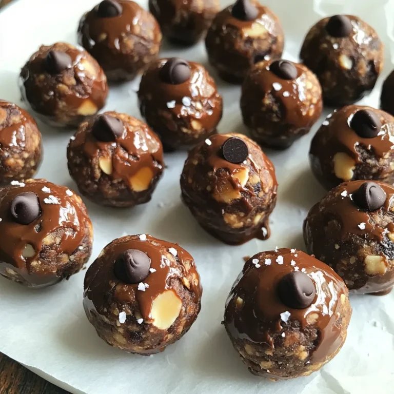 - 1 cup almonds (or almond flour) - 1 cup rolled oats - 1/2 cup unsweetened cocoa powder - 1/3 cup maple syrup - 1/2 cup nut butter (almond butter or peanut butter) - 1/4 cup honey or agave syrup - 1/4 cup mini dark chocolate chips - 1 teaspoon vanilla extract - A pinch of sea salt I love using almonds or almond flour as a base. They give a nice crunch and flavor. Rolled oats add fiber, making these bites filling. Unsweetened cocoa powder brings in that rich chocolate taste. Maple syrup adds natural sweetness. Nut butter is key for creaminess. I often choose almond butter for a nutty kick, but peanut butter works well too. Honey or agave syrup adds extra sweetness. Mini dark chocolate chips are a fun treat. They melt in your mouth. A touch of vanilla extract lifts the flavors. Lastly, sea salt balances the sweetness, making each bite taste amazing. This simple ingredient list makes the process easy. You get nutritious energy bites that satisfy your sweet tooth. Each bite is packed with flavor and goodness. - In a large bowl, combine 1 cup of almonds or almond flour and 1 cup of rolled oats. Stir well until they mix evenly. - In another bowl, whisk together 1/2 cup of unsweetened cocoa powder, 1/3 cup of maple syrup, 1/2 cup of nut butter, 1/4 cup of honey, 1 teaspoon of vanilla extract, and a pinch of sea salt. Make sure this mix is smooth. - Now, pour the wet mixture into the dry ingredients. Stir until everything is coated nicely. - Take small amounts of the mixture and roll them into balls about 1 inch wide. - Place the balls on a baking sheet lined with parchment paper. - Refrigerate the energy bites for at least 30 minutes. This helps them firm up. - Once set, enjoy the energy bites as a quick snack or a sweet treat! You can change nut butters to fit your taste. Almond butter is great, but peanut butter works too. Try sunflower seed butter for a nut-free option. For sweeteners, replace maple syrup with honey or agave syrup. Each choice gives a unique flavor. Want to change the texture? Add a scoop of protein powder. This adds nutrition and fills you up more. If you want a richer chocolate flavor, increase the cocoa powder. Decrease it if you prefer a milder taste. Get kids involved in the kitchen! They can help mix and roll the energy bites. Let them choose their favorite flavors, like adding dried fruits or seeds. This makes cooking fun and creates special memories together. {{image_2}} You can make your energy bites even better by adding dried fruits. Raisins or cranberries work great. They add sweetness and chewiness. You can also try incorporating seeds like chia or flaxseed. These add crunch and extra nutrients. Mix and match until you find your favorite combo. If you need gluten-free bites, use gluten-free oats. This keeps the recipe safe for those with gluten issues. For vegan options, you can replace honey with plant-based honey alternatives. Maple syrup is a great choice here. This way, everyone can enjoy these tasty bites. Want to get festive? Try adding pumpkin spice for a fall twist. It gives a warm flavor that fits the season. For the holidays, you can make themed no-bake bites. Think peppermint or gingerbread flavors. This makes your energy bites fun and perfect for any celebration! Store your no-bake chocolate almond energy bites in an airtight container. This keeps them fresh and tasty. You can place them in the fridge or freezer. Both options work well. If you choose the fridge, they stay cool. If you want to keep them longer, use the freezer. In the fridge, these bites last about one week. This is perfect for quick snacks. If you freeze them, they can last up to three months. Make sure to label the container with the date. This helps you know when to use them. To maintain texture and flavor, always keep them in an airtight container. This prevents moisture from getting in. If they feel too hard after freezing, let them sit at room temperature for a bit. This way, they soften and taste great again. Enjoy your delicious energy bites anytime! To make these energy bites vegan, you can replace honey with agave syrup. Use plant-based nut butter, like almond or cashew. Ensure your chocolate chips are dairy-free. These swaps keep the bites sweet and delicious without any animal products. Yes, you can use quick oats! Quick oats will work well in this recipe. They might change the texture slightly, making them a bit softer. Just remember, rolled oats give a chewier bite, which many people enjoy. To boost protein, add protein powder to the mix. A scoop of your favorite protein works great. You can also increase the amount of nut butter. This adds creaminess and raises the protein content. Yes, you can use sunflower seed butter instead of nut butter. It has a nice flavor and is safe for nut allergies. Also, you can use pumpkin seeds in place of almonds. This keeps the energy bites nut-free and tasty. These energy bites can stay fresh in the fridge for about one week. Store them in an airtight container to keep them from drying out. If you want to keep them longer, you can freeze them for up to three months. These energy bites are simple and fun to make. You learned how to mix ingredients, shape them, and store them properly. You can customize flavors and make them family-friendly. With options for dietary needs, you can enjoy these bites anytime. In my experience, they are a great boost for busy days. Get creative and have fun experimenting!