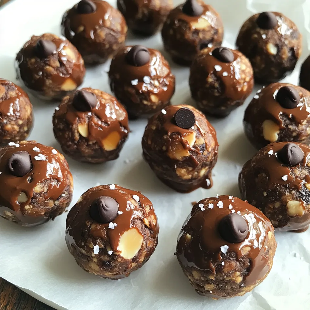 - 1 cup almonds (or almond flour) - 1 cup rolled oats - 1/2 cup unsweetened cocoa powder - 1/3 cup maple syrup - 1/2 cup nut butter (almond butter or peanut butter) - 1/4 cup honey or agave syrup - 1/4 cup mini dark chocolate chips - 1 teaspoon vanilla extract - A pinch of sea salt I love using almonds or almond flour as a base. They give a nice crunch and flavor. Rolled oats add fiber, making these bites filling. Unsweetened cocoa powder brings in that rich chocolate taste. Maple syrup adds natural sweetness. Nut butter is key for creaminess. I often choose almond butter for a nutty kick, but peanut butter works well too. Honey or agave syrup adds extra sweetness. Mini dark chocolate chips are a fun treat. They melt in your mouth. A touch of vanilla extract lifts the flavors. Lastly, sea salt balances the sweetness, making each bite taste amazing. This simple ingredient list makes the process easy. You get nutritious energy bites that satisfy your sweet tooth. Each bite is packed with flavor and goodness. - In a large bowl, combine 1 cup of almonds or almond flour and 1 cup of rolled oats. Stir well until they mix evenly. - In another bowl, whisk together 1/2 cup of unsweetened cocoa powder, 1/3 cup of maple syrup, 1/2 cup of nut butter, 1/4 cup of honey, 1 teaspoon of vanilla extract, and a pinch of sea salt. Make sure this mix is smooth. - Now, pour the wet mixture into the dry ingredients. Stir until everything is coated nicely. - Take small amounts of the mixture and roll them into balls about 1 inch wide. - Place the balls on a baking sheet lined with parchment paper. - Refrigerate the energy bites for at least 30 minutes. This helps them firm up. - Once set, enjoy the energy bites as a quick snack or a sweet treat! You can change nut butters to fit your taste. Almond butter is great, but peanut butter works too. Try sunflower seed butter for a nut-free option. For sweeteners, replace maple syrup with honey or agave syrup. Each choice gives a unique flavor. Want to change the texture? Add a scoop of protein powder. This adds nutrition and fills you up more. If you want a richer chocolate flavor, increase the cocoa powder. Decrease it if you prefer a milder taste. Get kids involved in the kitchen! They can help mix and roll the energy bites. Let them choose their favorite flavors, like adding dried fruits or seeds. This makes cooking fun and creates special memories together. {{image_2}} You can make your energy bites even better by adding dried fruits. Raisins or cranberries work great. They add sweetness and chewiness. You can also try incorporating seeds like chia or flaxseed. These add crunch and extra nutrients. Mix and match until you find your favorite combo. If you need gluten-free bites, use gluten-free oats. This keeps the recipe safe for those with gluten issues. For vegan options, you can replace honey with plant-based honey alternatives. Maple syrup is a great choice here. This way, everyone can enjoy these tasty bites. Want to get festive? Try adding pumpkin spice for a fall twist. It gives a warm flavor that fits the season. For the holidays, you can make themed no-bake bites. Think peppermint or gingerbread flavors. This makes your energy bites fun and perfect for any celebration! Store your no-bake chocolate almond energy bites in an airtight container. This keeps them fresh and tasty. You can place them in the fridge or freezer. Both options work well. If you choose the fridge, they stay cool. If you want to keep them longer, use the freezer. In the fridge, these bites last about one week. This is perfect for quick snacks. If you freeze them, they can last up to three months. Make sure to label the container with the date. This helps you know when to use them. To maintain texture and flavor, always keep them in an airtight container. This prevents moisture from getting in. If they feel too hard after freezing, let them sit at room temperature for a bit. This way, they soften and taste great again. Enjoy your delicious energy bites anytime! To make these energy bites vegan, you can replace honey with agave syrup. Use plant-based nut butter, like almond or cashew. Ensure your chocolate chips are dairy-free. These swaps keep the bites sweet and delicious without any animal products. Yes, you can use quick oats! Quick oats will work well in this recipe. They might change the texture slightly, making them a bit softer. Just remember, rolled oats give a chewier bite, which many people enjoy. To boost protein, add protein powder to the mix. A scoop of your favorite protein works great. You can also increase the amount of nut butter. This adds creaminess and raises the protein content. Yes, you can use sunflower seed butter instead of nut butter. It has a nice flavor and is safe for nut allergies. Also, you can use pumpkin seeds in place of almonds. This keeps the energy bites nut-free and tasty. These energy bites can stay fresh in the fridge for about one week. Store them in an airtight container to keep them from drying out. If you want to keep them longer, you can freeze them for up to three months. These energy bites are simple and fun to make. You learned how to mix ingredients, shape them, and store them properly. You can customize flavors and make them family-friendly. With options for dietary needs, you can enjoy these bites anytime. In my experience, they are a great boost for busy days. Get creative and have fun experimenting!