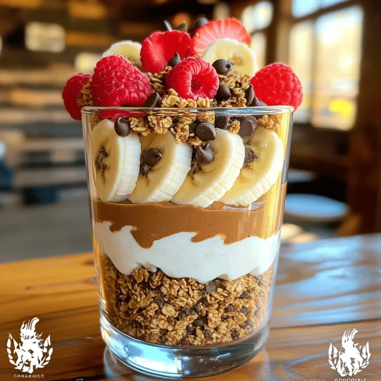 To make a delicious Chocolate Peanut Butter Yogurt Parfait, gather your ingredients. Here’s what you need: - 2 cups Greek yogurt (plain or vanilla) - 1/4 cup creamy peanut butter - 3 tablespoons honey or maple syrup - 1/2 cup unsweetened cocoa powder - 1/2 cup granola (your choice) - 1/2 cup mini chocolate chips - 1/2 banana, sliced - Fresh berries (strawberries or raspberries) for garnish These ingredients come together to create a treat that is both rich and satisfying. Greek yogurt gives it a creamy base. Peanut butter adds that nutty flavor you love. Cocoa powder gives it a deep chocolate taste. Honey or maple syrup sweetens the mix just right. Granola, banana slices, and berries add texture and freshness. The mini chocolate chips are the perfect fun touch on top. Feel free to switch ingredients based on what you have. You can use flavored yogurt or different nut butters. This recipe is flexible, so get creative! - First, grab a medium bowl. - Combine 2 cups of Greek yogurt, 1/4 cup of creamy peanut butter, 3 tablespoons of honey (or maple syrup), and 1/2 cup of unsweetened cocoa powder. - Stir the mixture until it is smooth and creamy. - Take a taste and decide if you want it sweeter. Add more honey or maple syrup if needed. - Now, it’s time to layer! In serving glasses or bowls, start with a scoop of the yogurt mixture. - Next, add a layer of granola, followed by some banana slices. - Repeat these layers until you reach the top of your glass. - Finish with one last scoop of the yogurt mixture on top. - Sprinkle mini chocolate chips on top. - Add fresh berries, like strawberries or raspberries, for a colorful look. - Chill your parfait in the fridge for about 15-20 minutes. This helps the flavors blend. Use different serving glasses. Clear glasses show off those beautiful layers. You can use tall glasses for a fancy look or small jars for a cozy feel. Layering is key for visual appeal. Start with a scoop of the yogurt mix, then add granola and banana. Repeat this until you reach the top. A final layer of yogurt makes it look neat. Top with chocolate chips and berries for a pop of color. Taste your yogurt mix. If it’s not sweet enough, add more honey or maple syrup. Start with small amounts. Mix well, then taste again. This way, you can find your perfect sweetness level without overdoing it. For a lower-calorie option, use low-fat Greek yogurt. You can swap honey for a sugar-free syrup. Use dark chocolate chips for less sugar. If you want a vegan option, choose a non-dairy yogurt. Almond butter can also replace peanut butter for a nut-free choice. {{image_2}} You can easily change the taste of your Chocolate Peanut Butter Yogurt Parfait. Try adding different nut butters. Almond or cashew butter works great. Each nut butter gives a new flavor twist. You can also use flavored yogurt. Vanilla or strawberry yogurt can add fun notes. If you need to make dietary changes, I have tips for you. Look for gluten-free granola options. Many brands offer tasty choices. For those who prefer vegan options, there are non-dairy yogurts available. Almond or coconut yogurt can replace Greek yogurt. These swaps keep your parfait delicious and friendly for different diets. To keep your parfait fresh, store it in an airtight container. This helps prevent it from drying out. You can save any leftovers in the fridge for up to two days. The Greek yogurt, peanut butter, and cocoa powder stay fresh longer. Granola can lose its crunch if stored too long. So, keep it separate until you're ready to eat. When you want to enjoy the parfait again, check the texture first. If it seems thick, add a splash of milk or yogurt. This makes it creamy again. You can also top it with more granola and fresh fruits for a fresh look. If it’s been a day or two, give it a good stir. This mixes in any flavors that may have settled. Enjoy it as a quick snack or a light dessert! Yes, you can make this parfait a day ahead. Just layer it in a glass or bowl. Cover it with plastic wrap or a lid. This keeps it fresh in the fridge. It tastes even better after chilling. If you don’t have Greek yogurt, try regular yogurt. You can also use dairy-free yogurt. Look for options like almond or coconut yogurt. These will change the flavor slightly but still taste great. You can store the parfait in the fridge for up to two days. After that, it may lose its crunch. The granola might get soggy. If this happens, just add fresh granola before serving. It’s not best to freeze this parfait. The yogurt and toppings change texture when frozen. If you freeze it, the granola will turn soft. Instead, enjoy it fresh for the best taste. In this blog post, we explored a fun and easy chocolate peanut butter yogurt parfait. We covered ingredients, simple steps for preparation, and tips for great presentation. You learned how to adjust sweetness and discover variations for your tastes. Don't forget about healthy alternatives for your snacks! Making this parfait is simple and enjoyable. Now, gather your ingredients and try it out. You’ll love how easy it is to make a tasty treat!