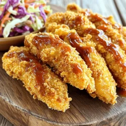 For this dish, you need a few key items: - 1 lb chicken breast tenders - 1 cup buttermilk - 1 cup breadcrumbs (panko works best for crunch) - 1/2 cup whole wheat flour The right spices make a big difference in flavor. Gather these: - 1 tablespoon smoked paprika - 1 tablespoon garlic powder - 1 teaspoon onion powder - 1 teaspoon chili powder - 1 teaspoon salt - 1/2 teaspoon black pepper Want to enhance your dish? Try these extras: - 1 cup BBQ sauce (pick your favorite) - Cooking spray to ensure crispiness To start, you need to marinate the chicken tenders. Place 1 pound of chicken breast tenders in a bowl. Pour in 1 cup of buttermilk. Cover the chicken well. Let it sit for at least 30 minutes. If you have time, marinate for up to 2 hours. This adds flavor and keeps the chicken tender. Next, set up your breading station. In one bowl, combine 1/2 cup of whole wheat flour, 1 tablespoon of smoked paprika, 1 tablespoon of garlic powder, 1 teaspoon of onion powder, 1 teaspoon of chili powder, 1 teaspoon of salt, and 1/2 teaspoon of black pepper. Mix well. In another bowl, place 1 cup of breadcrumbs. I like to use panko for that extra crunch! Now it's time to coat the chicken. Take each marinated chicken tender. First, dredge it in the flour mixture. Shake off the excess flour. Then dip it in the breadcrumbs. Press lightly to help the crumbs stick. Repeat this for each tender until all are coated. Before cooking, preheat the air fryer. Set it to 400°F (200°C) and let it heat for about 5 minutes. This step ensures even cooking and crispiness. Now, lightly spray the air fryer basket with cooking spray. Place the coated tenders in a single layer. Make sure they are not overcrowded. Lightly spray the tops of the tenders with cooking spray, too. Air fry for 10 to 12 minutes. Flip them halfway through cooking. Check that the internal temperature reaches 165°F (75°C). In the last 2 to 3 minutes of cooking, brush the chicken tenders with your favorite BBQ sauce. This adds a tasty glaze and helps caramelize the sauce. Let them cook until heated through. Once done, remove the chicken tenders from the air fryer. You can drizzle more BBQ sauce on top if you want. Serve these crispy BBQ chicken tenders with your favorite sides, like coleslaw or sweet potato fries. Enjoy your tasty meal! To get the best crunch, use panko breadcrumbs. They make the chicken extra crispy. Before cooking, spray the chicken tenders lightly with cooking spray. This helps them brown nicely in the air fryer. Cook at 400°F (200°C) for 10-12 minutes, flipping halfway. This ensures both sides get that golden crisp. Pick a BBQ sauce you love. Sweet, spicy, or smoky sauces work well. Brush the sauce on in the last few minutes of cooking. This allows it to warm up and caramelize a bit. It adds great flavor and makes the tenders look shiny and inviting. Marinate the chicken in buttermilk for at least 30 minutes. For even more flavor, try to marinate for 2 hours. The buttermilk makes the chicken juicy and tender. If you're short on time, even 30 minutes will help. Just make sure to cover the chicken well in the buttermilk. This step is key to having tender chicken tenders. {{image_2}} You can switch up the BBQ chicken tenders in fun ways. Try Buffalo sauce for a spicy kick. Simply toss cooked tenders in Buffalo sauce after frying. For a sweet twist, use honey mustard. Just mix honey and mustard, then coat your cooked tenders. Each flavor adds a unique taste, making every meal special. While the air fryer is great, you can also bake these tenders. Preheat your oven to 425°F (220°C). Place the breaded tenders on a lined baking sheet. Bake for 20-25 minutes, flipping halfway through. This method gives you crispy tenders without an air fryer. You can enjoy the same flavors with a different texture. If you need gluten-free tenders, there are easy swaps. Instead of flour, use almond flour or a gluten-free flour blend. For breadcrumbs, use gluten-free panko or crushed cornflakes. These options keep your dish tasty while catering to dietary needs. You won’t miss the gluten at all! To store leftover chicken tenders, let them cool first. Place them in an airtight container. This keeps them fresh and prevents them from drying out. Store the container in the fridge for up to three days. To reheat your chicken tenders, use the air fryer. Preheat it to 375°F (190°C). Place the tenders in the basket in a single layer. Heat them for about 5-7 minutes. This method keeps them crispy. You can also use the oven at 375°F (190°C) for about 10-15 minutes if you prefer. If you want to freeze chicken tenders, make sure they cool completely. Wrap each tender in plastic wrap, then place them in a freezer bag. This helps to avoid freezer burn. They can last for up to three months. When ready to eat, thaw them in the fridge overnight and then reheat. Marinate chicken tenders for at least 30 minutes. If you have more time, let them sit for up to 2 hours in the fridge. This helps keep the chicken juicy and adds flavor. Yes, you can use regular breadcrumbs. However, panko gives a better crunch. Regular breadcrumbs will work but may not be as crispy. Cook chicken tenders at 400°F (200°C) in the air fryer. This high heat makes them crispy and golden brown. Check the internal temperature of the chicken. It should reach 165°F (75°C). You can also look for a golden color and crispy texture. Yes, you can use plain yogurt or milk with a splash of vinegar. This mix mimics buttermilk's tangy taste and helps tenderize the chicken. You learned how to make crispy BBQ chicken tenders from start to finish. We covered ingredients, marinating, and cooking methods. Remember, the right BBQ sauce makes a big difference. Try different flavors to mix things up, like buffalo or honey mustard. Store leftovers properly for future meals. With these tips, you will enjoy delicious tenders again and again. Cooking can be fun and easy! Enjoy your crispy chicken tenders today!