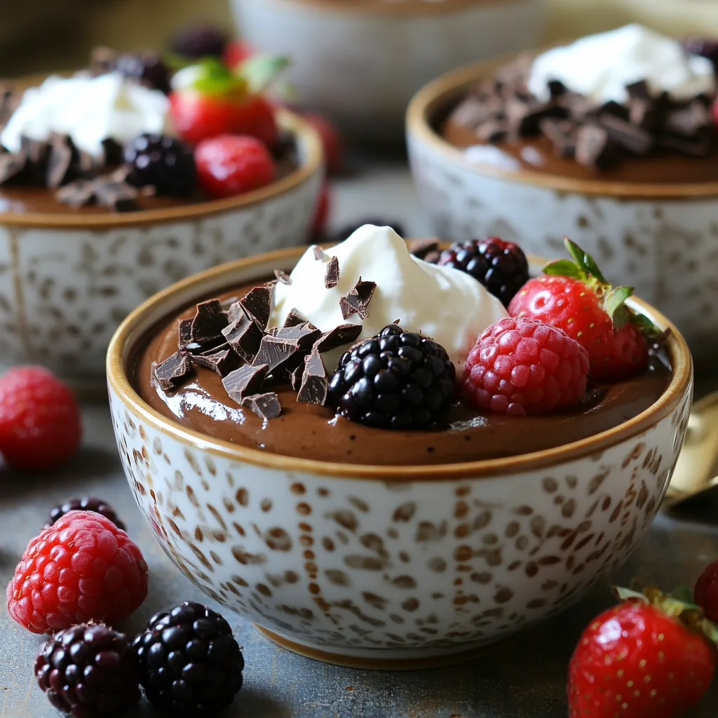 To make this yummy chocolate cottage cheese pudding, gather these simple ingredients: - 1 cup low-fat cottage cheese - 2 tablespoons unsweetened cocoa powder - 2 tablespoons honey or maple syrup - 1 teaspoon vanilla extract - 1/4 cup milk (any type) - A pinch of salt These ingredients blend together to create a rich and creamy dessert. The cottage cheese adds protein and a smooth texture. The cocoa powder gives it that deep chocolate flavor. When picking cottage cheese, look for low-fat or fat-free options. Check the label for fresh ingredients. Choose brands with no added sugars or fillers. The texture should be creamy and not too watery. A good cottage cheese will make your pudding taste better. You can add fun toppings to make your pudding even better. Consider these options: - Dark chocolate shavings - Fresh berries like strawberries or blueberries - A dollop of whipped cream These toppings not only add flavor but also make your dessert look fancy. You can mix and match to find your favorite combination! To start, gather your ingredients. You need low-fat cottage cheese, cocoa powder, honey or maple syrup, vanilla, milk, and salt. In a blender or food processor, add the cottage cheese, cocoa powder, honey, vanilla extract, milk, and a pinch of salt. Blend everything together. Make sure it becomes smooth and creamy. This is key for a rich pudding. While blending, stop to scrape down the sides. This ensures all ingredients mix well. If the pudding tastes less sweet than you like, add more honey or syrup. Blend again to mix in the new sweetness. The goal is a silky texture. A well-blended pudding makes for a delightful treat. Pour the mixture into bowls or cups. Place them in the fridge and chill for at least 30 minutes. This helps the flavors blend and the pudding to set. If you want to serve it later, chill it longer. When ready, top with dark chocolate shavings, fresh berries, or whipped cream for added flavor. Enjoy this simple yet delicious treat! To adjust sweetness, taste your pudding after blending. If it's not sweet enough, add more honey or maple syrup. Blend again to mix well. Always start with a small amount. You can increase sweetness to your liking. This way, you keep the flavor balanced. For the best texture, use a powerful blender or food processor. Blend on high for a smooth finish. If your blender struggles, pause to scrape down the sides. This helps mix all the ingredients evenly. Blend until creamy, with no lumps left. Presentation makes a big difference in how your pudding looks. Use clear cups or bowls to show off the layers. Top with dark chocolate shavings for a rich look. Fresh berries add color and freshness. A dollop of whipped cream can enhance the taste. Make it fun by letting guests choose their toppings! {{image_2}} You can easily adjust this recipe for your dietary needs. If you want a lower-calorie option, use fat-free cottage cheese. For those with lactose issues, try lactose-free cottage cheese. If you need to avoid honey, agave syrup works well. This pudding can be a fun canvas for flavors. You might add a tablespoon of almond butter or peanut butter for richness. A sprinkle of cinnamon or a dash of espresso powder can enhance the chocolate taste. You could also mix in some shredded coconut for a tropical twist. To make this pudding vegan, swap the cottage cheese for silken tofu. This will keep the creamy texture. Use maple syrup instead of honey. For milk, almond or oat milk are great choices. Blend everything as the recipe says, and enjoy a plant-based treat! To store any leftover chocolate cottage cheese pudding, place it in an airtight container. This helps keep the pudding fresh and tasty. Make sure to cover the container well to avoid any odors from the fridge. You can keep it in the fridge for up to three days. You can also freeze this pudding if you have extra. Use a freezer-safe container to prevent freezer burn. Scoop the pudding into the container and leave some space at the top. This allows the pudding to expand as it freezes. It can last for up to two months in the freezer. When you want to enjoy it again, move it to the fridge to thaw overnight. The pudding is best eaten fresh, but it can last in the fridge for three days. After that, check for signs of spoilage. If you see any changes in color or smell, it's best to toss it. A sour smell or watery texture means it’s no longer good to eat. Always trust your senses when deciding if food is safe. Yes, you can use flavored cottage cheese. It adds a twist to the taste. Try vanilla or strawberry for a fun change. Just keep in mind that it may change the sweetness of the pudding. Start with less sweetener and adjust as needed. To make this pudding dairy-free, use plant-based cottage cheese. There are many options available now. Look for brands made from almonds, cashews, or soy. For the milk, use almond, oat, or coconut milk. These swaps keep the creaminess while making it dairy-free. You can serve this pudding in many fun ways. Use clear cups to show off the creamy texture. Layer it with fresh fruit for a colorful treat. Try adding toppings like dark chocolate shavings or a dollop of whipped cream. You can even serve it with granola for crunch. Yes, this recipe is great for meal prep. You can make it ahead and store it in the fridge. Divide it into jars or containers for easy grab-and-go treats. It stays fresh for about three days. Just add your toppings right before eating for the best taste. In this blog post, we explored how to make a tasty pudding with cottage cheese. We covered the key ingredients, offered step-by-step instructions, and shared helpful tips for the best results. You learned how to adjust sweetness, create variations, and store leftovers properly. With these ideas, you can enjoy a delicious treat that fits your needs. Get creative with flavors and toppings. This pudding is simple, fun, and sure to impress!