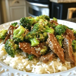 - 1 pound beef flank steak, thinly sliced against the grain - 4 cups broccoli florets - 3 cloves garlic, minced - 1 tablespoon ginger, minced - 1/4 cup low-sodium soy sauce - 2 tablespoons oyster sauce - 1 tablespoon cornstarch - 1 tablespoon sesame oil - 1/4 cup beef broth - 2 tablespoons vegetable oil The main ingredients are simple but tasty. Beef flank steak gives a nice texture. When you slice it against the grain, the meat stays tender. Broccoli florets add color and crunch. Garlic and ginger bring warmth and flavor. The sauces tie everything together, making each bite delicious. - 1 teaspoon red pepper flakes (optional) - Sesame seeds or chopped green onions for garnish Optional ingredients can elevate your dish. Red pepper flakes add heat if you like spice. Garnishes such as sesame seeds or green onions make your meal look fancy. They also add a bit of crunch and freshness. - Cooked jasmine rice or noodles For serving, jasmine rice or noodles work well. They soak up the tasty sauce. You can even mix the stir-fry into your rice or noodles for a hearty dish. This meal is quick, easy, and full of flavor, perfect for busy weeknights. To start, take your thinly sliced flank steak. In a bowl, combine the beef with 1/4 cup of low-sodium soy sauce and 1 tablespoon of cornstarch. Toss it well to ensure every piece is coated. Let it sit for about 15 minutes. This step helps tenderize the meat and adds flavor. Next, grab a large skillet or wok. Heat 1 tablespoon of vegetable oil over medium-high heat. Once it’s hot, add the marinated beef. Stir-fry for about 3 to 4 minutes. You want the beef to brown and cook through. Look for a nice sear, then remove the beef from the skillet and set it aside. In the same skillet, add the last tablespoon of vegetable oil. Toss in 3 cloves of minced garlic and 1 tablespoon of minced ginger. Stir-fry for about 30 seconds until fragrant. Then, add in 4 cups of broccoli florets. Stir-fry for another 3 to 4 minutes. You want the broccoli to be bright green and tender-crisp. Now it’s time to bring it all together. Return the beef to the skillet. Pour in 2 tablespoons of oyster sauce, 1 tablespoon of sesame oil, and 1/4 cup of beef broth. If you like some heat, add 1 teaspoon of red pepper flakes. Stir to mix everything well. Cook for an additional 2 to 3 minutes until the sauce thickens a bit. Enjoy your Beef and Broccoli stir-fry served over jasmine rice or noodles. For stir fry, flank steak works great. If you can't find it, consider these good options: - Sirloin - Ribeye - Top round When slicing beef, always cut against the grain. This makes it more tender and easy to chew. Aim for thin slices, about 1/4 inch thick. A sharp knife helps with clean cuts. You can adjust the flavor of your stir fry easily. Use these tips to make it your own: - Add more soy sauce for saltiness. - Increase oyster sauce for richness. - Mix in a bit of sugar for sweetness. To balance heat, add red pepper flakes carefully. Start with a small amount. Taste as you go to find your perfect mix. Using a wok is best for stir-frying. It heats evenly and allows for quick cooking. If you use a skillet, make sure it has high sides. This prevents spills and keeps everything in. For great texture, keep these in mind: - Don’t overcrowd the pan. - Stir-fry in batches if needed. - Cook on high heat for a nice sear. These tips will help you create a flavorful beef and broccoli stir fry every time. {{image_2}} You can make this dish even better by adding other vegetables. Carrots, bell peppers, and snap peas work great. They add color and crunch. You can also try seasonal veggies. In summer, zucchini and corn are fresh and tasty. In winter, use mushrooms or bok choy. If you want a change, use chicken, shrimp, or tofu. Chicken cooks fast, just like beef. Shrimp needs less time, about 2-3 minutes. Tofu absorbs flavors well. For it, cook until golden brown. Adjust your cooking times based on what protein you choose. For gluten-free sauce, use tamari instead of soy sauce. You can also skip the oyster sauce. Use a mix of garlic, ginger, and cornstarch for flavor. When cooking gluten-free, keep your wok or skillet clean. This avoids cross-contamination. To store your Beef and Broccoli stir fry, place it in an airtight container. This keeps the dish fresh longer. Cool it to room temperature before sealing it. Store it in the fridge for up to three days. Always check for any signs of spoilage before eating. If it smells sour or looks off, throw it out. To freeze the stir fry, let it cool fully first. Then, transfer it to a freezer-safe bag. Remove as much air as possible to avoid freezer burn. You can freeze it for up to three months. When ready to eat, thaw it overnight in the fridge. For reheating, use a skillet on low heat. Add a splash of water or broth to help it heat evenly. Stir often until it’s hot throughout. You can also use a microwave; just cover it to keep moisture in. Enjoy your quick meal again! Yes, you can make Beef and Broccoli Stir Fry ahead of time. After cooking, let it cool before storing. Place it in an airtight container. It can stay fresh in the fridge for up to three days. When ready to eat, reheat it in a skillet over medium heat. Add a splash of water or broth to keep it moist. You can serve Beef and Broccoli Stir Fry with jasmine rice or noodles. These options soak up the sauce well. For a twist, try cauliflower rice for a low-carb option. You can also add a side of spring rolls or a simple salad for crunch. To make your stir fry healthier, use less oil. You can reduce the amount of vegetable oil to one tablespoon. Add more vegetables like bell peppers or snap peas for extra fiber. Use low-sodium soy sauce to cut down on salt. Lastly, serve it with brown rice instead of white rice for more nutrients. Yes, you can easily cook this dish without beef. Try using chicken, shrimp, or tofu instead. If you choose tofu, use firm or extra-firm and press it to remove water. Adjust the cooking time based on the protein. This way, you can enjoy a tasty meal while keeping it vegetarian or vegan. Beef and broccoli stir fry is simple and tasty. We covered key ingredients like flank steak, broccoli, and sauces. You learned how to marinate beef and stir-fry for the best flavor. You can customize it with different veggies or proteins, too. Remember, stir fry can fit any meal. Store leftovers well, and enjoy them later. With these tips and tricks, you will create your own delicious meals. So grab your ingredients and get cooking!
