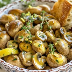 - Mixed mushrooms (cremini, shiitake, and button) - Unsalted butter - Garlic - Fresh herbs (parsley, thyme) - Dried oregano - Lemon zest and juice - Seasoning (salt and pepper) For this dish, I always choose fresh, high-quality ingredients. Start with one pound of mixed mushrooms. Cremini, shiitake, and button mushrooms work best together. Their flavors blend nicely. Next, you will need four tablespoons of unsalted butter. Butter adds richness and helps the mushrooms brown. Garlic is a star in this recipe. Use four cloves, minced finely. Garlic brings a deep flavor that pairs so well with mushrooms. Fresh herbs make a big difference. Use two tablespoons of chopped parsley and one tablespoon of fresh thyme. These herbs add brightness and aroma. Dried oregano adds depth. Just one teaspoon is enough. For a zesty kick, zest one lemon and squeeze the juice of half. The lemon brightens the dish. Finally, season with salt and pepper to taste. These simple seasonings enhance all the flavors. Gather these ingredients, and you're ready to make a savory delight! 1. Preheat the oven to 400°F (200°C). This helps the mushrooms cook evenly. 2. Melt 4 tablespoons of unsalted butter in a medium saucepan over medium heat. 3. Add 4 minced garlic cloves to the melted butter. Sauté for about 1 minute. You want that garlic to smell great, but not brown. 4. Remove the pan from heat. Stir in 2 tablespoons of chopped fresh parsley, 1 tablespoon of fresh thyme leaves, and 1 teaspoon of dried oregano. 5. Add the zest of 1 lemon and the juice of half a lemon. Season with salt and black pepper to taste. 1. In a mixing bowl, add 1 pound of cleaned and trimmed mixed mushrooms. Use cremini, shiitake, and button mushrooms for great flavor. 2. Pour the garlic herb butter mixture over the mushrooms. Gently toss them to coat them evenly. 3. Spread the coated mushrooms on a parchment-lined baking sheet. Make sure they are in a single layer. 4. Roast the mushrooms in the oven for 20-25 minutes. Stir halfway through to cook evenly. Look for golden and tender mushrooms. 1. Once they are done, take the mushrooms out of the oven. Let them cool for a couple of minutes. 2. For serving, place the mushrooms in a decorative bowl. Sprinkle with extra chopped parsley for color. 3. Pair them with crusty bread or serve as a side dish. Enjoy the savory delight! How to cut mushrooms properly Cut mushrooms into even pieces. This helps them cook at the same rate. For button mushrooms, slice them in halves or quarters. For larger shiitake or cremini mushrooms, cut them in thick slices. Keep the size uniform for best results. Ensuring even roasting To roast mushrooms evenly, spread them out on the baking sheet. Do not crowd them. This allows hot air to move around each piece. Stir the mushrooms halfway through cooking. This adds to a perfect golden color and texture. Adding additional herbs or spices Feel free to mix in other herbs. Try rosemary or basil for a twist. You can also add a pinch of red pepper flakes for heat. This makes the dish more exciting and flavorful. Using alternative fats (olive oil) If you want a lighter option, use olive oil instead of butter. It gives a different flavor and is a healthier choice. You can combine both for a richer taste. Serving ideas Serve the roasted mushrooms in a decorative bowl. This can impress your guests. Consider pairing them with crusty bread to soak up the juices. Garnishing for visual appeal Sprinkle extra chopped parsley on top for color. You can also add some lemon slices around the bowl. This adds a fresh look and makes the dish pop. {{image_2}} You can switch things up for a vegan or dairy-free option. Use olive oil instead of butter. This change keeps the dish rich and flavorful. You can also try different mushroom types. Portobello, oyster, or even chanterelles add unique flavors. Each variety brings its own taste and texture to the dish. These garlic herb butter roasted mushrooms pair well with proteins like chicken or steak. The savory mushrooms balance the meat's richness. You can also serve them as an appetizer or side dish. They make a great addition to any meal. Serve them warm in a bowl or on a platter. A sprinkle of fresh herbs on top adds a nice touch. If you want a quick option, sauté the mushrooms instead of roasting. Heat some oil in a pan, add the mushrooms, and cook until tender. This method gives you a lovely sear and keeps the flavors bright. You can also grill the mushrooms for a smoky taste. Just toss them in a grill basket and cook until charred. This adds a nice depth of flavor. After you enjoy your Garlic Herb Butter Roasted Mushrooms, store any leftovers quickly. Let the mushrooms cool to room temperature first. This step helps prevent moisture buildup, which can lead to sogginess. Use an airtight container for storage. This keeps the mushrooms fresh and flavorful. You can keep them in the fridge for up to three days. To reheat your mushrooms, avoid using the microwave. Instead, use an oven or a skillet. Set your oven to 350°F (175°C). Place the mushrooms on a baking sheet and warm them for about 10 minutes. This method helps keep the mushrooms crispy and tasty. If using a skillet, heat it on low and add the mushrooms. Stir them gently until warmed. If you want to save the mushrooms for later, freezing is a great option. First, spread the cooled mushrooms on a baking sheet in a single layer. Freeze them for about an hour. This process prevents them from sticking together. Once frozen, transfer the mushrooms to a freezer-safe bag. They can last up to three months in the freezer. When ready to eat, thaw them in the fridge overnight and reheat as mentioned above. For this recipe, I love using a mix of cremini, shiitake, and button mushrooms. Each type brings its own flavor and texture. Cremini mushrooms are firm and rich. Shiitake mushrooms add a nice, earthy taste. Button mushrooms are mild and tender. You can also try other varieties like portobello or oyster mushrooms. The key is to mix them for a tasty bite. Yes, you can prepare these mushrooms ahead of time. You can clean and trim the mushrooms and make the herb butter mix. Store both in the fridge for up to a day. When you are ready to cook, toss them together and roast as directed. If you want the best flavor, cook them fresh. However, prepping ahead saves time. You will know the mushrooms are done when they turn golden brown and feel tender. This usually takes about 20 to 25 minutes in the oven. Stir them halfway through to ensure even cooking. If they release a nice aroma and look caramelized, they are ready to serve. Enjoy them warm for the best taste! In this post, we explored garlic herb butter roasted mushrooms. We discussed essential ingredients, step-by-step instructions, and great tips. I shared ways to enhance flavor and present dishes appealingly. You can even modify this dish for different diets or cooking methods. Mushrooms are versatile and easy to prepare. With simple techniques, you can create a tasty dish. Enjoy this recipe and make it your own!