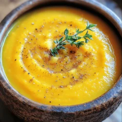 - 1 medium butternut squash, peeled and diced - 2 apples (preferably Granny Smith or Honeycrisp), peeled and diced - 1 medium onion, chopped - 3 cloves garlic, minced - 4 cups vegetable broth - 1 tablespoon olive oil - 1 teaspoon fresh thyme leaves (or ½ teaspoon dried thyme) - 1 teaspoon ground cinnamon - ¼ teaspoon nutmeg - Salt and pepper to taste - ½ cup coconut milk (optional for creaminess) - Fresh thyme sprigs for garnish This soup bursts with flavors from the squash and apples. The thyme adds a nice touch. Each ingredient plays a key role in making this soup special. The butternut squash gives it a sweet base, while the apples add a tart note. - ½ cup coconut milk Adding coconut milk makes the soup smooth and rich. It gives a creamy texture without dairy. If you like a lighter soup, skip this ingredient. Either way, the soup remains delicious and satisfying. - Large pot - Immersion blender (or regular blender) - Chopping knife - Cutting board - Measuring cups and spoons These tools help you prepare the soup easily. A large pot is essential for cooking. An immersion blender makes smooth soup without extra mess. If you use a regular blender, let the soup cool to avoid splatter. Start by gathering your ingredients. You will need: - 1 medium butternut squash, peeled and diced - 2 apples, peeled and diced (Granny Smith or Honeycrisp work well) - 1 medium onion, chopped - 3 cloves garlic, minced - 4 cups vegetable broth - 1 tablespoon olive oil - 1 teaspoon fresh thyme leaves (or ½ teaspoon dried thyme) - 1 teaspoon ground cinnamon - ¼ teaspoon nutmeg - Salt and pepper to taste - ½ cup coconut milk (optional for creaminess) - Fresh thyme sprigs for garnish Make sure to wash the squash and apples. Use a sharp knife to peel and dice them. Chop the onion and mince the garlic. This prep makes cooking easier. In a large pot, heat the olive oil over medium heat. Add the chopped onion. Stir and cook until it turns soft and clear, about 5 minutes. Next, add the minced garlic and cook for another minute. This step brings out great flavors. Now, add the diced butternut squash and apples to the pot. Mix them well. Pour in the vegetable broth, covering all the ingredients. Bring the mixture to a boil. Once boiling, reduce the heat and let it simmer. Cook for around 20-25 minutes or until the squash is soft enough to break apart with a fork. After that, stir in the fresh thyme, cinnamon, nutmeg, salt, and pepper. If you want creaminess, add the coconut milk and mix well. This will give your soup a rich flavor. Now it’s time to blend the soup. If you have an immersion blender, use it directly in the pot. Blend until the soup is smooth. If using a regular blender, let the soup cool a bit first. Blend in batches to avoid spills. Once blended, taste the soup. Adjust the seasoning if needed. You may want to add more salt, pepper, or thyme to enhance the flavor. Serve the soup hot, and garnish each bowl with a sprig of fresh thyme. This adds a nice touch and makes it look beautiful. Enjoy your warm bowl of butternut squash and apple soup! To choose a good butternut squash, look for one that feels heavy for its size. The skin should be smooth and tan. Avoid any with dark spots or soft areas. For apples, I recommend Granny Smith or Honeycrisp. These apples add a nice tartness. Pick apples that are firm and shiny. Check for any bruises or blemishes. If you have leftover soup, let it cool first. Then, store it in an airtight container. Place it in the fridge if you plan to eat it within a few days. For longer storage, freeze the soup. It will keep well for up to three months. When reheating, stir well to mix any separated ingredients. To boost the flavor, try adding a splash of apple cider vinegar. This will give the soup a bright note. For extra creaminess, use more coconut milk. You can also garnish with roasted pumpkin seeds or croutons for crunch. If you love spice, a pinch of cayenne pepper can add warmth. {{image_2}} You can use many types of apples in this soup. Granny Smith apples offer a nice tartness. Honeycrisp apples bring a sweet crunch that balances well. Fuji and Gala apples also work well if you want a sweeter note. Mix different apples for extra depth in flavor. Each type adds its unique taste to the dish. If you're looking for healthier choices, consider these options. Replace coconut milk with almond milk for fewer calories. You can skip the oil and use vegetable broth to sauté the onion. For a lower-carb option, swap butternut squash with cauliflower. This option keeps the soup light yet flavorful. You can also add more veggies, like carrots or celery, for added nutrients. Serve this soup with crusty bread for a complete meal. A side salad can add freshness and crunch. For a fancy touch, drizzle some balsamic glaze on top. Garnish with pumpkin seeds for extra texture. You can also pair it with a light white wine. This soup is perfect for cozy dinners or as a starter at a gathering. You can store leftover butternut squash and apple soup in a sealed container. Place the soup in the fridge. It stays fresh for up to four days. Make sure it cools down first. This helps keep the soup tasty. To freeze the soup, pour it into freezer-safe bags or containers. Leave some space at the top. The soup expands when frozen. It can last up to three months in the freezer. When you're ready, just thaw it in the fridge overnight. When it's time to enjoy your soup again, reheat it on the stove. Use low heat and stir often. This helps it warm evenly. You can also use the microwave if you're in a hurry. Place the soup in a microwave-safe bowl and cover it. Heat in short bursts, stirring in between. Enjoy your warm and cozy soup! Yes, you can use frozen butternut squash. It saves time and is convenient. Just make sure to thaw it before you cook. This soup will still taste great. Yes, this soup is vegan-friendly. It uses vegetable broth and coconut milk. You can enjoy it without any animal products. You can store the soup in the refrigerator for up to five days. Make sure to keep it in an airtight container. This way, it stays fresh and tasty. Absolutely! You can add carrots, sweet potatoes, or even spinach. Just chop them small and add them when you cook the squash and apples. This adds more flavors and nutrients. This soup goes well with crusty bread or a fresh salad. You can also serve it with a dollop of yogurt or sour cream on top. These side dishes will make your meal complete. Butternut squash and apple soup is warm, easy, and tasty. We discussed the key ingredients, tools, and steps to make it. You learned tips for picking squash and apples, storing leftovers, and adding flavor. Variations let you customize the soup to your taste. Now you’re ready to cook and share this dish. Enjoy a bowl of comfort that warms your heart and brings smiles to faces. Happy cooking!