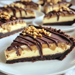 - 1 1/2 cups chocolate cookie crumbs - 1/2 cup unsalted butter, melted - 1 cup creamy peanut butter - 1 cup powdered sugar - 8 oz cream cheese, softened - 1 teaspoon vanilla extract - 1 cup whipped cream (store-bought or homemade) - 1/4 cup chocolate chips (for garnish) - 2 tablespoons crushed peanuts (for garnish) Chocolate cookie crumbs form the base of this pie. You can use crushed Oreos or chocolate graham crackers. If you want a gluten-free option, use gluten-free cookies. Unsalted butter is best, but salted butter works too. Just skip the extra salt in the crust. Creamy peanut butter gives a smooth texture, but crunchy peanut butter adds a fun crunch. For a lighter filling, swap cream cheese for Greek yogurt. Always pick fresh ingredients for the best taste. Check the dates on the cream cheese and whipped cream. Use high-quality chocolate chips for the best garnish. When choosing peanut butter, look for natural options with no added sugar. They taste richer and less sweet, enhancing the pie's flavor. Quality ingredients make a big difference in this simple treat. 1. Make the crust: In a medium bowl, mix 1 1/2 cups of chocolate cookie crumbs with 1/2 cup of melted unsalted butter. Stir until the crumbs are fully coated in butter. 2. Form the crust: Press the cookie mixture into a 9-inch pie pan. Make sure it covers the bottom and sides. Compact it evenly to hold its shape. 3. Mix the filling: In another bowl, beat 8 oz of softened cream cheese until smooth. This creates a creamy base. 4. Add peanut butter mix: Add 1 cup of creamy peanut butter, 1 cup of powdered sugar, and 1 teaspoon of vanilla extract to the cream cheese. Mix until creamy and well blended. 5. Fold in whipped cream: Gently fold in 1 cup of whipped cream. This keeps the filling light and fluffy. 6. Fill the crust: Pour the peanut butter filling into the chocolate crust. Use a spatula to spread it evenly. 7. Chill the pie: Cover the pie with plastic wrap. Refrigerate for at least 4 hours. This helps it firm up. 8. Garnish: Before serving, melt 1/4 cup of chocolate chips. Drizzle them over the pie. Sprinkle 2 tablespoons of crushed peanuts on top for extra crunch. - Crust: Use a flat-bottomed cup to press the crust firmly. This helps it hold together. - Cream cheese: Make sure the cream cheese is really soft. This makes mixing easier. - Whipped cream: If making homemade whipped cream, whip it until soft peaks form for better texture. - Chilling: The longer you chill, the firmer it gets. Overnight is best if you can wait! - Garnish: For a fun twist, add a drizzle of caramel sauce along with chocolate. Include images showing each step: - Mixing the crust ingredients. - Pressing the crust into the pie pan. - Beating the cream cheese until smooth. - Folding in the whipped cream. - The finished pie before garnishing. These visuals guide you and give a clear picture of what to expect. To make your pie extra creamy, use full-fat cream cheese. It gives a rich texture. Also, whip the cream until soft peaks form. This keeps the filling light and airy. When mixing in the whipped cream, fold gently. This keeps the air in, making it fluffier. You can also add a bit more peanut butter for a stronger flavor. One common mistake is not letting the cream cheese soften. If it's cold, it won't mix well. This can lead to lumps in your filling. Another mistake is rushing the chilling time. The pie needs at least four hours in the fridge. If you skip this, the pie won't hold its shape. Lastly, be careful when pressing the crust. If it’s too loose, it will crumble when you slice it. For the best experience, slice the pie into wedges. Serve each wedge on a plate for a nice look. You can add a dollop of whipped cream on top. Chocolate shavings also add a touch of elegance. For a fun twist, serve with fresh berries. They add a nice tartness that pairs well with the sweet pie. Enjoying this pie chilled will bring out its creamy goodness. {{image_2}} You can mix in some fun flavors to your pie. Try adding a swirl of caramel for a sweet touch. You can also fold in some mini chocolate chips for extra chocolate in every bite. Want a nutty crunch? Toss in crushed pretzels for a salty bite. These add-ins can change the whole pie, making it more exciting. While chocolate cookie crumbs work well, you can be creative with the crust. For a healthier choice, use graham cracker crumbs. You could also try an oatmeal crust for a chewy texture. If you want a gluten-free option, use gluten-free cookie crumbs. This way, you still enjoy the pie without gluten. Making this pie fit different diets is easy. For a gluten-free version, use gluten-free cookies for the crust. If you want a vegan pie, swap cream cheese for a vegan cream cheese. Use maple syrup instead of powdered sugar for sweetness. You can also replace whipped cream with coconut whipped cream. These changes keep the pie delicious and friendly for more diets. To keep your pie fresh, cover it well. Use plastic wrap or foil. This stops air from getting in. You can store the pie in the fridge for up to five days. Make sure to keep it in a cool spot. If you notice any crust softening, eat it soon! You can freeze this pie for later! First, let the pie set completely in the fridge. After that, wrap it tightly in plastic wrap. Then, place it in a freezer-safe container. It can stay frozen for up to two months. To serve, thaw it in the fridge overnight before enjoying. No need to reheat this pie! It tastes best cold. When serving, slice it into wedges. If you want, add extra whipped cream or chocolate shavings. This makes it look fancy and fun. Enjoy your delicious treat! To make this pie, start by mixing chocolate cookie crumbs with melted butter. Press this mixture into your pie pan to form the crust. In a separate bowl, beat softened cream cheese until smooth. Then, mix in creamy peanut butter, powdered sugar, and vanilla extract. Fold in whipped cream gently. Pour this filling into the crust and spread it evenly. Cover the pie and refrigerate for at least four hours until it’s firm. Drizzle melted chocolate chips on top and add crushed peanuts for a nice crunch. Yes, you can use crunchy peanut butter if you want more texture. This will add a fun crunch to each bite. Just keep in mind that it may change the creaminess of the filling. Some like the extra bite, while others prefer a smooth texture. It’s all about your taste! The pie needs to set in the refrigerator for at least four hours. This helps it firm up properly. If you have time, letting it set overnight can make it even better. The flavors blend well, and the pie gets creamier with extra time. Just be patient; it will be worth the wait! This blog gives you all you need to make a great no-bake chocolate peanut butter pie. We covered ingredients, step-by-step instructions, tips, variations, storage, and common questions. With these details, you can avoid mistakes and impress everyone with your pie. Remember to choose quality ingredients and explore flavors that fit your taste. Now, you are ready to create an amazing dessert that brings joy to every occasion! Enjoy your baking adventure!