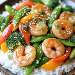 For this dish, you need 1 pound of large shrimp. Make sure they are peeled and deveined. Fresh shrimp works best, but frozen shrimp is fine too. Just remember to thaw them first. The shrimp should be firm and pink for the best taste. The sauce is what brings this meal to life. You will need: - 2 tablespoons honey - 3 cloves of garlic, minced - 1 tablespoon soy sauce - 1 tablespoon sesame oil This mix creates a sweet and savory flavor that pairs well with the shrimp. Honey adds a touch of sweetness, while garlic gives it a nice kick. You can use 2 cups of mixed vegetables to add color and crunch. I love using bell peppers, snap peas, and broccoli. They cook quickly and keep their shape well. Feel free to swap in other veggies like carrots or zucchini if you prefer. Just cut them into bite-sized pieces for even cooking. First, take your large shrimp and peel them if you haven’t done so. Then, place the shrimp in a medium bowl. Add 2 tablespoons of honey and 3 cloves of minced garlic. Next, pour in 1 tablespoon of soy sauce and a pinch of salt and pepper. Mix everything well. This blend makes the shrimp sweet and savory. Let the shrimp marinate for about 15 to 20 minutes. This step allows the flavors to soak in. While the shrimp marinates, heat 2 tablespoons of vegetable oil in a large pan or a wok over medium-high heat. When the oil is hot, add the marinated shrimp to the pan. You will want to sauté the shrimp for about 3 to 4 minutes. They should turn pink and look cooked. Once done, remove the shrimp from the pan and set them aside. This step ensures the shrimp stays juicy. In the same pan, add your 2 cups of mixed vegetables, like bell peppers, snap peas, and broccoli. Stir-fry these veggies for about 3 to 5 minutes. You want them to be vibrant and slightly tender, but not mushy. Once they are ready, return the cooked shrimp to the pan. Pour in 1 tablespoon of sesame oil to add depth. Mix everything well. To thicken the sauce, use the cornstarch slurry you made earlier. Stir it in until the sauce coats the shrimp and veggies evenly. This gives the dish a glossy finish. Garnish with sliced green onions and sesame seeds before serving. Enjoy your meal! To get the best texture for your shrimp, start with fresh shrimp. If you use frozen shrimp, thaw them first. Marinating the shrimp is key. The honey and soy sauce not only add flavor but also help keep the shrimp juicy. When cooking, do not overcrowd the pan. This allows the shrimp to sear nicely and not steam. Cook them just until they turn pink, about 3-4 minutes. Marinating shrimp is simple and fun. Combine honey, garlic, and soy sauce in a bowl. This mix gives the shrimp a sweet and savory taste. Let the shrimp soak in the marinade for 15-20 minutes. This step is crucial. It allows the flavors to soak deep into the shrimp. If you want more flavor, add a splash of lime juice or a pinch of red pepper flakes. Cooking the vegetables properly makes a big difference. Use a hot pan, so they cook fast. Stir-fry them for 3-5 minutes. This keeps them crisp and colorful. Try using a mix of bell peppers, snap peas, and broccoli. Each veggie adds unique taste and texture. Toss them in with the shrimp and sauce at the end. This way, they soak up all the flavors without getting too soft. {{image_2}} If you want to switch up the protein, shrimp is just one choice. You can use chicken, beef, or tofu. Each option offers a unique taste. For chicken, use boneless, skinless thighs or breasts. Cut them into bite-sized pieces. For beef, flank steak works well. Slice it thinly against the grain. If you prefer tofu, opt for firm or extra-firm tofu. Press it to remove extra water, then cube it. Adjust the cooking time based on your choice. Cook chicken and beef until they reach the right temperature. Tofu cooks quickly, just until golden. To make a vegetarian version, simply skip the shrimp. Instead, add more vegetables. Use a mix of colorful bell peppers, carrots, and snap peas. You can also include mushrooms for texture. To keep the flavor rich, use a plant-based sauce. Swap honey with maple syrup or agave nectar. This keeps the dish sweet but plant-friendly. A splash of soy sauce adds depth. You can also toss in some cooked quinoa or rice for extra heartiness. This makes a great meal for everyone, even meat lovers! If you like a kick, add spices to your stir fry. Start with red pepper flakes or sriracha for a quick heat boost. A teaspoon of chili paste can also work well. Mix it into the marinade for a spicy shrimp flavor. If you want to explore more, try fresh ginger or chopped jalapeños. They add warmth and a fresh taste. Adjust the spice level to your liking. Remember, you can always add more but can't take it out! Enjoy the heat while balancing it with the sweet honey glaze. To keep your Honey Garlic Shrimp Stir Fry fresh, place leftovers in an airtight container. Make sure to let it cool down first. Store it in the fridge for up to three days. If you want to enjoy it later, consider freezing it. When you're ready to eat, reheat the stir fry in a pan. Use medium heat and stir often. This helps the shrimp and veggies heat evenly. You can also microwave it for about two minutes. Just cover it to keep moisture in. If you choose to freeze your stir fry, pack it in a freezer-safe bag. Remove as much air as possible to prevent freezer burn. It will stay good for up to three months. To use, thaw it overnight in the fridge before reheating. Yes, you can use frozen shrimp. Just be sure to thaw them first. Place the shrimp in cold water for about 15-20 minutes. This helps them cook evenly. Sometimes, frozen shrimp can have extra water. Pat them dry before marinating. This will help the sauce stick better. If you need a substitute for honey, try using maple syrup or agave nectar. Both options add sweetness like honey. You can also use brown sugar mixed with a bit of water. This mix gives a similar taste and texture. Remember, you might want to adjust the amount based on your taste. Yes, you can make this dish gluten-free. Use tamari instead of soy sauce. Tamari has a similar flavor but is gluten-free. Also, check that your cornstarch is gluten-free. Most brands are, but it’s always good to check. This way, you can enjoy the meal without worry. You now have a complete guide on cooking shrimp with a sweet and savory sauce. We explored ingredients, from shrimp to veggies, and provided clear steps for marinating and cooking. I shared tips to get the best texture and flavor. You can even customize this dish with different proteins or spices. Finally, I included easy storage methods for leftovers. Enjoy making this tasty meal anytime!