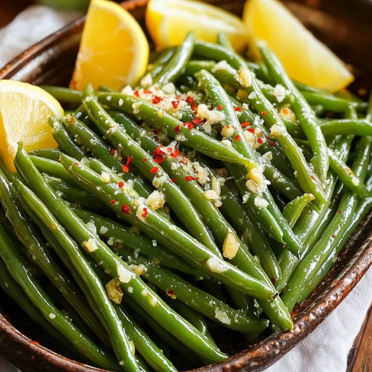 - 1 pound fresh green beans, trimmed - 3 tablespoons olive oil - 4 cloves garlic, minced - 1/2 cup grated Parmesan cheese - 1 teaspoon garlic powder - 1 teaspoon onion powder - 1/2 teaspoon red pepper flakes (optional for heat) - Salt and black pepper to taste - Lemon wedges for serving (optional) To make tasty air fryer garlic Parmesan green beans, choose fresh green beans. Look for bright green color and firm texture. Avoid beans that are limp or have brown spots. Fresh garlic adds strong flavor. For Parmesan, use a block and grate it yourself. This cheese melts better and tastes fresher than pre-grated options. If you can't find fresh green beans, use frozen ones. Just adjust the cooking time. For olive oil, avocado oil works too. You can swap garlic with garlic powder if needed. If you want less cheese, cut the Parmesan by half. For a spicy kick, try adding cayenne pepper instead of red pepper flakes. First, gather all your ingredients. You will need 1 pound of fresh green beans, 3 tablespoons of olive oil, 4 cloves of minced garlic, and 1/2 cup of grated Parmesan cheese. You will also use 1 teaspoon of garlic powder, 1 teaspoon of onion powder, and 1/2 teaspoon of red pepper flakes if you like some heat. Don’t forget salt and black pepper to taste. Next, trim the ends of the green beans. This step helps them cook better. Then, in a large mixing bowl, combine the green beans with olive oil, minced garlic, garlic powder, onion powder, red pepper flakes, salt, and black pepper. Toss the beans well to coat them evenly. Now, preheat your air fryer to 380°F (190°C) for about five minutes. Once heated, sprinkle the grated Parmesan cheese over the green beans. Toss again to mix the cheese into the beans. Place the seasoned green beans in the air fryer basket. Spread them out in a single layer. This way, they cook evenly. Depending on your air fryer size, you may need to cook in batches. Cook the green beans for 8 to 10 minutes. Be sure to shake the basket halfway through. This helps them crisp up nicely. When they are tender and slightly crispy, they are ready. Once done, transfer the green beans to a serving dish. If you like, squeeze fresh lemon juice over them. This adds a bright flavor that complements the garlic and cheese. Enjoy your delicious garlic Parmesan green beans! To get crispy green beans, follow these steps: - Preheat the air fryer to 380°F (190°C). This helps cook them evenly. - Use fresh green beans. They tend to be crisper than frozen ones. - Don’t overcrowd the basket. This allows hot air to circulate and crisp the beans. - Shake the basket halfway through. This ensures all sides get crispy. Avoid these common mistakes for the best results: - Forgetting to trim the green beans. This step is key for even cooking. - Not using enough oil. A little olive oil helps the seasonings stick and adds flavor. - Skipping the cheese. Parmesan adds a nice crunch and taste. - Overcooking. Keep an eye on the timer. They should be tender, not mushy. You can boost the flavor in fun ways: - Add more garlic. If you love garlic, use extra minced garlic or garlic powder. - Try red pepper flakes. This adds heat if you like spicy food. - Use lemon juice. A squeeze of lemon at the end brightens the dish. - Experiment with herbs. Fresh herbs like parsley or thyme can add freshness. {{image_2}} Want some heat? Just add red pepper flakes. Use one teaspoon for a mild kick. If you love spice, double the amount. The heat mixes well with garlic and Parmesan. This blend makes each bite exciting. Serve these spicy green beans as a side dish or snack. For a bright taste, add lemon juice. Simply squeeze fresh lemon over the cooked green beans. This adds a fresh zing that balances the rich cheese. Lemon pairs nicely with garlic, making the dish pop. Try serving with lemon wedges for extra fun. You can mix in nuts for crunch. Toasted almonds or walnuts work best. They add flavor and texture. You can also try adding other veggies. Cut carrots or bell peppers into thin strips. Toss them with the green beans and cook together. This makes your meal colorful and even tastier. To keep your Air Fryer Garlic Parmesan Green Beans fresh, let them cool first. Place the green beans in an airtight container. This helps keep them tasty and prevents sogginess. Store them in the fridge. They will last up to three days. If you want to keep them longer, consider freezing. When you are ready to eat the leftovers, reheating is easy. Use your air fryer for best results. Set it to 350°F (175°C) and heat the beans for about 5 minutes. This makes them crispy again. You can also use a microwave. Just heat them for 30 seconds to 1 minute. They may not be as crispy, but they will still taste great. If you want to freeze your green beans, follow these steps. First, let them cool completely. Then, place them in a freezer-safe bag. Try to remove as much air as possible. Label the bag with the date. You can freeze them for up to three months. When you are ready to use them, thaw in the fridge and reheat. Enjoy your tasty green beans anytime! Yes, you can use frozen green beans. Just make sure to thaw them first. Pat them dry with a paper towel to avoid extra moisture. This helps them crisp up nicely in the air fryer. Cook them for about 10-12 minutes, shaking the basket halfway through. To make green beans without Parmesan, skip the cheese. Use salt, pepper, olive oil, and garlic for flavor. You can also add lemon juice or your favorite herbs. The green beans will still taste great. Just follow the same cooking steps. For most vegetables, a temperature of 380°F (190°C) works well. This heat cooks them through and helps them crisp up. You can cook them for about 8-12 minutes. Shake the basket halfway to ensure even cooking. Always check for doneness; they should be tender and slightly crispy. In this article, we explored how to make delicious green beans. We went over fresh ingredients, step-by-step cooking, and handy tips. You now know ingredient substitutions and ways to avoid common mistakes. We also covered tasty variations and how to store leftovers properly. Fresh green beans can be a delightful side dish. With these tips, you can impress at any meal. Enjoy making and sharing your yummy green beans!