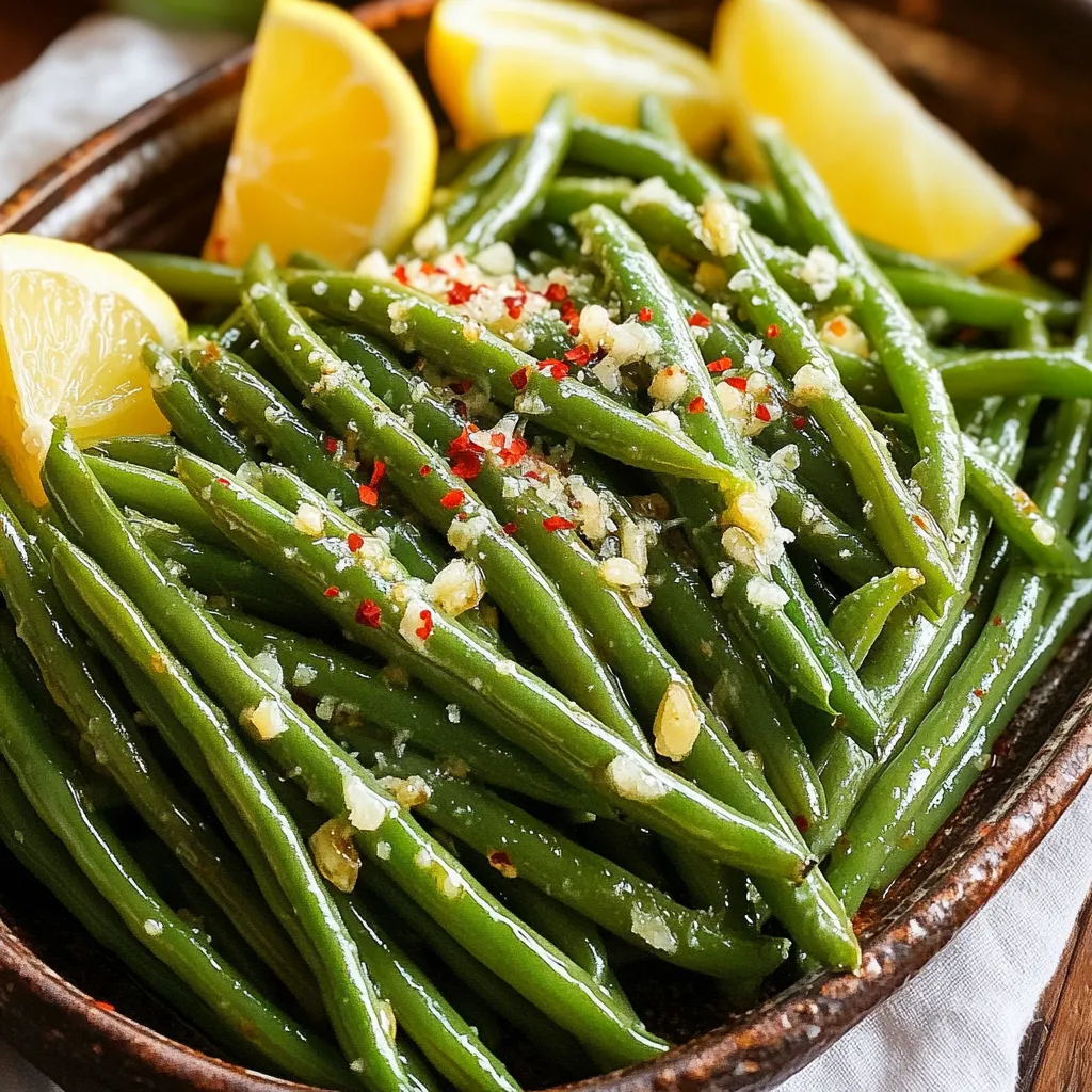 - 1 pound fresh green beans, trimmed - 3 tablespoons olive oil - 4 cloves garlic, minced - 1/2 cup grated Parmesan cheese - 1 teaspoon garlic powder - 1 teaspoon onion powder - 1/2 teaspoon red pepper flakes (optional for heat) - Salt and black pepper to taste - Lemon wedges for serving (optional) To make tasty air fryer garlic Parmesan green beans, choose fresh green beans. Look for bright green color and firm texture. Avoid beans that are limp or have brown spots. Fresh garlic adds strong flavor. For Parmesan, use a block and grate it yourself. This cheese melts better and tastes fresher than pre-grated options. If you can't find fresh green beans, use frozen ones. Just adjust the cooking time. For olive oil, avocado oil works too. You can swap garlic with garlic powder if needed. If you want less cheese, cut the Parmesan by half. For a spicy kick, try adding cayenne pepper instead of red pepper flakes. First, gather all your ingredients. You will need 1 pound of fresh green beans, 3 tablespoons of olive oil, 4 cloves of minced garlic, and 1/2 cup of grated Parmesan cheese. You will also use 1 teaspoon of garlic powder, 1 teaspoon of onion powder, and 1/2 teaspoon of red pepper flakes if you like some heat. Don’t forget salt and black pepper to taste. Next, trim the ends of the green beans. This step helps them cook better. Then, in a large mixing bowl, combine the green beans with olive oil, minced garlic, garlic powder, onion powder, red pepper flakes, salt, and black pepper. Toss the beans well to coat them evenly. Now, preheat your air fryer to 380°F (190°C) for about five minutes. Once heated, sprinkle the grated Parmesan cheese over the green beans. Toss again to mix the cheese into the beans. Place the seasoned green beans in the air fryer basket. Spread them out in a single layer. This way, they cook evenly. Depending on your air fryer size, you may need to cook in batches. Cook the green beans for 8 to 10 minutes. Be sure to shake the basket halfway through. This helps them crisp up nicely. When they are tender and slightly crispy, they are ready. Once done, transfer the green beans to a serving dish. If you like, squeeze fresh lemon juice over them. This adds a bright flavor that complements the garlic and cheese. Enjoy your delicious garlic Parmesan green beans! To get crispy green beans, follow these steps: - Preheat the air fryer to 380°F (190°C). This helps cook them evenly. - Use fresh green beans. They tend to be crisper than frozen ones. - Don’t overcrowd the basket. This allows hot air to circulate and crisp the beans. - Shake the basket halfway through. This ensures all sides get crispy. Avoid these common mistakes for the best results: - Forgetting to trim the green beans. This step is key for even cooking. - Not using enough oil. A little olive oil helps the seasonings stick and adds flavor. - Skipping the cheese. Parmesan adds a nice crunch and taste. - Overcooking. Keep an eye on the timer. They should be tender, not mushy. You can boost the flavor in fun ways: - Add more garlic. If you love garlic, use extra minced garlic or garlic powder. - Try red pepper flakes. This adds heat if you like spicy food. - Use lemon juice. A squeeze of lemon at the end brightens the dish. - Experiment with herbs. Fresh herbs like parsley or thyme can add freshness. {{image_2}} Want some heat? Just add red pepper flakes. Use one teaspoon for a mild kick. If you love spice, double the amount. The heat mixes well with garlic and Parmesan. This blend makes each bite exciting. Serve these spicy green beans as a side dish or snack. For a bright taste, add lemon juice. Simply squeeze fresh lemon over the cooked green beans. This adds a fresh zing that balances the rich cheese. Lemon pairs nicely with garlic, making the dish pop. Try serving with lemon wedges for extra fun. You can mix in nuts for crunch. Toasted almonds or walnuts work best. They add flavor and texture. You can also try adding other veggies. Cut carrots or bell peppers into thin strips. Toss them with the green beans and cook together. This makes your meal colorful and even tastier. To keep your Air Fryer Garlic Parmesan Green Beans fresh, let them cool first. Place the green beans in an airtight container. This helps keep them tasty and prevents sogginess. Store them in the fridge. They will last up to three days. If you want to keep them longer, consider freezing. When you are ready to eat the leftovers, reheating is easy. Use your air fryer for best results. Set it to 350°F (175°C) and heat the beans for about 5 minutes. This makes them crispy again. You can also use a microwave. Just heat them for 30 seconds to 1 minute. They may not be as crispy, but they will still taste great. If you want to freeze your green beans, follow these steps. First, let them cool completely. Then, place them in a freezer-safe bag. Try to remove as much air as possible. Label the bag with the date. You can freeze them for up to three months. When you are ready to use them, thaw in the fridge and reheat. Enjoy your tasty green beans anytime! Yes, you can use frozen green beans. Just make sure to thaw them first. Pat them dry with a paper towel to avoid extra moisture. This helps them crisp up nicely in the air fryer. Cook them for about 10-12 minutes, shaking the basket halfway through. To make green beans without Parmesan, skip the cheese. Use salt, pepper, olive oil, and garlic for flavor. You can also add lemon juice or your favorite herbs. The green beans will still taste great. Just follow the same cooking steps. For most vegetables, a temperature of 380°F (190°C) works well. This heat cooks them through and helps them crisp up. You can cook them for about 8-12 minutes. Shake the basket halfway to ensure even cooking. Always check for doneness; they should be tender and slightly crispy. In this article, we explored how to make delicious green beans. We went over fresh ingredients, step-by-step cooking, and handy tips. You now know ingredient substitutions and ways to avoid common mistakes. We also covered tasty variations and how to store leftovers properly. Fresh green beans can be a delightful side dish. With these tips, you can impress at any meal. Enjoy making and sharing your yummy green beans!