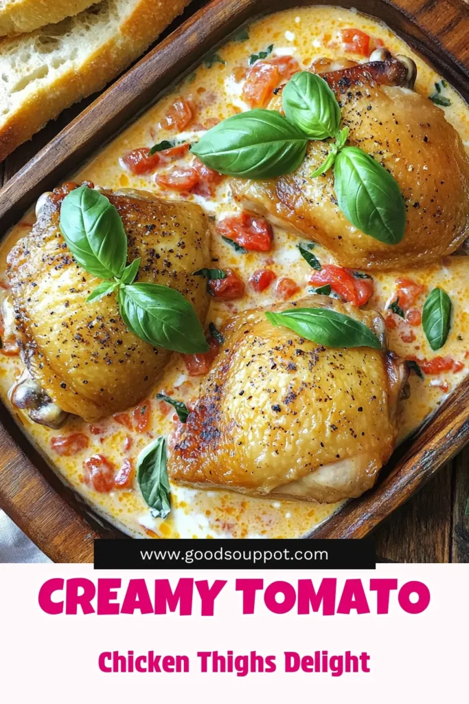Indulge in a delicious meal with creamy tomato basil chicken thighs that are sure to impress! This simple recipe combines tender chicken thighs with savory tomatoes, fresh basil, and a rich creamy sauce. Perfect for a cozy dinner night, it's easy to make and absolutely delightful. Ready to elevate your dinner game? Click through to discover the full recipe and impress your guests tonight!