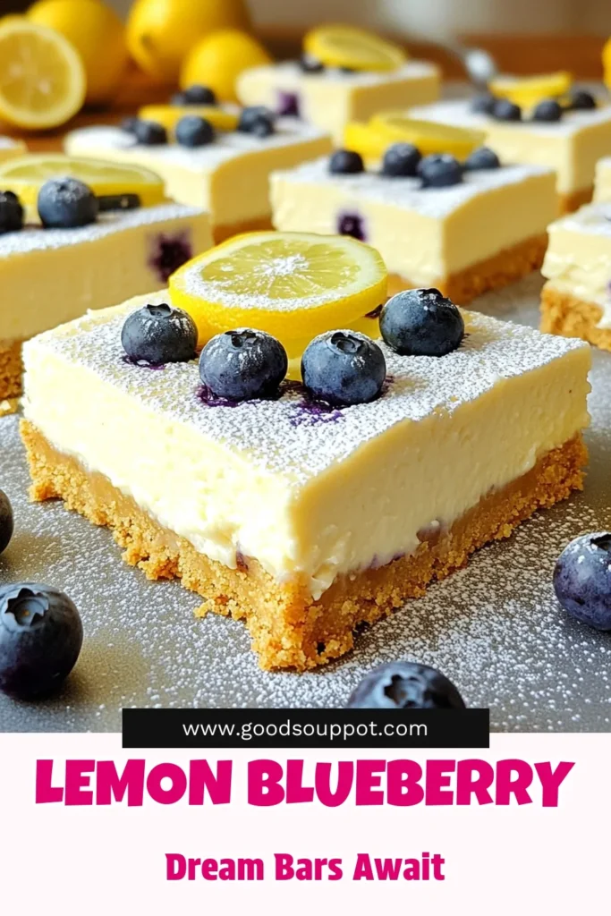 Indulge in a delightful dessert with these Lemon Blueberry Cheesecake Bars! Bursting with fresh flavors, this easy recipe combines creamy cheesecake, zesty lemon, and juicy blueberries on a buttery graham cracker crust. Perfect for parties or a sweet treat at home, these bars are sure to impress. Don't miss out—click through to discover this delicious recipe and get ready to wow your taste buds! #LemonBlueberry #CheesecakeBars #DessertRecipe #BakingJoy