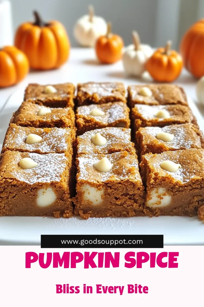 Delight in the flavors of fall with these Pumpkin Spice Blondies with White Chocolate Bliss! This easy recipe combines cozy spices and sweet white chocolate for a treat that's perfect for autumn gatherings. From mixing ingredients to baking golden perfection, you'll love how simple it is to create these delicious blondies. Click to explore the full recipe and make your taste buds dance! #PumpkinSpice #FallBaking #DessertRecipes #Blondies