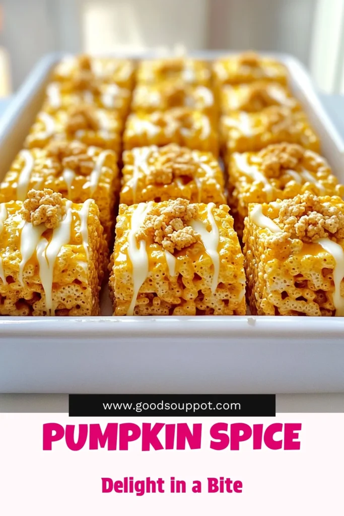 Get into the fall spirit with these Pumpkin Spice Rice Krispie Treats! This easy recipe combines fluffy marshmallows, pumpkin puree, and cozy pumpkin pie spice for a sweet twist on a classic favorite. Perfect for gatherings or as a delightful snack, these treats are sure to impress. Click through for the full recipe and tips to make your treats extra special. Don't miss out on this seasonal delight! #PumpkinSpice #RiceKrispieTreats #FallRecipes #DessertIdeas