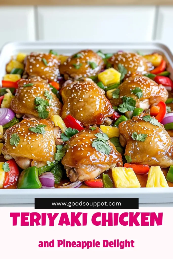 Experience a burst of flavor with this Sheet Pan Teriyaki Chicken & Pineapple recipe! Perfect for busy weeknights, this dish combines juicy chicken thighs, sweet pineapple, and colorful veggies all baked on one pan for easy cleanup. Ready in just 45 minutes, it’s a delicious meal that the whole family will love. Click to discover the full recipe and elevate your dinner game tonight! #SheetPanDinner #TeriyakiChicken #EasyRecipes #HealthyEating