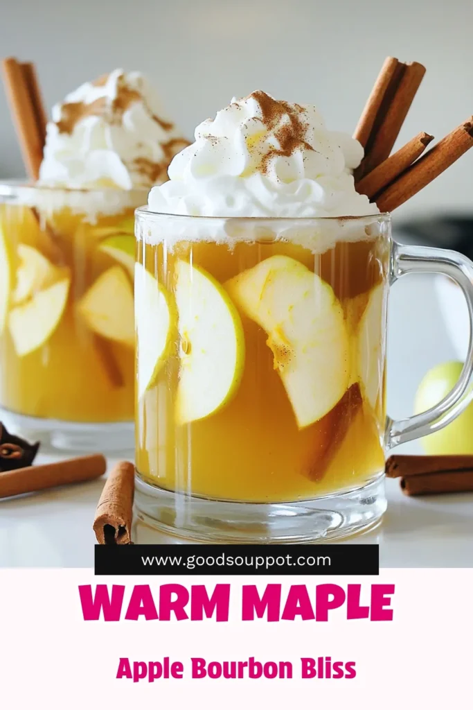 Warm up your gatherings with a delightful Warm Maple Apple Bourbon Cocktail! This easy recipe combines apple cider, maple syrup, and a blend of spices for a comforting drink perfect for any occasion. Top it off with whipped cream and cinnamon for an irresistible treat. Ready to impress your guests? Click through to explore this cozy cocktail recipe and elevate your drink game! #CocktailRecipe #AppleDrinks #CozyDrinks #FallFlavors