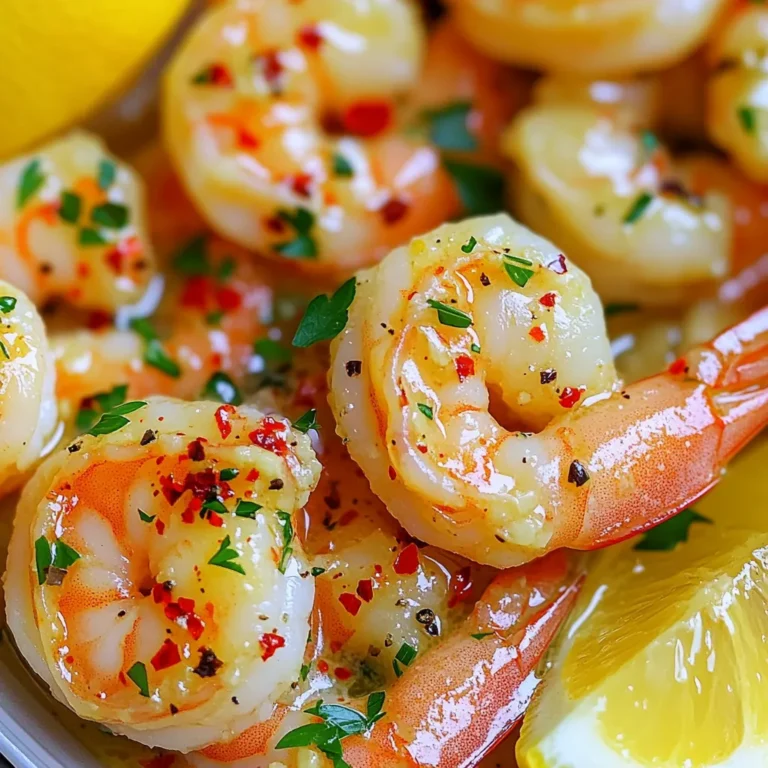 - 1 lb large shrimp, peeled and deveined - 4 tablespoons unsalted butter, melted - 4 cloves garlic, minced - 1 tablespoon fresh lemon juice - 1 teaspoon smoked paprika - 1/2 teaspoon red pepper flakes (optional for heat) - Salt and pepper to taste - 2 tablespoons fresh parsley, chopped - Lemon wedges (for serving) - Optional side dishes To make Air Fryer Garlic Butter Shrimp, you need fresh ingredients. Start with large shrimp; I prefer to use peeled and deveined ones for easy cooking. Next is the unsalted butter, which adds richness. Don't forget the garlic! Minced garlic brings a strong flavor that pairs well with shrimp. Now, let's talk about seasoning. Fresh lemon juice brightens the dish, while smoked paprika adds a subtle depth. Red pepper flakes can give you a nice kick if you like heat. Seasoning with salt and pepper enhances all the flavors. For garnish, fresh parsley adds color and a fresh taste. You can serve the shrimp with lemon wedges to squeeze over the top. Optional side dishes can include rice, pasta, or a fresh salad. Each adds a nice touch to your meal. Enjoy this quick and tasty dish! Start by mixing the melted butter, minced garlic, lemon juice, smoked paprika, red pepper flakes, salt, and pepper in a bowl. Stir well until everything blends. This mixture is key for flavor. When marinating the shrimp, toss them gently in the mixture. Let them sit for about 15-20 minutes. This helps the shrimp soak up the taste. You can adjust the red pepper flakes if you want more heat. Next, preheat your air fryer to 400°F (200°C). Preheating helps the shrimp cook evenly. When placing shrimp in the basket, arrange them in a single layer. Don’t overcrowd them, as this can lead to uneven cooking. If you have a lot of shrimp, cook in batches. Cook the shrimp for about 6-8 minutes. At the halfway point, shake the basket to help with even cooking. Check for doneness by looking at the color. The shrimp should turn pink and opaque. If they are still gray, give them a little more time. Perfectly cooked shrimp are juicy and tender, making your dish a delight! Marinating shrimp is key. It allows the flavors to soak in. I suggest you let the shrimp marinate for 15-20 minutes. This time helps the garlic and butter blend well. If you like it spicy, add more red pepper flakes. Adjust spice levels to fit your taste. Always remember, you can add more but can't take it away! For even cooking, make sure the shrimp are in a single layer. Overcrowding can lead to uneven cooking. I always shake the basket halfway through cooking. This step helps to cook all sides evenly. To prevent sticking, lightly grease the air fryer basket. A spray of oil works wonders and keeps your shrimp intact. Garnish the shrimp with fresh parsley for a pop of color. It adds freshness and makes the dish look stunning. Serve the shrimp with lemon wedges on the side. The lemon juice enhances the flavor and brightens the dish. Trust me, your guests will be impressed. {{image_2}} You can change the flavor of garlic butter shrimp easily. Try adding fresh herbs like basil or cilantro for a twist. You could also use spices such as lemon pepper or curry powder. Each herb or spice brings a new taste. For a different marinade, swap out the lemon juice for lime juice. This small change brightens the shrimp in a fresh way. You can also add a splash of soy sauce or fish sauce for an umami kick. If you need to make the dish gluten-free, use gluten-free soy sauce or skip it altogether. This keeps the shrimp tasty without gluten. For a dairy-free option, substitute the butter with olive oil or coconut oil. Both alternatives provide good flavor without dairy. This way, everyone can enjoy the dish. Pairing shrimp with vegetables adds color and nutrition. Try tossing in bell peppers or asparagus into the air fryer. They cook quickly and taste great with the shrimp. You can also serve the shrimp over rice or pasta. Both options soak up the garlic butter sauce well. A side salad complements the meal too, adding freshness. To store leftover shrimp, let them cool first. Place the shrimp in an airtight container. They will stay fresh for up to two days. Always label the container with the date. For storage containers, use glass or BPA-free plastic. These materials keep the shrimp safe and fresh. Avoid metal containers, as they can react with the shrimp. The best method to reheat air-fried shrimp is to use the air fryer again. Set it to 350°F (175°C) and heat for about 3-4 minutes. This keeps the shrimp crispy. You can also use a microwave, but the shrimp may lose their crispiness. To avoid overcooking, check them often. Shrimp cook quickly. You want them warm but not rubbery. To freeze cooked shrimp, let them cool completely first. Place the shrimp in a freezer-safe bag. Remove as much air as possible before sealing. They can last up to three months in the freezer. When you want to use frozen shrimp, thaw them in the fridge overnight. You can also place the bag under cold water for a quicker thaw. Once thawed, reheat them as mentioned above for best results. I recommend air frying shrimp for 6 to 8 minutes at 400°F (200°C). The shrimp will cook quickly. Shake the basket halfway through to cook evenly. Look for the shrimp to turn pink and opaque. This means they are ready to eat. If you cook them too long, they can become tough. So, keep an eye on them! Yes, you can use frozen shrimp! Just make sure to thaw them first. You can run them under cold water for a few minutes. Frozen shrimp may need a minute or two more cooking time. Always check if they are pink and opaque. Fresh shrimp gives a better taste, but frozen works too. Garlic butter shrimp pairs well with many sides. Here are some ideas: - Steamed rice - Garlic bread - Roasted vegetables - Salad with lemon vinaigrette - Pasta with olive oil and herbs These sides will complement the shrimp nicely. Enjoy mixing and matching! In this post, we explored how to make delicious garlic butter shrimp in an air fryer. We covered the key ingredients, detailed step-by-step cooking instructions, and shared tips to enhance flavor. We also discussed variations to suit your taste and dietary needs, along with storage tips for leftovers. Now you can confidently prepare this tasty dish. Enjoy experimenting with flavors and serving it your way. Happy cooking!