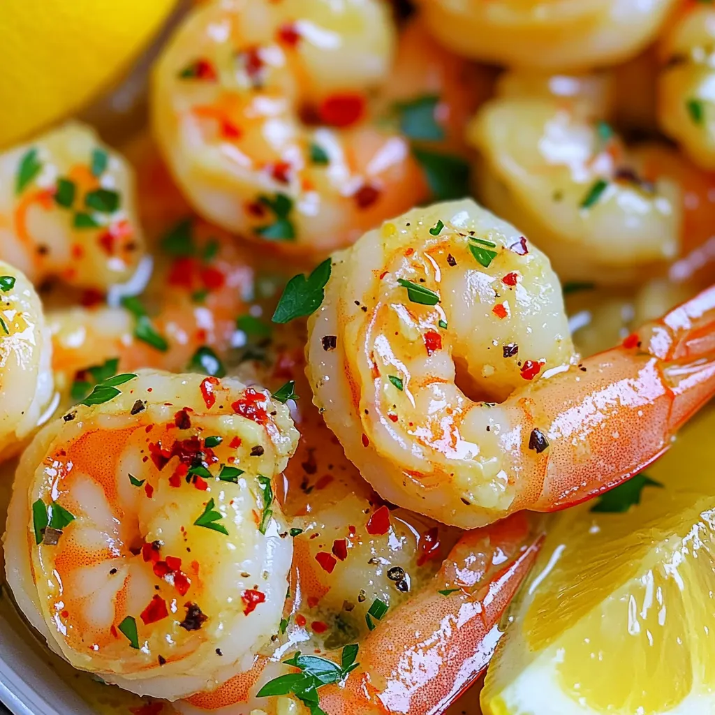 - 1 lb large shrimp, peeled and deveined - 4 tablespoons unsalted butter, melted - 4 cloves garlic, minced - 1 tablespoon fresh lemon juice - 1 teaspoon smoked paprika - 1/2 teaspoon red pepper flakes (optional for heat) - Salt and pepper to taste - 2 tablespoons fresh parsley, chopped - Lemon wedges (for serving) - Optional side dishes To make Air Fryer Garlic Butter Shrimp, you need fresh ingredients. Start with large shrimp; I prefer to use peeled and deveined ones for easy cooking. Next is the unsalted butter, which adds richness. Don't forget the garlic! Minced garlic brings a strong flavor that pairs well with shrimp. Now, let's talk about seasoning. Fresh lemon juice brightens the dish, while smoked paprika adds a subtle depth. Red pepper flakes can give you a nice kick if you like heat. Seasoning with salt and pepper enhances all the flavors. For garnish, fresh parsley adds color and a fresh taste. You can serve the shrimp with lemon wedges to squeeze over the top. Optional side dishes can include rice, pasta, or a fresh salad. Each adds a nice touch to your meal. Enjoy this quick and tasty dish! Start by mixing the melted butter, minced garlic, lemon juice, smoked paprika, red pepper flakes, salt, and pepper in a bowl. Stir well until everything blends. This mixture is key for flavor. When marinating the shrimp, toss them gently in the mixture. Let them sit for about 15-20 minutes. This helps the shrimp soak up the taste. You can adjust the red pepper flakes if you want more heat. Next, preheat your air fryer to 400°F (200°C). Preheating helps the shrimp cook evenly. When placing shrimp in the basket, arrange them in a single layer. Don’t overcrowd them, as this can lead to uneven cooking. If you have a lot of shrimp, cook in batches. Cook the shrimp for about 6-8 minutes. At the halfway point, shake the basket to help with even cooking. Check for doneness by looking at the color. The shrimp should turn pink and opaque. If they are still gray, give them a little more time. Perfectly cooked shrimp are juicy and tender, making your dish a delight! Marinating shrimp is key. It allows the flavors to soak in. I suggest you let the shrimp marinate for 15-20 minutes. This time helps the garlic and butter blend well. If you like it spicy, add more red pepper flakes. Adjust spice levels to fit your taste. Always remember, you can add more but can't take it away! For even cooking, make sure the shrimp are in a single layer. Overcrowding can lead to uneven cooking. I always shake the basket halfway through cooking. This step helps to cook all sides evenly. To prevent sticking, lightly grease the air fryer basket. A spray of oil works wonders and keeps your shrimp intact. Garnish the shrimp with fresh parsley for a pop of color. It adds freshness and makes the dish look stunning. Serve the shrimp with lemon wedges on the side. The lemon juice enhances the flavor and brightens the dish. Trust me, your guests will be impressed. {{image_2}} You can change the flavor of garlic butter shrimp easily. Try adding fresh herbs like basil or cilantro for a twist. You could also use spices such as lemon pepper or curry powder. Each herb or spice brings a new taste. For a different marinade, swap out the lemon juice for lime juice. This small change brightens the shrimp in a fresh way. You can also add a splash of soy sauce or fish sauce for an umami kick. If you need to make the dish gluten-free, use gluten-free soy sauce or skip it altogether. This keeps the shrimp tasty without gluten. For a dairy-free option, substitute the butter with olive oil or coconut oil. Both alternatives provide good flavor without dairy. This way, everyone can enjoy the dish. Pairing shrimp with vegetables adds color and nutrition. Try tossing in bell peppers or asparagus into the air fryer. They cook quickly and taste great with the shrimp. You can also serve the shrimp over rice or pasta. Both options soak up the garlic butter sauce well. A side salad complements the meal too, adding freshness. To store leftover shrimp, let them cool first. Place the shrimp in an airtight container. They will stay fresh for up to two days. Always label the container with the date. For storage containers, use glass or BPA-free plastic. These materials keep the shrimp safe and fresh. Avoid metal containers, as they can react with the shrimp. The best method to reheat air-fried shrimp is to use the air fryer again. Set it to 350°F (175°C) and heat for about 3-4 minutes. This keeps the shrimp crispy. You can also use a microwave, but the shrimp may lose their crispiness. To avoid overcooking, check them often. Shrimp cook quickly. You want them warm but not rubbery. To freeze cooked shrimp, let them cool completely first. Place the shrimp in a freezer-safe bag. Remove as much air as possible before sealing. They can last up to three months in the freezer. When you want to use frozen shrimp, thaw them in the fridge overnight. You can also place the bag under cold water for a quicker thaw. Once thawed, reheat them as mentioned above for best results. I recommend air frying shrimp for 6 to 8 minutes at 400°F (200°C). The shrimp will cook quickly. Shake the basket halfway through to cook evenly. Look for the shrimp to turn pink and opaque. This means they are ready to eat. If you cook them too long, they can become tough. So, keep an eye on them! Yes, you can use frozen shrimp! Just make sure to thaw them first. You can run them under cold water for a few minutes. Frozen shrimp may need a minute or two more cooking time. Always check if they are pink and opaque. Fresh shrimp gives a better taste, but frozen works too. Garlic butter shrimp pairs well with many sides. Here are some ideas: - Steamed rice - Garlic bread - Roasted vegetables - Salad with lemon vinaigrette - Pasta with olive oil and herbs These sides will complement the shrimp nicely. Enjoy mixing and matching! In this post, we explored how to make delicious garlic butter shrimp in an air fryer. We covered the key ingredients, detailed step-by-step cooking instructions, and shared tips to enhance flavor. We also discussed variations to suit your taste and dietary needs, along with storage tips for leftovers. Now you can confidently prepare this tasty dish. Enjoy experimenting with flavors and serving it your way. Happy cooking!