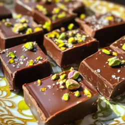- 1 cup semi-sweet chocolate chips - 1 cup sweetened condensed milk - 1 teaspoon vanilla extract - 1 ½ cups chopped pistachios (reserve some for topping) - 2 tablespoons unsweetened cocoa powder - Pinch of sea salt - Vegan chocolate substitutions - Gluten-free options This fudge recipe is simple and delicious. The main ingredients are key to its rich flavor. First, you need semi-sweet chocolate chips. They give the fudge its deep, chocolate taste. Sweetened condensed milk adds creaminess. It also helps the fudge set. A touch of vanilla extract rounds out the flavors nicely. Next, we have the additional ingredients. Chopped pistachios add a nice crunch and a nutty flavor. Make sure to save some for the topping. Unsweetened cocoa powder boosts the chocolate flavor. A pinch of sea salt enhances all the tastes. For those with dietary needs, there are options. You can use vegan chocolate chips. These work just as well for a dairy-free treat. If gluten is a concern, this recipe is naturally gluten-free. It’s a great choice for everyone! Feel free to mix and match these ingredients as you like. The options are endless, but the key is to enjoy the making process. - Line the baking dish with parchment paper. - Gather all ingredients. Start by taking an 8x8 inch square baking dish. Place parchment paper in it, letting it hang over the sides. This makes it easy to lift out the fudge later. Next, set all your ingredients on the counter. You will need semi-sweet chocolate chips, sweetened condensed milk, vanilla extract, chopped pistachios, cocoa powder, and sea salt. Having everything ready helps the process go smoothly. - Melt chocolate chips and condensed milk over low heat. - Add vanilla extract and cocoa powder to the mixture. In a medium saucepan, combine one cup of semi-sweet chocolate chips and one cup of sweetened condensed milk. Heat this mixture over low heat. Stir it constantly until the chocolate chips melt and the mixture is smooth. Once melted, take it off the heat. Stir in one teaspoon of vanilla extract and two tablespoons of cocoa powder. Mix well until everything blends together. - Fold in chopped pistachios and sea salt. - Transfer the mixture to the baking dish and smooth the top. Now comes the fun part! Gently fold in one and a half cups of chopped pistachios and a pinch of sea salt. Make sure they are mixed in evenly. Then, pour the fudge mixture into your lined baking dish. Use a spatula to smooth the top, so it looks nice. - Refrigerate until firm (at least 3 hours). - Remove from dish and cut into squares. Cover the dish with plastic wrap and place it in the fridge. Let it chill for at least three hours. This will help the fudge set properly. Once firm, lift the fudge out using the parchment overhang. Cut it into squares. For a special touch, top with some reserved chopped pistachios. To make great fudge, you must stir continuously. This keeps the chocolate smooth and helps it melt evenly. If you stop stirring, the chocolate can burn. When melted, the mixture should be shiny and thick. Aim for a texture that holds together but is soft enough to cut. When serving your fudge, presentation matters. Arrange fudge squares on a decorative plate. You can drizzle melted chocolate over the top for a fancy touch. A sprinkle of sea salt adds flavor and makes the fudge look nice, too. Use reserved pistachios to top each piece for extra crunch and color. One big mistake is overheating the chocolate mixture. Melt it slowly over low heat to avoid burning. Another mistake is not chilling the fudge long enough. Give it at least three hours in the fridge. This helps the fudge set properly. If it is too soft, it won’t hold its shape when you cut it. {{image_2}} You can make a vegan version of No Bake Chocolate Pistachio Fudge. Use coconut milk instead of sweetened condensed milk. Choose vegan chocolate chips for rich flavor. This way, everyone can enjoy a tasty treat! For gluten-free options, check that your chocolate chips are gluten-free. Most brands are, but it’s good to double-check. Use gluten-free nuts and ensure no cross-contamination happens. Want to mix it up? You can add other nuts or dried fruits. Chopped almonds or walnuts work great. Dried cranberries or apricots can add a nice touch too. Each addition brings a new taste to your fudge. Swapping chocolate types is another fun option. Use dark chocolate for a rich flavor. Milk chocolate gives a sweeter taste, and white chocolate adds creaminess. Each choice changes the whole fudge profile. If you’re out of sweetened condensed milk, use coconut cream or cashew cream. Both provide creaminess and sweetness. You can also make your own sweetened condensed milk at home. For flavor, try different extracts like almond or hazelnut. They give a unique twist to your fudge. This allows you to customize the taste according to your mood or pantry! To keep your fudge fresh, store it in an airtight container. This prevents air from drying it out. You can also place parchment paper between layers. This helps avoid sticking. If you plan to eat it within a week, the fridge works well. For longer storage, consider freezing it instead. To freeze your No Bake Chocolate Pistachio Fudge, first cut it into squares. Wrap each square in plastic wrap. Then, place them in a freezer-safe container. This keeps them from getting freezer burn. When you want to enjoy some, take a piece out and thaw it. Leave it in the fridge for a few hours or on the counter for about 30 minutes. Serve it cool or at room temperature. In the fridge, your fudge can last up to two weeks. If stored well, it stays tasty and fresh. If you notice a change in color or smell, it’s best to toss it. Signs of spoilage include a dry texture or strange tastes. Always check your fudge before diving in for a treat! Yes, you can make this fudge ahead of time. It keeps well in the fridge for about two weeks. I suggest making it the day before you need it. This way, it has time to chill properly and flavors can blend. Just store it in an airtight container to keep it fresh. To boost the chocolate flavor, you can add more cocoa powder. Start with an extra tablespoon. You can also use dark chocolate chips instead of semi-sweet ones. If you love chocolate, try adding some chocolate syrup on top before chilling. This adds a rich layer of flavor. Absolutely! You can add many toppings or mix-ins. Try using crushed cookies, chopped dried fruit, or other nuts. You can also sprinkle some sea salt on top for a sweet and salty mix. Get creative! Just be sure not to overpower the chocolate and pistachio flavors. Yes, this recipe is very flexible. You can swap out pistachios for other nuts, like walnuts or almonds. You can even change the extract. Instead of vanilla, try almond extract for a new twist. Get adventurous with your flavors and make it your own! This blog post shared how to make delicious No Bake Chocolate Pistachio Fudge. We covered the main ingredients, step-by-step instructions, and helpful tips. You learned how to store and freeze your fudge properly. Remember to avoid common mistakes for the best results. The recipe is flexible, letting you customize flavors and dietary needs. Now, gather your ingredients and start creating a tasty treat that everyone will love! Enjoy your fudge journey!