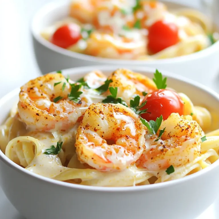 - 12 oz linguine pasta - 1 lb shrimp, peeled and deveined - 2 tablespoons Cajun seasoning - 1 tablespoon olive oil - 1 small onion, diced - 3 cloves garlic, minced - 1 red bell pepper, diced - 1 cup heavy cream - 1 cup chicken broth - 1 cup cherry tomatoes, halved - 1/2 cup grated Parmesan cheese - Salt and pepper to taste - Fresh parsley, chopped for garnish I use 12 ounces of linguine pasta for a perfect balance. One pound of shrimp gives a nice, hearty dish. The Cajun seasoning is crucial, so I add two tablespoons for flavor. A tablespoon of olive oil helps to sauté the veggies. One small onion and three cloves of garlic add depth. One red bell pepper brings sweetness. I use one cup each of heavy cream and chicken broth for creaminess and richness. One cup of cherry tomatoes adds freshness, while half a cup of grated Parmesan gives a savory finish. Finally, I season with salt and pepper, and I always garnish with fresh parsley. You can spice it up by adding more Cajun seasoning. If you want a kick, add diced jalapeños. For a veggie twist, toss in some spinach or zucchini. If you don’t have shrimp, chicken works well too. You can use vegetable broth if you want to keep it vegetarian. If you need a dairy-free option, try coconut cream instead of heavy cream. Start by gathering your ingredients. You need: - 12 oz linguine pasta - 1 lb shrimp, peeled and deveined - 2 tablespoons Cajun seasoning - 1 tablespoon olive oil - 1 small onion, diced - 3 cloves garlic, minced - 1 red bell pepper, diced - 1 cup heavy cream - 1 cup chicken broth - 1 cup cherry tomatoes, halved - 1/2 cup grated Parmesan cheese - Salt and pepper to taste - Fresh parsley, chopped for garnish Chop the onion, garlic, and bell pepper. Measure out your spices. This step makes cooking easier. Heat the olive oil in a large pot over medium heat. Add the diced onion and bell pepper. Sauté for about 3 to 5 minutes until soft. Stir in the minced garlic and cook for 1 to 2 minutes. Next, sprinkle the shrimp with Cajun seasoning. Make sure all shrimp are coated well. Add the shrimp to the pot. Cook for 3 to 4 minutes until they turn pink. Remove the shrimp and set aside. In the same pot, add the linguine, chicken broth, and cherry tomatoes. Bring it to a boil. Reduce the heat to a simmer. Cook for about 10 to 12 minutes or until the pasta is al dente. Stir it occasionally to prevent sticking. Once the pasta is cooked, stir in the heavy cream and grated Parmesan cheese. Mix until it is creamy and smooth. Return the cooked shrimp to the pot and toss everything together. Season with salt and pepper to taste. Remove the pot from heat. Let it sit for a few minutes to let the flavors blend. Serve the dish warm. Garnish with fresh chopped parsley for color. Enjoy your creamy Cajun shrimp linguine! When cooking shrimp, fresh is best. If using frozen shrimp, thaw it first. Rinse shrimp under cool water and pat dry. This helps them cook evenly. Cook shrimp just until they turn pink. Overcooking makes them tough. Use a large pot for boiling water. Salt the water well before adding the linguine. This adds flavor to the pasta. Stir the pasta gently to avoid sticking. Test for doneness a minute before the time is up. You want it al dente, with a little bite. To boost flavor, add more spices. Extra Cajun seasoning brings heat. Fresh herbs like thyme or basil add brightness. Squeeze a little lemon juice before serving for a fresh twist. For a richer taste, mix in some cream cheese with the heavy cream. {{image_2}} You can easily make this dish vegetarian. Swap shrimp for mushrooms or zucchini. Both add great texture and flavor. For seafood lovers, try scallops or crab instead of shrimp. Adjust the cooking time to ensure they are perfectly cooked. Want more heat? Increase the Cajun seasoning to suit your taste. You can also add red pepper flakes for an extra kick. Another option is to include diced jalapeños while cooking the onions and peppers. This will give your dish a spicy surprise! If you prefer other pasta types, use fettuccine or penne. Whole wheat or gluten-free pasta can also work well. Just remember to adjust the cooking time according to the pasta you choose. Enjoy the creamy goodness with your favorite pasta! Store your creamy Cajun shrimp linguine in an airtight container. Let it cool before sealing. This keeps the flavors fresh and prevents sogginess. The dish can last for up to three days in the fridge. When you want to enjoy it again, just reheat it on the stove or in the microwave. You can freeze this dish for future meals. Place it in a freezer-safe container. It’s best to freeze it without the shrimp. The shrimp can become rubbery when frozen. This meal can last up to three months in the freezer. To reheat, thaw it overnight in the fridge. Heat it gently on the stove, adding a splash of cream or broth to restore creaminess. For the best taste, eat your creamy Cajun shrimp linguine within three days if refrigerated. In the freezer, aim to enjoy it within three months. After that, the flavor and texture may decline. Keeping track of storage times helps ensure a safe and tasty meal every time. Yes, you can use frozen shrimp. Just make sure to thaw them first. Place them in a bowl of cold water for about 15-20 minutes. This helps the shrimp cook evenly. You can then season and cook them just like fresh shrimp. If you want a lighter option, use half-and-half or whole milk. For a dairy-free choice, try coconut cream or cashew cream. These alternatives still give a creamy texture but change the flavor a bit. To make this dish gluten-free, switch the linguine for gluten-free pasta. Many brands offer great options made from rice or corn. Check the package for cooking times, as they may differ from regular pasta. Great side dishes include garlic bread, a fresh salad, or roasted vegetables. These options balance the rich flavors and add freshness to your meal. You can also serve it with a nice glass of white wine for a complete dining experience. You learned the key ingredients and how to prepare Cajun shrimp linguine. The step-by-step guide made the cooking easy, and tips helped improve your dish. With variations, you can customize it to your taste. Finally, proper storage ensures your meal stays fresh. Try these methods to enjoy a tasty dish any time. Feel confident in your cooking skills as you whip up this flavorful meal. Enjoy every bite!