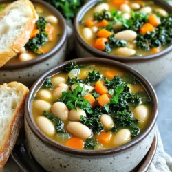 When making Slow Cooker White Bean Kale Stew, you'll need some key ingredients. Each one adds to the rich flavor and texture of this meal. Here’s what you’ll gather: - 2 cups dried white beans (such as Great Northern or cannellini), soaked overnight - 1 tablespoon olive oil - 1 large onion, diced - 3 cloves garlic, minced - 3 medium carrots, diced - 2 celery stalks, diced - 1 teaspoon dried thyme - 1 teaspoon smoked paprika - 4 cups vegetable broth - 1 (14.5-ounce) can diced tomatoes, undrained - 3 cups kale, chopped (stems removed) - Salt and pepper to taste - Fresh parsley, chopped (for garnish) Each of these ingredients plays a role in making this stew both hearty and nourishing. The dried white beans serve as the base, providing protein and fiber. Fresh vegetables like onion, garlic, carrots, celery, and kale bring in essential vitamins and minerals. Seasonings like thyme and smoked paprika give it warmth and depth. Using vegetable broth and diced tomatoes creates a flavorful liquid base, while salt and pepper enhance all the tastes. Finally, fresh parsley adds a burst of color and freshness when serving. This mix of ingredients makes the stew not just tasty but comforting too. 1. First, soak the dried white beans overnight. This helps them cook faster. Drain and rinse the beans before using them. Set them aside for later. 2. Next, heat olive oil in a large skillet over medium heat. Add the diced onion. Sauté until the onion is soft and clear, which takes about five minutes. This step brings out the onion's sweet flavor. 3. Now, stir in the minced garlic, diced carrots, and diced celery. Cook for another three to four minutes. The goal is to soften these veggies. They will add great flavor to the stew. 1. Combine all ingredients in your slow cooker. Add the soaked white beans, sautéed veggies, dried thyme, and smoked paprika. Pour in the vegetable broth and diced tomatoes. Stir well to mix everything together. 2. For cooking times, you can set your slow cooker to low for six to eight hours. If you are short on time, use the high setting for three to four hours. Either way, the beans should be tender when done. 3. About 15 minutes before you plan to serve, add the chopped kale. Cover the slow cooker again. Let the kale wilt and soften. Finally, season the stew with salt and pepper to taste. Soaking beans is key. It helps them cook better and makes them softer. I soak my dried white beans overnight. This simple step cuts down cooking time and aids digestion. Sautéing vegetables adds depth. I always start by heating olive oil and cooking onions. This brings out their sweet flavor. Adding garlic, carrots, and celery next gives the stew a rich base. This step makes the stew taste so much better. Adding herbs and spices can boost flavor. I like using dried thyme and smoked paprika. These give the stew a warm, earthy taste. You can also try adding bay leaves or a pinch of cayenne for heat. For creaminess, I suggest blending some beans. You can mash a portion of the cooked stew and stir it back in. This thickens the stew nicely. Cream or a splash of coconut milk can also add a smooth texture. {{image_2}} You can switch the white beans for other types. Black beans or chickpeas work well. Each bean adds a unique taste and texture. Try kidney beans for a heartier feel. Feel free to mix up the veggies too. Instead of kale, use spinach or Swiss chard. You can add bell peppers for sweetness. Mushrooms can bring a nice earthy flavor. The goal is to make the stew your own! This stew is great for vegetarians. Use vegetable broth and keep it meat-free. For vegans, ensure all your ingredients are plant-based. The stew is already vegan-friendly with no animal products. If you need a gluten-free meal, this stew is perfect. All the ingredients are gluten-free. Just check any canned items, like tomatoes, for hidden gluten. Enjoy this stew without worry! To store your stew, let it cool first. Use airtight containers for best results. This helps keep the flavors fresh. Place the containers in the fridge. The stew will last up to five days. Make sure to label the containers with the date. You can freeze this stew for longer storage. Use freezer-safe containers or bags. Leave some space at the top, as the stew will expand when frozen. To thaw, place it in the fridge overnight. You can also use the microwave for quick thawing. For reheating, warm it on the stove over low heat. Stir often to avoid sticking. Enjoy your warm, hearty stew again! Yes, you can make this stew ahead of time. It actually tastes better the next day. Just let it cool, then store it in the fridge. When ready to eat, reheat it on the stove or in the microwave. This stew pairs well with crusty bread. The bread helps soak up the broth. You can also add a side salad for a fresh crunch. A sprinkle of fresh parsley on top adds color and taste. The stew is done when the beans are tender. You can check them by tasting a few. If they are soft but not mushy, it's ready. The kale should also be wilted and bright green. You learned how to make a tasty Slow Cooker White Bean Kale Stew. We covered the key ingredients, preparation steps, and the slow cooking process. You also discovered helpful tips for perfecting the stew and ways to customize it. Remember to store leftovers properly to enjoy your meal later. With this recipe, you can explore new flavors and customize it to your liking. Enjoy this healthy and hearty dish, and feel free to make it your own!